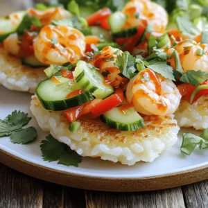 To make this dish, gather these main ingredients: - 1 cup sushi rice - 2 cups water - 1 tablespoon rice vinegar - 1 teaspoon sugar - Salt, to taste - 2 tablespoons vegetable oil (for frying) - 1 pound shrimp, peeled and deveined - 1 tablespoon sriracha sauce - 1 tablespoon fresh lime juice - 1 clove garlic, minced - 1 teaspoon fresh ginger, grated - ½ cucumber, thinly sliced - 1 red bell pepper, cut into matchsticks (julienned) - 2 green onions, finely chopped - Fresh cilantro leaves, for garnish These ingredients work together to create a fresh and tasty meal. To prepare this dish, you will need: - A medium-sized pot for cooking rice - A large skillet for frying - A fine mesh strainer for rinsing rice - A baking sheet for cooling rice - A mixing bowl for shrimp marinade - Paper towels for draining rice cakes Having the right tools makes cooking much easier and more enjoyable. For added flavor, consider these seasonings: - A pinch of black pepper - Lime zest for extra citrus notes - Sesame seeds for a nutty crunch These seasonings bring out the best in your spicy shrimp salad and crispy rice. You can find the full recipe in the earlier section to guide your cooking. To start, rinse 1 cup of sushi rice under cold water. Use a fine mesh strainer. Keep rinsing until the water runs clear. This step removes extra starch. It helps the rice cook well and stay firm. After rinsing, put the rice in a pot. Add 2 cups of water and bring it to a boil. Once it boils, cover the pot and lower the heat. Let it simmer for about 15 minutes. The water should be absorbed, and the rice should be soft. After 15 minutes, remove the pot from heat but keep it covered for 5 more minutes. This steaming time makes the rice fluffier. Afterward, add 1 tablespoon of rice vinegar, 1 teaspoon of sugar, and salt to taste. Mix gently. Spread the rice on a baking sheet to cool completely. Once the rice has cooled and feels firm, it’s time to fry. Heat 2 tablespoons of vegetable oil in a large skillet over medium-high heat. Grab small portions of rice and form them into patties. Wet your hands slightly to stop the rice from sticking. Carefully place the patties in the hot oil. Fry each side for about 3-4 minutes until they are golden brown and crispy. Once cooked, take them out and let them drain on paper towels. This step removes excess oil and keeps them crispy. Now, let’s prepare the shrimp. In a bowl, mix 1 pound of peeled and deveined shrimp with 1 tablespoon of sriracha sauce, 1 tablespoon of fresh lime juice, 1 clove of minced garlic, and 1 teaspoon of grated ginger. Stir well so the shrimp is coated evenly. In the same skillet used for the rice cakes, add the shrimp mixture. Cook over medium-high heat. Sauté until the shrimp turns pink, which takes about 4-5 minutes. This will give your shrimp a bold flavor. Now your crispy rice with spicy shrimp salad is almost ready! To get crispy rice, you must start with good sushi rice. Rinse it well under cold water. This removes excess starch. Use a fine mesh strainer for best results. After cooking, cool the rice completely. Spread it on a baking sheet. When it’s firm, shape it into patties. Fry them in hot oil until golden. This process gives you that perfect crunch. Marinating shrimp is key for great taste. Use sriracha, lime juice, garlic, and ginger. These ingredients pack a punch. Mix them well with the shrimp. Let them sit for a few minutes. This allows the flavors to blend. The shrimp will absorb the marinade, making them juicy. Cook them quickly in a hot skillet. They should turn pink and opaque. Presentation makes your dish stand out. Serve crispy rice cakes on white plates. This highlights the colors of the shrimp salad. Add cucumber slices and red bell pepper strips on top. They add crunch and freshness. Finish with chopped green onions and cilantro. For a rustic touch, consider a wooden platter. A wedge of lime adds color and zest. For the full recipe, check the instructions above. {{image_4}} If you want to switch up the protein, try using chicken or scallops. Both options work well with the spicy flavors. Simply replace the shrimp in the recipe with your choice of meat. For chicken, use diced breast and cook until golden. For scallops, sauté until they are opaque and tender. To make a vegetarian version, use firm tofu instead of shrimp. Press the tofu to remove excess water, then cut it into cubes. Marinate the tofu using the same sriracha sauce and lime juice. Sauté the tofu in the skillet until golden and crispy. This swap keeps the dish flavorful while being plant-based. Feel free to play with the marinade! Instead of sriracha, try using a sweet chili sauce for a milder taste. You can also add a splash of soy sauce for umami depth. For more heat, include chili flakes or fresh diced chilies. Experimenting with flavors can lead to exciting new twists on this dish. For the complete recipe, check out the Full Recipe. After making Crispy Rice with Spicy Shrimp Salad, store leftovers in an airtight container. This keeps the flavors fresh and prevents the rice from drying out. You should place the rice cakes and shrimp salad in separate containers. This will help maintain the rice's crispiness. Leftovers can last about 2-3 days in the fridge. Always check for any signs of spoilage before eating. To reheat the rice cakes, use the oven or a skillet. Preheat your oven to 350°F (175°C) and bake the rice cakes for about 10 minutes. This keeps them crispy. If using a skillet, heat a little oil over medium heat. Sauté the rice cakes for about 3 minutes on each side. For the shrimp salad, gently warm it in the microwave in short bursts. This helps retain the flavor without overcooking the shrimp. You can freeze rice cakes for longer storage. First, let them cool completely. Then, place them in a single layer on a baking sheet. Freeze until firm, usually about 1-2 hours. After that, transfer them to a freezer-safe bag or container. Make sure to remove as much air as possible. Rice cakes can last up to 2 months in the freezer. When ready to eat, thaw in the fridge overnight and reheat as mentioned above. Shrimp cooks fast. You can tell it's done when it turns pink and opaque. The shrimp should curl into a “C” shape. If it looks gray or translucent, it needs more time. Always avoid overcooking; this makes shrimp tough. Yes, you can make the rice ahead of time. Once cooked, let it cool completely. Then, store it in an airtight container in the fridge. Use it within two days for the best taste. Just remember to reheat it gently. If you don't have sriracha, use another hot sauce like sambal oelek or chili garlic sauce. You can also mix some chili powder with a dash of vinegar for a milder kick. Adjust the amount based on your spice level. Yes, you can serve crispy rice and spicy shrimp salad cold. This makes a refreshing meal on a hot day. Chill the shrimp salad before serving. Just keep the crispy rice separate until you serve it to maintain its crunch. For the full recipe, check the details above. In this post, we explored how to make crispy rice with spicy shrimp salad. You learned about key ingredients, cooking tools, and seasonings to boost flavor. I shared step-by-step instructions to prepare rice cakes and cook shrimp. We discussed tips for perfect texture and great presentation. Variations offer delicious alternatives, including vegetarian options. Finally, I covered storage and reheating methods to keep your dish fresh. Enjoy crafting this tasty meal and impressing your guests!