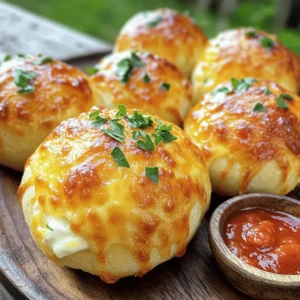 - 1 can (16 oz) refrigerated biscuit dough - 1 cup shredded mozzarella cheese - 1/2 cup cream cheese, softened - 1/4 cup unsalted butter, melted - 4 cloves garlic, minced - 1 tablespoon fresh parsley, finely chopped - 1 teaspoon Italian seasoning - 1/2 teaspoon salt - 1/4 teaspoon black pepper - Optional: pinch of red pepper flakes for a spicy kick You can use any brand of refrigerated biscuit dough. If you want a lighter option, try reduced-fat cream cheese. You can swap mozzarella for cheddar or another cheese you love. For a vegan option, use dairy-free cream cheese and vegan butter. Adjust the garlic to your taste. If you like heat, add more red pepper flakes to the mix. Each cheese bomb contains about 150 calories. They provide 8 grams of fat and 3 grams of protein. You get 1 gram of carbs, which makes these a tasty snack. The garlic and herbs add flavor without extra calories. If you want to make them healthier, you can cut back on the butter. Adding veggies can boost the fiber and nutrients as well. Enjoy your Garlic Butter Cheese Bombs guilt-free! Start by preheating your oven to 375°F (190°C). This step is key for great baking. Line a baking sheet with parchment paper. This helps the cheese bombs not stick. In a bowl, mix the melted butter, minced garlic, and chopped parsley. Stir this well. The smell will be amazing! Next, in another bowl, combine shredded mozzarella and softened cream cheese. Mix until smooth. Add salt, black pepper, and Italian seasoning. Make sure to mix these well for even taste. Now, open the can of biscuit dough. Carefully separate the biscuits. Roll each one into a small circle with your hands. This part is fun! Take a spoonful of the cheese mixture and place it in the center of each biscuit. Leave space around the edges. Fold the edges of the biscuit over the cheese filling. Pinch the seams to seal them tight. Form them into nice balls. Dip each ball into the garlic butter mixture. Make sure they are well coated. Place the cheese bombs on the prepared baking sheet. Leave some space between them to bake evenly. Bake for 15 to 18 minutes. Look for a golden brown color. You’ll know they’re ready when they smell delicious! Once done, take them out of the oven. Brush the tops with any leftover garlic butter while warm. This adds even more flavor! To make the best garlic butter cheese bombs, use fresh ingredients. Always measure your cheese and spices. This helps keep the taste balanced. If you want a spicy kick, add red pepper flakes to the cheese mix. For a fun twist, try mixing in different cheeses. Serve the cheese bombs warm on a platter. Garnish with extra parsley for color. Pair with marinara sauce for dipping. Trust me, these tips make a big difference! For the full recipe, check out the details above. When making garlic butter cheese bombs, a few mistakes can ruin your dish. First, avoid using cold cheese. Always let your cream cheese soften first. This helps it mix well with mozzarella. If you skip this step, the filling won’t be smooth. Next, don’t skip the garlic butter dip. This adds flavor and keeps the bombs moist. Lastly, watch the baking time. Overbaking can lead to dry cheese bombs. Check them at 15 minutes; they should be golden brown. You can make these cheese bombs your own. Start by changing the cheese. Use cheddar for a sharper taste or pepper jack for heat. Add herbs like oregano or basil for extra flavor. You can even mix in chopped sun-dried tomatoes or spinach. For a twist, sprinkle in some cooked bacon bits. Each change can lead to a new flavor adventure. Just remember to keep the balance of cheese and dough. Having the right tools makes this recipe easier. Here’s what you need: - Baking sheet - Parchment paper - Mixing bowls - Spoon for filling the dough - Brush for the garlic butter Using these tools helps keep your kitchen neat and your cheese bombs perfect. A good baking sheet ensures they cook evenly. Parchment paper makes cleanup a breeze. With these basics, you can focus on making your cheese bombs delicious and fun to eat. You can find the full recipe above and make your own tasty garlic butter cheese bombs! {{image_4}} You can mix and match flavors to create your own cheese bombs. Try adding cooked bacon bits for a smoky taste. You can also include fresh herbs like basil or chives for a fresh touch. If you love heat, add jalapeños or some spicy cheese. A little bit of ranch seasoning can also bring a fun twist. Feel free to experiment with these options! To make these delicious bombs vegan, use dairy-free cheese and vegan butter. Look for gluten-free biscuit dough if you need a gluten-free option. Many brands make great gluten-free dough that works well. Just make sure to check the labels for any hidden gluten. With these simple swaps, everyone can enjoy these tasty treats! While mozzarella and cream cheese are classic, you can explore other cheeses. Cheddar adds a sharp flavor that many love. Pepper jack gives a nice kick and melts beautifully. For a gourmet touch, try goat cheese or feta. Each cheese brings its own unique flavor. Mix and match to find your perfect combo for your cheese bombs! For the full recipe, refer to the earlier section. After enjoying your Garlic Butter Cheese Bombs, store any leftovers in an airtight container. This keeps them fresh for up to three days. If you want to keep them longer, consider freezing them. When you're ready to enjoy your leftovers, reheat them in the oven. Preheat your oven to 350°F (175°C). Place the cheese bombs on a baking sheet and heat for about 10 minutes. This method keeps them crispy and warm. You can also use a microwave, but be careful. Microwaving may make them chewy instead of crispy. To freeze your cheese bombs, let them cool completely first. Then, place them in a single layer on a baking sheet and freeze. After they are frozen, transfer them to a freezer-safe bag. They will stay good for about two months. When you're ready to bake them, no need to thaw! Just bake at 375°F (190°C) for a few extra minutes. Enjoy your Garlic Butter Cheese Bombs anytime! For the full recipe, check the main section. To make Garlic Butter Cheese Bombs healthier, you can swap the biscuit dough for whole wheat or gluten-free options. Use low-fat cheese instead of regular mozzarella and cream cheese. You can also reduce the amount of butter or use olive oil to cut down on saturated fat. Adding vegetables like spinach or diced peppers can boost the nutrition without losing flavor. Yes, you can make these cheese bombs ahead of time. Prepare the cheese filling and assemble the bombs, then cover them and refrigerate. Bake them when you’re ready to serve. This way, you enjoy fresh, warm cheese bombs without last-minute work. Just remember to let them sit at room temperature for a bit before baking. Garlic Butter Cheese Bombs pair well with many sides. You can serve them with marinara sauce for dipping. A fresh salad with a light vinaigrette complements the richness of the cheese bombs. You might also try a savory soup or a simple garlic bread for a complete meal. For a fun twist, add some spicy dipping sauces or flavored oils. Feel free to check out the Full Recipe for more detailed instructions! In this post, we explored the key ingredients, step-by-step instructions, and helpful tips for making cheese bombs. We shared customization ideas, variations for different diets, and storage methods. Remember, avoiding common mistakes will ensure a delicious outcome. Experimenting with flavors can add your special twist. Enjoy these cheesy delights fresh or saved for later. Happy cooking, and relish every bite!