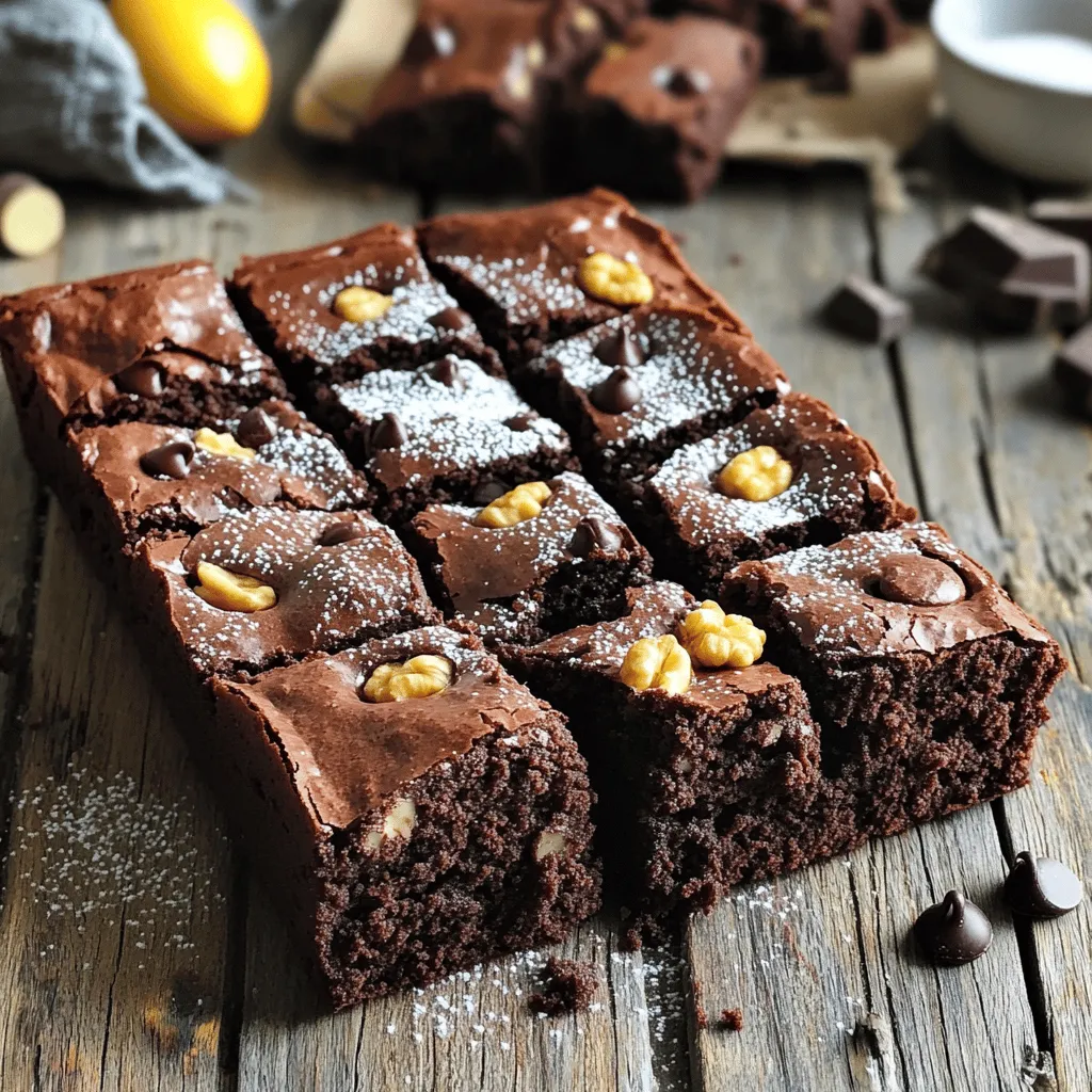 To make the best brownie cake, you need a few simple ingredients. Here’s what you'll need: - 1 cup unsalted butter, melted - 2 cups granulated sugar - 4 large eggs - 1 teaspoon pure vanilla extract - 1 cup all-purpose flour - 1 cup unsweetened cocoa powder - 1 teaspoon baking powder - 1/2 teaspoon salt - 1 cup semi-sweet chocolate chips - 1/2 cup chopped walnuts (optional) These ingredients create a rich and moist brownie cake. Each one plays an important role. For example, the unsalted butter adds creaminess, while the granulated sugar sweetens and helps create a nice crust. If you want to switch things up, consider these options: - Butter: You can use coconut oil or margarine instead. - Sugar: Try brown sugar for a deeper flavor. - Eggs: Use flax eggs or applesauce for a vegan option. - Flour: Almond flour or oat flour works well for gluten-free baking. - Chocolate Chips: Use dark chocolate or even white chocolate for a twist. Feel free to mix and match these ingredients to suit your taste. This flexibility helps you cater to different diets and preferences while still keeping that great brownie cake flavor. For the complete recipe, check the Full Recipe. 1. Preheat the Oven and Prepare the Pan Start by preheating your oven to 350°F (175°C). Grab a 9x13 inch baking pan. Grease it with butter or line it with parchment paper. Lining makes it easier to lift out the brownie cake later. 2. Mix the Wet Ingredients In a large mixing bowl, combine 1 cup of melted unsalted butter and 2 cups of granulated sugar. Use a whisk to mix them until smooth. Then add 4 large eggs, one at a time. Mix well after each addition. Finally, stir in 1 teaspoon of pure vanilla extract. 3. Combine the Dry Ingredients In a separate bowl, whisk together 1 cup of all-purpose flour, 1 cup of unsweetened cocoa powder, 1 teaspoon of baking powder, and 1/2 teaspoon of salt. This step ensures even distribution of dry ingredients. 4. Mix Wet and Dry Ingredients Gradually add the dry mix to the wet mix. Stir gently until just combined. Be careful not to over-mix. Over-mixing can make the cake dense. 5. Add Chocolate Chips and Nuts Carefully fold in 1 cup of semi-sweet chocolate chips and, if you like, 1/2 cup of chopped walnuts. Make sure they are mixed in without overworking the batter. 6. Pour and Spread the Batter Pour the brownie batter into the prepared baking pan. Use a spatula to spread it evenly across the surface. 7. Bake the Cake Place the pan in the preheated oven. Bake for 30-35 minutes. To check if it’s done, insert a toothpick into the center. It should come out with a few moist crumbs, not wet batter. 8. Cool the Brownie Cake Once baked, take the brownie cake out of the oven. Let it cool in the pan for at least 20 minutes. After that, transfer it to a wire rack to cool completely. 9. Slice for Serving After cooling, slice the brownie cake into squares or rectangles. For an extra treat, dust with powdered sugar or serve with creamy vanilla ice cream. For the full list of ingredients and details, check the Full Recipe. To achieve the perfect fudgy texture, use room temperature eggs. This helps them blend well. Melt your butter completely for a smooth batter. Be careful not to over-mix the batter; just combine ingredients until they are mixed. This keeps your cake soft and moist. Common mistakes to avoid include not measuring ingredients accurately. Use proper measuring cups for dry and wet ingredients. Also, remember to preheat your oven. A hot oven gives the best rise and texture. To check doneness, insert a toothpick into the center of the cake. If it comes out with a few moist crumbs, your cake is ready. Avoid overbaking, as this leads to a dry brownie cake. For garnishing, dust your brownie cake with powdered sugar for a sweet touch. You can also add fresh berries or mint to make it pop. Serve your brownie squares on a nice platter to impress your guests. Pair your brownie cake with a scoop of creamy vanilla ice cream. The cold ice cream contrasts well with the warm cake. You can also serve it with a glass of cold milk or coffee for a lovely treat. Enjoy! {{image_4}} You can easily change the flavor of your brownie cake. Start by adding flavor extracts. Vanilla, almond, or mint extracts can boost taste. Just a teaspoon makes a big difference. You can also use spices like cinnamon or espresso powder. These add warmth and depth to the cake. Another fun option is to mix different types of chocolate. You can choose from milk, dark, or white chocolate. Each type brings its own unique flavor. Dark chocolate gives a rich taste, while milk chocolate makes it sweet. White chocolate adds a creamy touch. Try using a mix for a complex flavor. You can make your brownie cake even better with filling and toppings. Layering with frosting or ganache adds a smooth finish. A simple chocolate ganache is easy to make. Just heat cream and pour it over chopped chocolate. Let it sit, then stir until smooth. You can also add fruits, nuts, or candies for texture. Fresh raspberries or strawberries can brighten up the dish. Chopped nuts like pecans or almonds add crunch. For a fun twist, sprinkle some candy pieces on top. These add sweetness and color to your dessert. For the full recipe, check out the Chocolate Delight Brownie Cake section above. To keep your brownie cake fresh, store it in an airtight container. This helps prevent it from drying out. You can also wrap it tightly in plastic wrap. This is a great option if you don't have a container. For longer storage, you can freeze it. Cut the cake into squares before freezing. Wrap each piece in plastic wrap, then place them in a freezer bag. This keeps them fresh for up to three months. When you're ready to enjoy, just take out as many pieces as you want. To reheat the brownie cake, use the oven for the best results. Preheat your oven to 350°F (175°C). Place the brownie cake on a baking sheet. Cover it with aluminum foil to keep moisture in. Heat for about 10-15 minutes. You want it warm, not hot. If you have frozen pieces, let them thaw in the fridge overnight. After thawing, reheat them as mentioned above. This way, you enjoy a warm and delicious brownie cake every time. For the Full Recipe, check out the earlier sections. What is the difference between brownie cake and regular brownies? Brownie cake is thicker and fluffier than regular brownies. It has a cake-like texture but still tastes rich and chocolatey. Regular brownies are denser and more fudgy. Can I make this brownie cake gluten-free? Yes, you can! Use a gluten-free flour blend in place of all-purpose flour. This swap keeps the texture nice and light. How long will the brownie cake last at room temperature? The brownie cake can last about 3 to 4 days at room temperature. Keep it in an airtight container to stay fresh. Can I add extra ingredients like peanut butter or caramel? Absolutely! Adding peanut butter or caramel can boost flavor. Swirl them into the batter before baking for a fun twist. What to do if the brownie cake comes out too dry? If your brownie cake is dry, try adding a bit of melted butter or a splash of milk. This can help restore moisture. How to fix a brownie cake that didn't rise properly? If your brownie cake didn't rise, it may need more baking powder. Always check the freshness of your baking powder before using it. This blog post covered all you need for a perfect brownie cake. We discussed key ingredients, step-by-step baking instructions, and helpful tips to avoid mistakes. I shared variations for unique flavors and toppings that can make your cake stand out. Plus, we explored storage tips for lasting freshness. In the end, it’s all about enjoying the process. Baking should be fun and rewarding. With these ideas, you can create a delicious treat that everyone will love. Happy baking!