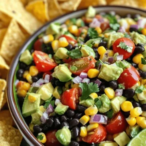 To make the best Cowboy Caviar, gather these key ingredients: - 1 can (15 oz) black beans, rinsed and drained - 1 can (15 oz) sweet corn, drained - 1 red bell pepper, diced into small pieces - 1 green bell pepper, diced into small pieces - 1 small red onion, finely chopped - 1 jalapeño, finely chopped (seeds removed for reduced heat) - 1 cup cherry tomatoes, halved - 1 ripe avocado, diced - 1/4 cup fresh cilantro, finely chopped - Juice of 2 fresh limes - 3 tablespoons extra-virgin olive oil - 1 teaspoon ground cumin - Salt and black pepper to taste - Tortilla chips for serving These ingredients give Cowboy Caviar its colorful look and fresh taste. Each bite bursts with flavor, making it a perfect snack or side dish. Using fresh ingredients makes a big difference in flavor and texture. Fresh vegetables bring crunch and brightness. Canned beans and corn save time and still taste great. Rinsing and draining them helps remove excess salt. You can mix fresh and canned for convenience. Feel free to customize Cowboy Caviar to fit your taste. Want more protein? Add black-eyed peas or grilled chicken. Prefer a milder taste? Skip the jalapeño or use a sweet pepper instead. You can also swap lime juice for lemon juice or use herbs like parsley instead of cilantro. This dish is flexible, so make it your own! For the full recipe, check out The Ultimate Cowboy Caviar. First, gather your ingredients. You need black beans, sweet corn, and fresh veggies. Open the cans of black beans and sweet corn. Rinse and drain the black beans. Drain the corn too. Next, grab a large mixing bowl. Dice the red and green bell peppers into small pieces. Chop the red onion finely. If you want some heat, finely chop the jalapeño. Remember to remove the seeds if you want less spice. Cut the cherry tomatoes in half. Combine all these ingredients in the mixing bowl. Stir them together until well mixed. Now, let’s make the dressing. Take a small bowl and squeeze the juice from two limes. Add three tablespoons of extra-virgin olive oil to the lime juice. Then, mix in one teaspoon of ground cumin. Sprinkle in some salt and black pepper to taste. Whisk this mixture well until it blends smoothly. Pour the dressing over the bean and vegetable mix. Gently toss everything together. Be careful not to mash the avocado when you add it. Add the diced avocado and chopped cilantro last. Taste your Cowboy Caviar. Adjust the lime juice or salt if needed. Cover the bowl with plastic wrap or a lid. Place it in the fridge for at least 30 minutes. This wait lets the flavors blend nicely. When you're ready to serve, dish it out with crispy tortilla chips. Enjoy the fresh and vibrant flavors! For the Full Recipe, check out the detailed instructions. Choosing a great avocado is key. Look for avocados that feel slightly soft but not mushy. The skin should be dark green or almost black. If it has a few brown spots, that’s okay. Just avoid any that feel very hard or have deep dents. Ripe avocados taste rich and creamy in your cowboy caviar. Spice can make or break your cowboy caviar. I recommend using jalapeños for heat. If you want it milder, remove the seeds. For more heat, leave them in or add a bit of hot sauce. You can even add a pinch of cayenne pepper to the dressing. Just start small and taste as you go. This way, you can make it perfect for you. Marinating is important for flavor. After mixing all the ingredients, cover the bowl and chill it for at least 30 minutes. This lets the flavors blend and deepen. The lime juice will soften the veggies, making everything taste better. If you can, let it sit longer, even overnight. Just remember to taste it again before serving. You might want to add a little more lime juice or salt after marinating. Try these tips for the best cowboy caviar experience! For the complete recipe, check out the Full Recipe. {{image_4}} You can make Cowboy Caviar even more filling by adding protein. Try mixing in black beans or pinto beans for a hearty texture. If you like meat, grilled chicken works well. Just dice it into small pieces before adding. For a vegetarian option, use firm tofu. Press it to remove excess water, then cube it. This addition boosts protein and keeps the dish satisfying. The dressing is key to your Cowboy Caviar's flavor. While lime juice and olive oil are classic, you can switch it up. Try using lemon juice for a zestier taste. A splash of vinegar adds a nice tang. For a spicy kick, mix in some hot sauce or chopped chipotle peppers. These changes give your dish a new twist and keep it exciting. Fresh produce can change the game for Cowboy Caviar. In summer, add diced peaches or mango for sweetness. Fall brings the chance to use roasted butternut squash. In winter, try using pomegranate seeds for a pop of color and taste. Each season offers unique flavors, making it fun to adapt this recipe. To keep your Cowboy Caviar fresh, store it in an airtight container. This helps keep moisture out and flavors in. Choose a glass or plastic container with a tight lid. Avoid leaving it uncovered, as this can lead to spoilage. Keeping it in the fridge is key. Always use a clean spoon to serve, to avoid adding bacteria. Cowboy Caviar lasts about 3 to 5 days in the fridge. The flavors improve as it sits, but the veggies can get soft. Check for any signs of spoilage, like a sour smell or discoloration. If it looks or smells off, it's best to throw it away. To enjoy it at its best, eat it within the first few days. I recommend refrigerating Cowboy Caviar rather than freezing it. Freezing can change the texture of the fresh veggies. If you freeze it, the beans and corn will hold up, but the fresh produce won't taste the same. If you want to save it for later, refrigerate it and enjoy it fresh. For the best flavor, always serve it cold or at room temperature. For a delicious Cowboy Caviar recipe, check out the Full Recipe. Cowboy caviar is a fresh, colorful dip. It combines beans, corn, peppers, tomatoes, and avocado. The dish is bright and healthy, perfect for any gathering. The name comes from its Tex-Mex roots. It's not really caviar, but it's just as fancy in flavor. You can serve it with tortilla chips for a fun snack or side dish. Yes, you can make cowboy caviar a day ahead. Preparing it early allows the flavors to mix well. Just keep it in the fridge in a sealed container. The longer it sits, the better it tastes. Just remember to add the avocado right before serving. This keeps it fresh and green, not brown. To spice up your cowboy caviar, add more jalapeños. You can keep the seeds for extra heat. Another option is to add hot sauce. A few dashes can make a big difference. You can also try using a spicy pepper, like serrano. Mix in some crushed red pepper flakes for another kick. Experiment with what you like best! For the full recipe, check the section above. Cowboy caviar is a colorful mix of fresh veggies, beans, and a zesty dressing. You learned how to choose the best ingredients and customize your dish. Preparation steps help you create a tasty, refreshing dip. Remember to adjust the spice level and store it right for later. Dive into the variations to keep things exciting. Enjoy making this dish your own, and don’t hesitate to experiment. With its vibrant flavors and simple steps, cowboy caviar can please any crowd. Make it often, share recipes, and savor every bite.