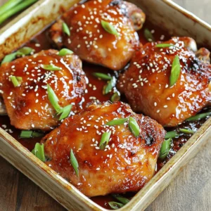 To make these tasty chicken thighs, you need: - 4 chicken thighs, bone-in and skin-on - 1/4 cup sweet chili sauce - 2 tablespoons soy sauce - 1 tablespoon rice vinegar - 2 cloves garlic, minced - 1 tablespoon ginger, freshly grated - 1 tablespoon honey - 1 tablespoon sesame oil - Salt and black pepper to taste These ingredients blend together to create a sweet and spicy flavor that makes your mouth water. You can add some extra flair and taste with these: - 1 tablespoon sesame seeds (for garnish) - 2 green onions, sliced (for garnish) These garnishes not only look great but also add crunch and freshness to the dish. You might also serve the chicken with rice or steamed veggies for a full meal. Having the right tools makes cooking easier. Here’s what you’ll need: - A mixing bowl for the marinade - A whisk to blend the ingredients - A large resealable plastic bag or bowl for marinating - A baking dish for the chicken - An oven thermometer to check the heat These simple tools help you make the best Sweet Chili Glazed Chicken Thighs. For the full recipe, check out the detailed guidelines above. To start, gather all your ingredients. In a small bowl, mix the sweet chili sauce, soy sauce, rice vinegar, minced garlic, ginger, honey, sesame oil, salt, and black pepper. Whisk them together until smooth. This marinade packs a punch with sweet and spicy notes. It’s a key step in making your chicken delicious. Now, take your chicken thighs and place them in a large resealable bag or bowl. Pour the marinade over the thighs. Make sure each piece gets coated well. Seal the bag or cover the bowl with plastic wrap. Let the chicken marinate in the fridge for at least 30 minutes. If you have time, let it sit for up to 2 hours. This extra time helps the flavors soak in. Preheat your oven to 400°F (200°C). After marinating, take the chicken out of the fridge. Place the thighs skin-side up in a baking dish. Drizzle any leftover marinade on top. Bake the chicken for about 35-40 minutes. You want it to hit an internal temperature of 165°F (75°C). The skin should turn golden brown and crispy. For an extra crunch, switch your oven to broil for 2-3 minutes. Keep a close watch to avoid burning. Once done, let the chicken rest for a few minutes. Sprinkle sesame seeds and sliced green onions on top before serving. This adds a lovely crunch and fresh flavor. You can find the full recipe for more details on how to make this meal. To get the best taste, mix sweet and spicy well. Use a good sweet chili sauce. I like to add a touch of soy sauce for depth. The rice vinegar helps cut through the sweetness. You want a nice balance that makes your taste buds dance. The key to juicy chicken is marinating. Let the chicken sit in the marinade for at least 30 minutes. If you have time, go for two hours. This helps the flavors soak in and keeps the chicken moist. Baking at 400°F also helps cook it evenly. Store any leftover chicken in an airtight container. It stays fresh in the fridge for about three days. If you want to keep it longer, freeze it. Make sure to wrap it well to avoid freezer burn. Enjoy your Sweet Chili Glazed Chicken Thighs later with ease. For the complete process, check the Full Recipe. {{image_4}} If you like heat, add a kick to your sweet chili glazed chicken thighs. Mix in some red pepper flakes or sriracha into your marinade. This gives the dish a fiery edge. You can also try using spicy chili sauce instead of sweet chili sauce. This will change the flavor, making it more bold and exciting. You can easily adapt this recipe for different diets. If you want a gluten-free option, use tamari instead of soy sauce. For a lower sugar option, try using a sugar-free sweet chili sauce. If you are vegan, swap the chicken for tofu or tempeh. Just marinate them the same way and bake as usual. These swaps keep the dish tasty and enjoyable for everyone. While this recipe calls for chicken thighs, you can use other cuts as well. Chicken breasts are a leaner choice. Cook them for a shorter time, about 25-30 minutes. Wings also work well and add fun to your meal. Just adjust the cooking time to ensure they are fully cooked. Each cut brings a unique texture and flavor to the dish. After cooking your sweet chili glazed chicken thighs, let them cool down. Place any leftovers in an airtight container. This keeps them fresh and safe to eat later. Store the container in the fridge. Properly stored, they will last for about 3 to 4 days. To reheat your chicken, preheat the oven to 350°F (175°C). Place the chicken on a baking sheet. Cover it loosely with foil to keep it moist. Heat for about 15-20 minutes or until it’s warm throughout. You can also use the microwave. Put the chicken on a microwave-safe plate and cover it. Heat in short bursts of 1 minute, checking often. If you want to save some for later, freezing is a great option. Allow the chicken to cool completely before freezing. Wrap each thigh in plastic wrap, then place them in a freezer bag. Make sure to remove as much air as possible. You can keep them in the freezer for up to 3 months. When ready to eat, thaw them overnight in the fridge before reheating. For the full recipe, check out the Sweet Chili Glazed Chicken Thighs . You should marinate chicken thighs for at least 30 minutes. This time allows the flavors to soak in well. For a stronger taste, consider marinating for up to 2 hours. The longer you marinate, the richer the flavor becomes. Just remember not to exceed 24 hours. Too long can make the meat mushy. Sweet Chili Glazed Chicken Thighs pair well with many sides. Here are some great options: - Steamed rice or jasmine rice - Stir-fried vegetables like bell peppers and broccoli - A fresh green salad with a light dressing - Crispy fried wontons or spring rolls These sides add color and texture to your meal. They also balance the sweetness of the chicken. Absolutely! Grilling the chicken gives it a lovely smoky flavor. To grill, preheat your grill to medium-high heat. Cook the chicken thighs for about 6-8 minutes on each side. Make sure the internal temperature reaches 165°F (75°C). You can still use the marinade for basting while grilling. This adds depth to the sweet chili glaze. For the full recipe, check out the earlier sections. In this post, we explored how to make sweet chili glazed chicken thighs. We covered main ingredients, cooking steps, and tips. You learned how to balance flavors and keep the chicken juicy. Variations allow for personal twists based on taste or needs. Proper storage will help you enjoy leftovers later. By following these steps, you can make a tasty meal that everyone loves. Enjoy your cooking and impress your family and friends!