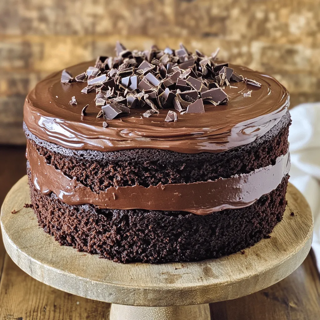 To make Ina Garten's chocolate cake, you need the following ingredients: - 1 ¾ cups all-purpose flour - 2 cups granulated sugar - ¾ cup unsweetened cocoa powder - 1 ½ teaspoons baking powder - 1 ½ teaspoons baking soda - 1 teaspoon salt - 2 large eggs, at room temperature - 1 cup whole milk, at room temperature - ½ cup vegetable oil - 2 teaspoons pure vanilla extract - 1 cup boiling water - 1 cup semi-sweet chocolate chips (optional) Using high-quality ingredients is key to a rich taste. I recommend: - Use pure vanilla extract instead of imitation for better flavor. - Choose unsweetened cocoa powder that is dark and rich. - Whole milk adds creaminess; avoid low-fat milk. - Fresh eggs are best; they help the cake rise well. If you need to make changes, here are some ideas: - Swap all-purpose flour with gluten-free flour for a gluten-free option. - Replace vegetable oil with melted coconut oil for a different taste. - You can use almond milk instead of whole milk for a dairy-free cake. - Dark chocolate can be used instead of semi-sweet chocolate chips for a deeper flavor. This recipe offers flexibility. Remember, the right ingredients make all the difference in taste and texture. For the full recipe, check the complete details. First, gather all your ingredients. You will need flour, sugar, cocoa powder, baking powder, baking soda, salt, eggs, milk, oil, vanilla, and boiling water. Make sure to have everything ready before you start. 1. Preheat your oven to 350°F (175°C). 2. Grease and flour two 9-inch cake pans. You can also use parchment paper for easy release. 3. In a large bowl, mix the dry ingredients: flour, sugar, cocoa powder, baking powder, baking soda, and salt. Whisk them until there are no lumps. Next, it’s time to mix the wet ingredients. 1. Add the eggs, milk, oil, and vanilla to the dry mixture. 2. Beat everything with an electric mixer on medium speed for two minutes. The batter should be smooth. 3. Carefully pour in the boiling water and mix well. The batter will be thin, which is perfect for a moist cake. 4. If you want an extra richness, fold in chocolate chips. Now, let's bake! 1. Pour the batter evenly into the prepared pans. 2. Bake for 30-35 minutes. Check with a toothpick; it should come out clean or with a few moist crumbs. Once the cakes are baked, it’s time to cool them. 1. Take the pans out of the oven and let them cool for 10 minutes. 2. Carefully turn the cakes onto a wire rack to cool completely. 3. Once cool, generously frost with your favorite chocolate frosting. Stack the layers for a stunning cake. For a special touch, you can add chocolate shavings or a drizzle of ganache. Enjoy the rich and decadent taste of this chocolate cake! For detailed instructions, refer to the Full Recipe. To keep your cake moist, follow these steps: - Use room-temperature ingredients. This helps them blend better. - Add boiling water to the batter. It makes the cake light and fluffy. - Consider adding semi-sweet chocolate chips for extra richness. - Don’t overbake the cake. Check it at 30 minutes. Avoid these common mistakes for the best results: - Skipping the room-temperature step. Cold eggs and milk can lead to a dense cake. - Overmixing the batter. Mix just until combined to keep it tender. - Forgetting to grease the pans. This can make it hard to remove the cake. - Not checking for doneness. Use a toothpick to test the center. Ina Garten has great tips for making this chocolate cake: - Always use high-quality cocoa powder. It enhances the cake’s flavor. - Frost the cake when it’s cool. This prevents the frosting from melting. - Layer the cake with frosting in between to boost flavor. - Decorate with chocolate shavings or ganache for a stunning look. These tips will help you create a rich and decadent cake that impresses everyone. For the full recipe, check the details above! {{image_4}} You can choose many frostings for Ina Garten's chocolate cake. A classic chocolate buttercream works great. It is rich and sweet. You can also try cream cheese frosting. This adds a nice tang. Whipped cream gives a light touch. For a fun twist, use a peanut butter frosting. It pairs well with chocolate. Just make sure to spread it evenly for a nice look. To make the cake even better, you can mix in flavors. Add a dash of espresso powder to boost the chocolate taste. A touch of almond extract adds a lovely hint. For a fruity note, try adding orange zest. This gives a unique twist to each slice. You can also fold in nuts like walnuts or pecans. They add crunch and flavor. You can change the pan size to suit your needs. If you want a thicker cake, use an 8-inch pan. This cake will take longer to bake. For a flatter cake, use a 10-inch pan. Just keep an eye on the time. You can also make cupcakes. Fill each cupcake liner about two-thirds full. Bake them for about 20 minutes. Each method gives you a different look and feel for the cake. Always check with a toothpick to see if it's done. For the full recipe, follow the steps closely. This ensures you get a delicious result every time. To keep your cake fresh, store it in an airtight container. This keeps moisture in and prevents it from drying out. If you used frosting, let it set first. Place parchment paper between layers if stacking. Store it at room temperature for up to three days. For longer storage, consider freezing it. You can freeze this cake for later enjoyment. First, let it cool completely. Then, wrap each layer in plastic wrap. This helps avoid freezer burn. Place the layers in a freezer-safe bag or container. The cake can last in the freezer for up to three months. When ready to eat, thaw it overnight in the fridge. To enjoy the cake warm, preheat your oven to 350°F (175°C). Place a slice on a baking sheet. Heat it for about 10 minutes. You can also microwave a slice for about 20 seconds. Be careful not to overheat, as it can dry out. Warm cake goes nicely with a scoop of ice cream. For the best flavor, serve it fresh! To make this cake vegan, swap the eggs with flax eggs. Mix 1 tablespoon of flaxseed meal with 2.5 tablespoons of water. Let it sit for five minutes to thicken. Replace whole milk with almond or oat milk. Use vegetable oil as your fat source. Check the chocolate chips; use dairy-free ones. This way, you keep the rich taste. If the cake turns out dense, check your measurements. Too much flour can cause this. Also, ensure your baking powder and baking soda are fresh. You can add more liquid to the batter. Adding an extra egg can help if you are not making it vegan. Lastly, avoid overmixing; mix just until combined. You can store the cake at room temperature for three days. Wrap it tightly in plastic wrap to keep it fresh. If you want it to last longer, store it in the fridge for up to a week. For longer storage, freeze the cake. It can last for three months when wrapped well. Yes, you can use cocoa powder instead of chocolate chips. However, it will change the cake’s texture. Cocoa powder provides a chocolate flavor but lacks the richness of melted chocolate. If you want a deeper flavor, add an extra tablespoon of cocoa powder. This keeps the cake rich and delicious. For the full recipe, check the link provided. We covered key elements for baking a great cake, from ingredients to storage. Use fresh, high-quality ingredients for the best taste. Follow my step-by-step guide for perfect results. Remember to avoid common mistakes to keep your cake moist. Experiment with flavors and frostings to make it your own. Proper storage will keep your cake fresh. Now, go bake and enjoy your delicious creation!