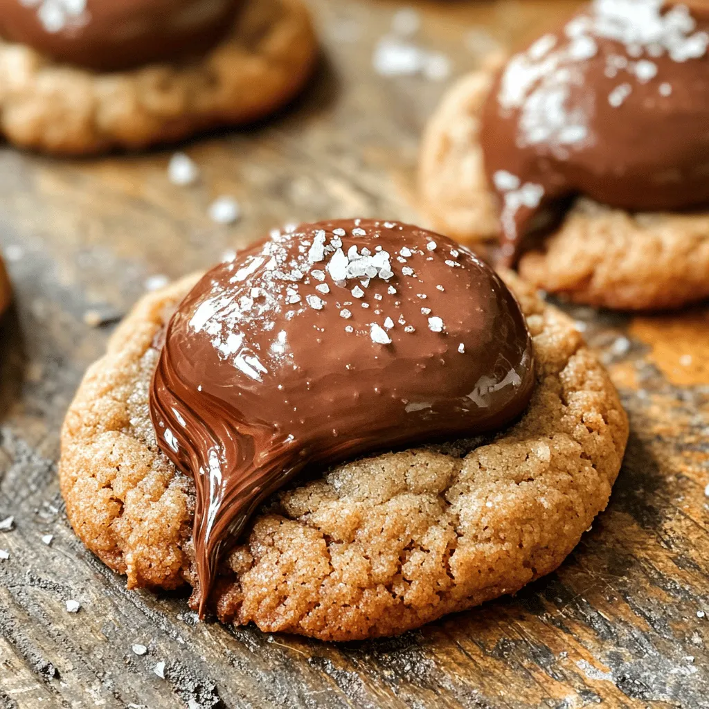 To make Nutella Lava Cookies, you need simple, tasty ingredients. Here’s what you will need: - 1 cup all-purpose flour - 1/2 teaspoon baking soda - 1/4 teaspoon salt - 1/2 cup unsalted butter, softened to room temperature - 1/2 cup granulated sugar - 1/4 cup brown sugar, packed tightly - 1 teaspoon pure vanilla extract - 1 large egg - 1/3 cup Nutella (plus extra for filling) - 1/2 cup chocolate chips - Sea salt flakes, for a finishing touch Each of these ingredients plays a key role. The flour gives the cookies structure, while the baking soda and salt balance the flavors. The butter adds richness, and the sugars create sweetness and texture. Vanilla adds warmth, and the egg binds everything together. Nutella is the star here. It fills the center, making the cookies gooey and delicious. Chocolate chips add extra bites of chocolate goodness. Finally, sea salt flakes give a nice contrast to the sweet flavors. This mix will create a treat you can't resist. For the full recipe, check out the details on how to put it all together. 1. Preheat your oven to 350°F (175°C). This helps cookies bake evenly. 2. Prepare a baking sheet by lining it with parchment paper. This prevents sticking and makes for easy cleanup. 3. In a medium bowl, mix together these dry ingredients: - 1 cup all-purpose flour - 1/2 teaspoon baking soda - 1/4 teaspoon salt 4. In a large bowl, cream together these wet ingredients: - 1/2 cup unsalted butter, softened - 1/2 cup granulated sugar - 1/4 cup brown sugar 5. Add the vanilla extract and 1 large egg to your creamed mixture. Mix until it is smooth. 6. Slowly add the dry mix to the wet mix. Stir until no flour streaks show. 7. Fold in 1/3 cup Nutella and 1/2 cup chocolate chips with a spatula. This step makes the dough rich and chocolatey. 1. Scoop the dough using a cookie scoop or tablespoon. Roll each piece into a ball. 2. Place the dough balls on the prepared baking sheet, leaving space between each ball. 3. Create an indent in the center of each ball with your thumb. This is where the gooey filling goes. 4. Add a dollop of Nutella into the well you just made. Take a bit of extra dough to cover it, sealing the filling inside. 5. Sprinkle a pinch of sea salt on top of each cookie to enhance the flavor. 6. Bake the cookies for 10-12 minutes. Look for lightly golden edges and a soft center. 7. Cool the cookies on the baking sheet for 5 minutes. Then transfer them to a wire rack. Enjoy warm for the best gooey experience! For complete details, check the Full Recipe. - Achieving the right dough consistency: Your dough should feel soft and slightly sticky. If it's too dry, add a teaspoon of milk. If it's too wet, sprinkle in a bit more flour. Aim for a balance that holds shape but won’t crumble. - How to store dough before baking: Wrap the cookie dough tightly in plastic wrap. This keeps it fresh for up to three days in the fridge. You can also freeze it for up to a month. Just thaw it overnight in the fridge before baking. - Recommended baking times and checking doneness: Bake your cookies for 10-12 minutes. They should have golden edges but look soft in the center. To check, gently touch the edge; it should feel set, while the center remains gooey. - Displaying cookies for parties: Arrange your cookies on a colorful platter. A sprinkle of sea salt on top adds a fancy touch. You can also place a small bowl of melted Nutella next to them for dipping. - Pairing ideas with drinks or snacks: These cookies shine with milk, coffee, or even a scoop of vanilla ice cream. Pairing them with a rich hot chocolate makes for a cozy treat. Enjoy experimenting with different drinks to find your favorite match! {{image_4}} You can have fun with Nutella Lava Cookies by swapping ingredients. Try using different nut spreads, like almond or peanut butter. These can add a unique flavor to your cookies. If you choose almond butter, you'll get a nutty twist. Peanut butter gives a rich and creamy taste. For a healthier option, consider using alternative sweeteners. You can use honey or maple syrup instead of granulated sugar. These sweeteners can lower the sugar content while still providing sweetness. Just remember to adjust the flour since these liquids add moisture. Flavor add-ins make these cookies even more exciting. Adding nuts like walnuts or pecans can give your cookies a nice crunch. Dried fruits like cranberries or raisins also add a chewy texture and a touch of sweetness. You can also use flavored chocolate chips to enhance the taste. Think about mint, orange, or even espresso-flavored chips. Each adds a new layer of flavor to your cookies. For a fun twist, you can mix in a few different types of chips. This way, each bite is a little surprise! For the full recipe, check out the Nutella Lava Cookies section earlier. To keep your Nutella lava cookies fresh, store them in an airtight container. This method helps retain their soft, gooey center. You can stack the cookies with parchment paper between layers to avoid sticking. At room temperature, these cookies last for about 3 to 5 days. If you want to keep them longer, consider freezing them. You can freeze unbaked cookie dough for later use. Here’s how to do it: 1. After mixing the dough, scoop it into balls and place them on a baking sheet. 2. Freeze the cookie balls for about 1-2 hours until they are solid. 3. Once frozen, transfer them to a zip-top bag or airtight container. Label it with the date. When you're ready to bake, you can bake the cookies straight from frozen. Just add a couple of extra minutes to the baking time. This way, you get warm, gooey cookies whenever you want! For the full recipe, check out the detailed instructions above. What can I substitute for Nutella? You can try almond butter or peanut butter. These spreads give a nutty taste. You may also use chocolate hazelnut spreads that are nut-free. Just pick one that suits your taste. How do I make cookies crispy instead of chewy? Use less brown sugar and more white sugar. Brown sugar keeps cookies soft. Bake them a little longer. Keep a close eye so they don’t burn. Can I make these cookies ahead of time? Yes! You can prepare the dough ahead. Just wrap it in plastic and chill it. Bake cookies fresh when you are ready to enjoy them. How to ensure the gooey center remains intact? Don’t overbake your cookies. The edges should be golden, while the center looks soft. Let them cool on the sheet for a short time. This helps keep the gooey middle. Approximate calories per cookie Each cookie has about 150 calories. This can vary based on ingredients used and portion size. Tips for making low-calorie versions You can use low-calorie sweeteners like stevia. Substitute some butter with applesauce. This reduces calories while keeping cookies tasty. In this post, we covered how to make delicious Nutella-filled cookies. You learned the key ingredients, step-by-step instructions, and helpful tips for perfect baking. I shared ways to store cookies and various fun flavor options to try. Remember, baking is about enjoying the process and sharing the treats. With these easy steps and ideas, you can make cookies that everyone will love. Happy baking!