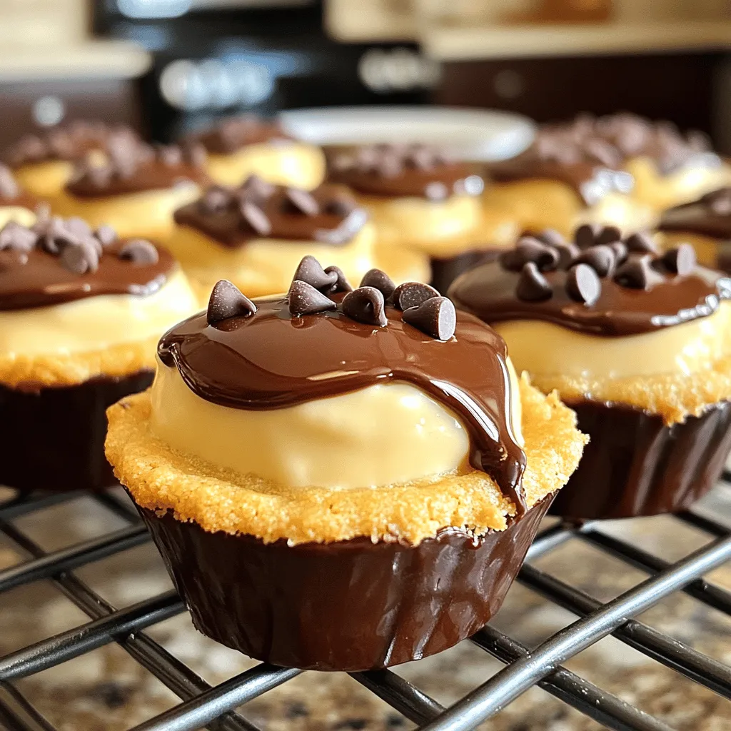 To make Easy Boston Cream Pie Cookie Bites, you need the right ingredients. Here’s the list: - 1 cup all-purpose flour - 1/2 teaspoon baking powder - 1/4 teaspoon salt - 1/2 cup unsalted butter, softened to room temperature - 1/2 cup granulated sugar - 1 large egg, at room temperature - 1 teaspoon pure vanilla extract - 1/2 cup pastry cream (store-bought or homemade) - 1/2 cup semisweet chocolate chips - 1 tablespoon heavy cream These ingredients work together to create a delightful treat that brings joy with every bite. The all-purpose flour forms the base, while baking powder helps the cookie bites rise. Salt enhances the flavors, and butter adds richness. Sugar gives sweetness, and the egg helps bind everything together. Vanilla extract adds a lovely aroma. The pastry cream is the star, giving a creamy center. Semisweet chocolate chips and heavy cream create a luscious ganache that tops it all off. Each ingredient plays an important role in making these cookie bites special. For the full recipe, be sure to check out the details! 1. Preheat oven and prepare muffin tin: Start by setting your oven to 350°F (175°C). Next, line a mini muffin tin with paper liners. This step helps with easy removal later. 2. Mixing dry ingredients and wet ingredients: In a medium bowl, whisk together 1 cup of all-purpose flour, 1/2 teaspoon of baking powder, and 1/4 teaspoon of salt. Set this aside. In a larger bowl, beat 1/2 cup of softened unsalted butter and 1/2 cup of granulated sugar until light and fluffy. Then, add 1 large egg and 1 teaspoon of pure vanilla extract, mixing until smooth. 3. Combining mixtures and portioning dough: Gradually add the dry mixture to the wet mixture. Stir gently until just combined. Be careful not to overmix. Use a tablespoon to scoop and drop the dough into each muffin cup, filling them halfway. 4. Baking time and cooling tips: Place the muffin tin in the oven. Bake for 10-12 minutes. You'll know they are done when the edges are lightly golden and a toothpick comes out clean. After baking, cool the bites in the pan for 5 minutes. Then, transfer them to a wire rack to cool completely. 5. Techniques for pastry cream filling: Once the cookie bites are cool, use a small piping bag or a teaspoon to fill each bite with about 1 teaspoon of pastry cream. This gives them a creamy center. 6. Making and applying chocolate ganache: To make the chocolate ganache, combine 1/2 cup of semisweet chocolate chips and 1 tablespoon of heavy cream in a microwave-safe bowl. Heat in 15-second intervals, stirring until smooth. Drizzle the ganache over each filled cookie bite or dip them directly into the chocolate for a tasty finish. Allow the chocolate to set before serving. For the complete recipe, check out the [Full Recipe]. To keep your cookie bites tender, do not overmix the dough. Mixing just until combined helps keep them soft. Use room temperature butter and eggs. This makes it easier to blend and gives a nice texture. For cooling, let the cookie bites sit in the pan for five minutes. Then, move them to a wire rack. This helps them cool evenly and keeps them from getting soggy. For a special touch, arrange cookie bites on a pretty platter. Dust them with powdered sugar. Add fresh strawberries or mint leaves to brighten the display. These cookie bites pair well with milk, coffee, or tea. The rich chocolate and creamy filling make a great match with your favorite drink. If you're feeling fancy, serve them with a scoop of vanilla ice cream for a fun treat. Enjoy! {{image_4}} You can play with flavors in your Boston Cream Pie Cookie Bites. Try different fillings like fruit or cream. For a fruity twist, consider using a layer of raspberry or strawberry jam. This adds a fresh burst of flavor. You can also swap out the pastry cream for whipped cream or even lemon curd for a zesty kick. For toppings, the options are endless! You can sprinkle chopped nuts like almonds or hazelnuts for a crunchy texture. If you want something fun, add colorful sprinkles on top of the chocolate. This makes the cookie bites look festive and exciting. If you need gluten-free options, you can use almond flour or a gluten-free flour blend. These flours work well in cookie recipes. Just make sure to check the blend contains a binding agent, like xanthan gum. This helps keep the texture right. For vegan substitutions, replace the egg with a flax egg or applesauce. Use vegan butter instead of regular butter. You can also swap the heavy cream with coconut cream for the ganache. These changes keep the treats tasty while meeting dietary needs. For the Full Recipe, check out the detailed instructions. Enjoy making these delightful bites! To keep your Boston Cream Pie Cookie Bites fresh, store them in an airtight container. This helps to maintain their soft texture and flavor. Place a piece of parchment paper between layers if stacking. Avoid direct sunlight and heat, as they can dry out the cookies. They can last up to five days at room temperature. For longer shelf life, you can freeze your cookie bites. First, ensure they are cool. Then, wrap each cookie bite tightly in plastic wrap. Place them in a freezer-safe bag or container. They can stay fresh for up to three months in the freezer. If you freeze your cookie bites, you’ll want to reheat them before serving. To do this, take them out of the freezer and let them thaw in the fridge overnight. When ready to enjoy, place them on a microwave-safe plate. Heat them for about 10 to 15 seconds. This will warm them up without making them tough. For serving leftovers, try to keep them at room temperature. If they seem a bit dry, add a small dollop of pastry cream on top. This keeps them moist and adds a fresh touch. You can also drizzle a bit of chocolate ganache over the top for extra flavor. Enjoy your delightful treats! Can I use store-bought pastry cream? Yes, you can use store-bought pastry cream. It saves time and is often very tasty. Just make sure it is fresh. It’s a great way to keep your cookie bites simple yet delicious. How do we ensure even baking? To ensure even baking, preheat your oven fully. Use an oven thermometer if unsure. Also, make sure to space the muffin tin evenly in the oven. This helps heat circulate well around the cookie bites. Substituting ingredients for dietary needs If you need to make swaps, here are a few easy ideas: - Use gluten-free flour instead of all-purpose flour. - Replace butter with coconut oil for dairy-free bites. - For egg-free, try a flaxseed meal mixture. Best types of chocolate for ganache I recommend using semisweet chocolate chips for a rich flavor. Milk chocolate works too, but it’s sweeter. Dark chocolate gives a nice contrast to the creamy filling. Choose what fits your taste best! For a detailed guide, check out the Full Recipe. You now have a complete guide to making delicious cookie bites. We covered ingredients, step-by-step instructions, tips, and tasty variations. Remember, the right techniques make a big difference in flavor and texture. Feel free to get creative with fillings and toppings. Proper storage keeps your treats fresh, so don’t skip that. Enjoy your baking adventure and share these cookie bites with family and friends. They’re sure to impress!