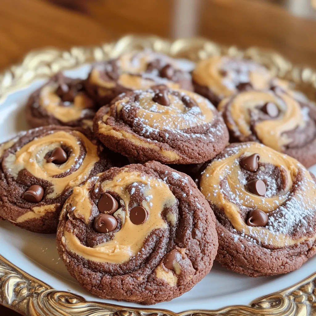 To make these Peanut Butter Brownie Swirl Cookies, you will need some key pantry items. Here's a list of what you'll need: - 1 cup creamy peanut butter - 1/2 cup granulated sugar - 1/2 cup packed brown sugar - 1 large egg - 1 teaspoon vanilla extract - 1/2 teaspoon baking soda - 1/4 teaspoon salt - 1/2 cup all-purpose flour These items are common in many kitchens. You might have them all on hand already! The standout ingredients in this recipe are creamy peanut butter and semi-sweet chocolate chips. The peanut butter gives cookies a rich, nutty flavor. The chocolate chips add sweetness and melt beautifully during baking. You also use brownie mix to create the swirl. This brings a fudgy texture and deep chocolate taste to each bite. If you need to make some swaps, here are a few ideas: - Peanut Butter: You can use almond butter or cashew butter for a different flavor. - Sugars: Coconut sugar can replace granulated and brown sugar for a healthier option. - Egg: Use a flax egg (1 tablespoon ground flaxseed with 2.5 tablespoons water) for a vegan version. - Flour: Gluten-free flour can replace all-purpose flour if you want a gluten-free cookie. These substitutions maintain the cookie's flavor and texture, so feel free to experiment! For the full recipe, check out the details above. Start by preheating your oven to 350°F (175°C). This step is key for even baking. While the oven warms up, grab a baking sheet. Line it with parchment paper to keep the cookies from sticking. This makes cleanup much easier, too. In a large bowl, mix together the creamy peanut butter, granulated sugar, and brown sugar. Use a hand mixer or whisk to blend until smooth. Next, crack in one large egg and add the vanilla extract. Beat this mixture until it looks creamy and well combined. This is your cookie base, and it should have a nice, thick consistency. In a separate bowl, grab your dry brownie mix. Add a splash of water to it. Mix until it forms a thick batter. You want it to be spreadable but not too runny. If it feels too thick, add a tiny bit more water. This will help when you swirl it later. Using a tablespoon, scoop rounded portions of the peanut butter cookie dough onto the lined baking sheet. Leave about 2 inches between each scoop. After that, add small dollops of the brownie batter on top of each cookie scoop. Now comes the fun part! Take a toothpick or small spatula and gently swirl the brownie mix into the cookie dough. Aim for a pretty marbled look. Place the baking sheet in your preheated oven. Bake the cookies for 10 to 12 minutes. Check for edges that look set and tops with slight cracks. Once they are ready, remove them from the oven. Let the cookies cool on the baking sheet for a few minutes before moving them to a wire rack. This allows them to firm up a bit. Enjoy your delicious Peanut Butter Brownie Swirl Cookies! You can find the Full Recipe for more details. To get soft and chewy cookies, mix the dough just right. Overmixing can make them tough. Use room temperature ingredients, especially the egg. This helps create a smooth batter. When you scoop the dough, make sure not to pack it too tightly. This keeps the cookies light and fluffy. Bake them until the edges look set and the tops have slight cracks. This means they are done! One common mistake is not measuring ingredients correctly. Too much flour can change the cookie's texture. Always use dry measuring cups for flour. Another mistake is skipping the resting time. Let the cookies cool on the sheet for a few minutes before moving them. This helps them firm up. Lastly, don’t forget to swirl the brownie batter gently. Too much mixing will blend the flavors too much. These cookies taste great warm or at room temperature. Serve them with a glass of cold milk for a classic treat. You can also pair them with a scoop of vanilla ice cream for a dessert twist. For a fun touch, sprinkle some sea salt on top right before serving. This adds a nice contrast to the sweetness. To see the full recipe, check out the complete guide above. {{image_4}} You can switch up the peanut butter for other nut butters. Almond butter or cashew butter work great too. Each nut butter brings its own flavor and texture. If you want a milder taste, try sunflower seed butter. It makes a tasty option for those with nut allergies. Each choice gives you a new spin on this cookie. Mix-ins can take your cookies to the next level. I love adding chopped nuts for crunch. Walnuts or pecans pair well with chocolate. If you prefer a fun twist, toss in some M&Ms. They add color and sweetness. You can even use butterscotch chips for a different flavor. Feel free to get creative with your favorites! You can easily make these cookies gluten-free. Just swap the all-purpose flour with a gluten-free blend. Make sure the brownie mix is also gluten-free. This way, everyone can enjoy these treats. The taste and texture will still shine through. You won’t miss a thing with this special version. For the full recipe, check out the details above! To keep your Peanut Butter Brownie Swirl Cookies fresh, store them in an airtight container. Place parchment paper between layers to prevent sticking. These cookies stay tasty for up to five days at room temperature. For longer storage, you can refrigerate them. Just make sure they are sealed tightly. If you want to save some for later, freezing works great! First, let the cookies cool completely. Then, place them in a single layer on a baking sheet. Freeze them for about an hour. After that, transfer the cookies into a freezer bag. They can last up to three months in the freezer. When you're ready to enjoy, just thaw them at room temperature. To warm up your cookies, preheat your oven to 350°F (175°C). Place the cookies on a baking sheet and heat them for about 5 minutes. This will make them soft and gooey again. You can also use the microwave for a quick fix. Heat for about 10-15 seconds. Be careful not to overheat, or they might get tough. Enjoy these delicious treats anytime! To make these cookies chewy, focus on the baking time. Bake them for just 10-12 minutes. Remove them when the edges are set but the center looks soft. This keeps the cookies moist and chewy. The best way to measure peanut butter is to use a dry measuring cup. Spray it lightly with cooking spray. This helps the peanut butter slide out easily. Scoop the peanut butter in, then level it with a knife for accuracy. Yes, you can use crunchy peanut butter! It will add a nice texture to the cookies. The chunks of peanuts will give your cookies a fun bite. Just remember, the flavor will be a bit different. These cookies stay fresh for about a week. Store them in an airtight container at room temperature. For longer storage, you can freeze them. They will last up to three months in the freezer. You can serve these cookies with a glass of cold milk. They also pair well with coffee or tea. For a fun twist, try them with ice cream on the side. They are great as a dessert or snack! For the full recipe, check out the earlier section. We explored how to make Peanut Butter Brownie Swirl Cookies. We covered key ingredients, step-by-step baking instructions, and tips for success. You learned about fun variations and how to store cookies for later. Baking can be simple and fun. Enjoy sharing these tasty treats with friends and family. Remember, practice makes perfect, and your cookie skills will grow with each batch you bake!