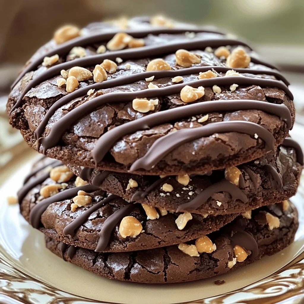 - 1 cup creamy peanut butter - 1 cup granulated sugar - 1 large egg - 1 teaspoon pure vanilla extract - 1/2 cup unsweetened cocoa powder - 1/2 teaspoon baking soda - 1/4 teaspoon salt - 1/2 cup semi-sweet chocolate chips (optional) When making these peanut butter brownie cookies, it's key to gather all your ingredients first. This will make the process smoother and more enjoyable. Each ingredient plays a role in the flavor and texture of your cookies. The creamy peanut butter gives a rich taste and a chewy texture. The sugar adds sweetness and helps the cookies spread. The egg binds everything together, while the vanilla extract adds a lovely depth. Cocoa powder brings that classic chocolate flavor which makes it a brownie cookie. Baking soda helps the cookies rise, and salt balances the sweetness. You can also add chocolate chips for an extra chocolate burst. It’s all about personal choice. Just remember, each ingredient matters. - Mixing bowls - Hand mixer or spatula - Baking sheet - Parchment paper - Cookie scoop or tablespoon To bake these cookies, you’ll need some basic tools. A mixing bowl is a must for combining your ingredients. A hand mixer or spatula helps mix everything well. A baking sheet lined with parchment paper keeps cookies from sticking. Finally, a cookie scoop or tablespoon helps you measure out the dough. Gathering your tools before you start will help you feel organized. It also makes the baking process a lot of fun! Use the [Full Recipe] for step-by-step guidance. - Preheat oven to 350°F (175°C) - Prepare the baking sheet with parchment paper Start by preheating your oven. This step is key for even baking. While the oven warms up, grab a baking sheet. Line it with parchment paper. This helps stop the cookies from sticking. - Blend peanut butter and sugar until smooth - Add egg and vanilla, mixing until fully combined In a large bowl, add your creamy peanut butter and granulated sugar. Use a hand mixer or spatula to blend them. You want a smooth, creamy mix. Next, crack in a large egg. Add the teaspoon of pure vanilla extract. Mix until everything is well combined. - Whisk together cocoa, baking soda, and salt - Gently mix dry ingredients into wet mixture In a separate bowl, whisk together the unsweetened cocoa powder, baking soda, and salt. This helps to evenly distribute the dry ingredients. Now, gently mix this dry blend into your wet peanut butter mixture. Be careful not to overmix. - Scoop out dough on baking sheet, spacing 2 inches apart - Flatten slightly with fork, then bake for 10-12 minutes Using a tablespoon or cookie scoop, scoop out rounded balls of dough. Place them on the lined baking sheet. Make sure to leave about 2 inches between each ball. This space is important for spreading. Once they are all on the sheet, slightly flatten each dough ball using a fork. This helps them bake evenly. Now, place the baking sheet in the oven. Bake for about 10 to 12 minutes. Keep an eye on them. They should look set at the edges but soft in the center. After baking, let them cool slightly before transferring to a wire rack. Enjoy your cookies! For the full recipe, refer to the complete instructions above. To get that perfect chewy texture, avoid overmixing the dough. Mix until just combined. Overmixing will make your cookies tough instead of fudgy. Baking time is also key. Check your cookies at 10 minutes; they should look soft in the middle. The edges should be set, but the center will firm up as they cool. These cookies pair wonderfully with milk or coffee. The rich flavors balance perfectly with a hot drink. You can also make ice cream sandwiches using these cookies. Just add a scoop of your favorite ice cream between two cookies for a tasty treat. For a stunning look, drizzle melted chocolate over the cookies. It adds a nice touch and extra flavor. You can also sprinkle crushed peanuts on top for added crunch. This not only enhances the taste but also makes your cookies look fancy and inviting. {{image_4}} You can play around with flavors to make these cookies unique. - Add chopped nuts for crunch: Walnuts or pecans add a great bite. - Substitute almond butter for a different taste: Almond butter gives a nice twist. You can also modify the recipe to fit your dietary needs. - Make it gluten-free by using gluten-free cocoa powder: This keeps the cookies safe for gluten-sensitive folks. - Sweeten with honey or agave for a healthier option: These natural sweeteners can cut refined sugar. Get creative with how you bake these cookies. - Bake as a brownie instead of cookies: Just spread the batter in a pan and bake. - Use mini muffin tins for bite-sized treats: These little bites are perfect for parties or snacks. For the full recipe and more details, check out the [Full Recipe]. To keep your peanut butter brownie cookies fresh, store them in an airtight container at room temperature. This helps prevent them from drying out. If you want them to last longer, place them in the fridge. The cold will keep them tasty for about a week. You can easily freeze these cookies for future use. First, make sure they are fully cooled. Next, place them in a single layer on a baking sheet. Freeze until solid, then transfer them to a freezer bag. This method saves space and keeps them fresh for up to three months. When you're ready to enjoy them, simply take them out and let them thaw at room temperature. For the best taste, you can warm them slightly in the oven. This way, they will taste fresh and chewy, just like when you first baked them. Yes, but it may alter the texture of the cookies. Crunchy peanut butter adds a fun twist. You will get little bits of peanuts in each bite. This can make the cookies feel more rustic and textured. Edges should be set, with slightly soft centers. The cookies will continue to cook after you take them out. Look for a firm edge and a soft middle. If you wait too long, they can become dry. Yes, they freeze well for up to 3 months. Let the cookies cool completely before freezing. Place them in a single layer in an airtight container. When you want one, just take it out and let it thaw. Enjoy your treat anytime! You now have a simple recipe for peanut butter cookies. From using the right ingredients to following easy steps, this guide makes baking fun and simple. Remember to store your cookies in an airtight container for freshness. Don't be afraid to try variations, like adding nuts or making brownies. Enjoy making these treats with friends or family. Baking can bring joy, and these cookies are sure to please everyone. Now, grab your ingredients and start creating!