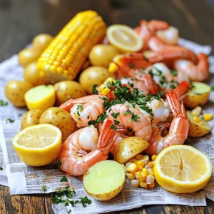 When making a shrimp boil, you need the right mix of ingredients. Here’s what you will use for a tasty feast: - 1 pound raw shrimp, shell-on - 2 ears of corn, cut into thirds - 1 pound baby potatoes, halved - 1 lemon, halved - Fresh parsley for garnish These main ingredients create a colorful and flavorful dish. The shrimp are the star, while the corn and potatoes add heartiness. The lemon gives a bright touch. Fresh parsley adds a pop of color and freshness. - 2 tablespoons Old Bay seasoning - 1 teaspoon cayenne pepper (adjustable) - 3 cloves garlic, minced - 1 small onion, quartered The spices are key to a great shrimp boil. Old Bay seasoning brings a classic taste. Cayenne pepper adds heat, but you can adjust it to your liking. Garlic and onion add depth and aroma. - 4 cups water - 1 tablespoon olive oil Water is the base for your broth. It helps to cook the shrimp and veggies evenly. Olive oil adds richness and enhances flavors at the end. By using these ingredients, you will create a delicious and fun shrimp boil. If you want to explore the full details, check out the Full Recipe. - Combine 4 cups of water with 2 tablespoons of Old Bay seasoning, 1 teaspoon of cayenne pepper, 3 cloves of minced garlic, and 1 small quartered onion. - Stir everything well, then bring the mixture to a rolling boil over medium-high heat. - Add the halved baby potatoes to the boiling broth. - Cook them for about 10 minutes, or until they are tender and easily pierced with a fork. - After 10 minutes, introduce the corn cut into thirds into the pot. - Let the corn cook for 5 minutes, until it is tender yet still crisp. - Next, add in the raw shrimp and the halved lemon. - Cook everything for about 3 to 4 minutes, until the shrimp turn bright pink and opaque. - Carefully remove the pot from the heat. Drain the contents using a colander to get rid of the broth. - Transfer the shrimp and vegetables onto a large serving platter. - Drizzle with 1 tablespoon of olive oil and sprinkle with chopped parsley for a fresh touch. - Enjoy your Southern Style Shrimp Boil with friends and family! For the full recipe, check out the recipe section above. When you pick shrimp for a boil, choose raw shrimp with their shells. The shells keep the shrimp moist and add flavor. Look for shrimp that smell fresh, like the ocean. The best types for boiling are Gulf shrimp or sweet shrimp. Both types cook well and taste great. To ensure freshness, check the shrimp's color. It should be translucent with a slight sheen. Avoid shrimp with black spots or a strong fishy smell. Fresh shrimp should feel firm and springy to the touch. A great shrimp boil needs the right seasoning. Old Bay seasoning is a classic choice, giving a nice mix of spices. You can adjust the cayenne pepper to suit your taste. If you love heat, add more; if not, use less. Think about adding fresh herbs. Dill or parsley can brighten up the dish. Toss in lemon zest for a kick of citrus flavor. These simple additions can take your shrimp boil to the next level. Boiling shrimp is different from steaming. Boiling cooks shrimp quickly and keeps them juicy. Steaming is gentler and can create a more tender bite, but it takes longer. To avoid overcooked shrimp, watch the cooking time. Once they turn bright pink, they are done. Usually, shrimp need just 3 to 4 minutes in boiling water. If you see them curling tightly, it’s a sign they are overcooked. Always remove them from the heat right away. For the full recipe, check out the Southern Style Shrimp Boil. {{image_4}} Shrimp boil is a fun dish with many tasty twists. Different regions have their own styles. In Louisiana, they often use spicy seasonings and add sausage. This style brings bold flavors to the feast. You can enjoy shrimp with corn and potatoes, all cooked together in one pot. New England has its own take. Here, seafood boils often include lobster and clams. They use lighter spices, focusing on the sweet flavors of the seafood. These variations reflect local tastes and traditions in cooking. You can also change the ingredients in your shrimp boil. Adding sausage or crawfish makes it heartier. Try adding seasonal veggies, too. Artichokes work great in the spring. They soak up the delicious broth and add depth to the dish. Different cooking methods can also shake things up. If you want to save time, try an oven-baked shrimp boil. Just layer the shrimp, corn, and potatoes in a pan. Add some broth and bake until done. For a quick option, use an Instant Pot. Just toss in all your ingredients and cook for a fraction of the time. This method keeps the flavors locked in and makes cleanup easy. Each variation keeps the spirit of shrimp boil alive. Enjoy the fun of cooking and tasting new flavors with your family. For the full recipe, check out the Southern Style Shrimp Boil. Store leftover shrimp boil in shallow containers. This helps cool the food faster. Ensure the lid fits tightly to keep air out. I recommend using glass or BPA-free plastic containers. These materials are safe and easy to clean. You can safely keep it in the fridge for up to three days. If you see any shrimp or veggies looking off, it’s time to toss them. To freeze the shrimp boil, first let it cool completely. This helps keep the texture nice. Then, scoop portions into freezer-safe bags or containers. Remove as much air as possible to prevent freezer burn. Label each bag with the date. You can freeze it for up to three months. When you're ready to eat, thaw it overnight in the fridge. Reheat in a pot over low heat. Stir often until heated through. In the fridge, shrimp boil lasts about three days. After that, the taste and texture can change. Always check for signs of spoilage. Look for an off smell or slimy texture. If things seem off, it's best to throw it away. Keeping track of storage time helps you enjoy this dish at its best! Shrimp cook fast, so keep an eye on them. Here are some visual cues: - The color changes from grey to bright pink. - The flesh turns opaque and firm. - The shrimp curl into a C-shape. If you see these signs, your shrimp are ready to eat! Absolutely! You can make the shrimp boil your own. Here are some ideas: - Add smoked sausage for extra flavor. - Toss in some crab or lobster for a seafood feast. - Use different vegetables like green beans or asparagus. - Change the spices to suit your taste. Get creative and make it your own! A shrimp boil is great on its own, but sides can enhance your meal. Consider these popular options: - Coleslaw adds a cool crunch. - Garlic bread is perfect for soaking up juices. - A fresh green salad lightens the meal. - Cornbread gives a nice, sweet touch. These sides will make your shrimp boil even better! A shrimp boil brings fresh flavors and fun together. You learned the right ingredients, seasoning options, and cooking steps. Remember to adjust spices based on your taste. You can also explore variations, like adding sausage or trying different cooking methods. Proper storage will keep leftovers fresh, so use those tips wisely. Enjoy your shrimp boil at your next gathering, knowing it will be a hit. Let's create delicious memories with every bite!
