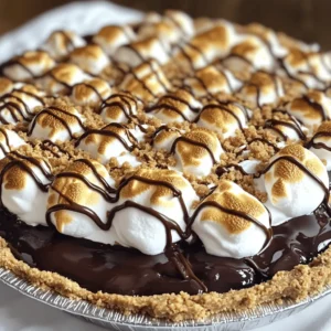 Here’s what you need to make this delightful Easy S'mores Pie. Each ingredient plays a vital role in creating the perfect blend of flavors and textures. - 1 pre-made graham cracker pie crust - 1 cup semi-sweet or milk chocolate chips - 1 cup mini marshmallows - 1/2 cup heavy cream - 1/4 cup powdered sugar - 1 teaspoon vanilla extract - 1/4 cup crushed graham crackers (for topping) - Optional garnishes: chocolate shavings or extra mini marshmallows The graham cracker pie crust gives a nice crunch and holds everything together. The chocolate chips melt to form a rich layer of chocolate goodness. Mini marshmallows add that classic s'mores touch. Heavy cream adds creaminess, while powdered sugar and vanilla extract sweeten and flavor the whipped cream topping. The crushed graham crackers on top provide extra texture and charm. Feel free to get creative with optional garnishes. A sprinkle of chocolate shavings or more mini marshmallows can elevate this pie. Check out the Full Recipe for detailed steps on how to put these ingredients together. - Preheat the oven to 350°F (175°C). - In a medium saucepan, heat 1/2 cup of heavy cream over medium heat. Stir it gently. - When the cream starts to simmer, add 1 cup of chocolate chips. Mix until smooth. - Pour this chocolate mixture into the graham cracker pie crust. Spread it evenly. - Layer 1 cup of mini marshmallows over the melted chocolate. Cover it well. - Bake the pie for about 5-7 minutes. Watch closely until the marshmallows turn golden. - Let the pie cool for about 10 minutes at room temperature. - In a bowl, whip the remaining heavy cream with 1/4 cup powdered sugar and 1 teaspoon vanilla extract. - Spread the whipped cream over the pie, covering the marshmallows and chocolate. - Sprinkle 1/4 cup crushed graham crackers on top for added crunch. - For a special touch, add chocolate shavings or more mini marshmallows as a garnish. - Refrigerate the pie for at least 1 hour before serving. This helps the flavors blend. You can find the Full Recipe for more details on making this delectable dessert. To get the best marshmallows, toast them until they turn golden brown. This means they should puff up nicely but not burn. Keep a close eye on them as they bake. The smell of toasted marshmallows is a great sign! For the chocolate mixture, it should be smooth and glossy. If it feels grainy or thick, it may need more heat. Just gently warm it again and stir until it’s perfect. You want it silky for the best texture. When serving, I like to slice the pie into neat wedges. This makes it look pretty on the plate. You can also add a drizzle of chocolate sauce on top for more fun. Pair this pie with ice cream for a cool contrast. Vanilla or chocolate ice cream works great! Fresh fruit like strawberries or raspberries also adds a nice touch. It makes the dessert feel light and fresh. For the full recipe, check out the earlier section. Enjoy your S'mores Pie! {{image_4}} You can easily change the taste of your Easy S'mores Pie. One fun idea is adding peanut butter. Just mix in half a cup of creamy peanut butter with the chocolate chips when you heat the cream. This gives your pie a rich, nutty flavor that pairs well with chocolate. Another option is to use flavored chocolate. Try dark chocolate or caramel chocolate chips for a twist. Dark chocolate adds depth, while caramel brings a sweet, buttery taste. Both choices make the pie unique and exciting! If you need a gluten-free option, you can use a gluten-free graham cracker crust. Many brands offer this, and it works just as well. You can find these crusts at most grocery stores. You can also make your own graham cracker crust. Simply crush 1 ½ cups of graham crackers and mix them with 6 tablespoons of melted butter. Press this mixture into a pie pan and bake at 350°F for 8 minutes. This homemade crust adds a fresh taste to your pie. For the full recipe, check out the details in the earlier sections. To keep your leftover S'mores Pie fresh, cover it tightly with plastic wrap or foil. This prevents air from drying it out. You can also store slices in airtight containers. The pie stays good in the fridge for up to 3 days. After that, it might lose its flavor and texture. If you want to enjoy your pie later, you can freeze it. First, let the pie cool completely. Then, wrap it in plastic wrap and foil. This way, it won't get freezer burn. You can freeze it for up to 2 months. When you're ready to eat, take the pie out of the freezer. Place it in the fridge overnight to thaw. For the best taste, let it sit at room temperature for about 30 minutes before serving. This helps restore its creamy texture and flavor. How can I make it ahead of time? You can prepare this pie a day in advance. Just follow the recipe, then chill it. Store it in the fridge until you are ready to serve. This allows the flavors to meld. Can I use a different type of cream? Yes, you can. If you don’t have heavy cream, use half-and-half or whipped topping. Just note that the texture may differ slightly. You want a creamy filling, so choose a rich option. What if I don’t have mini marshmallows? If mini marshmallows are missing, use regular ones. Cut them into smaller pieces. You can also use marshmallow fluff as a spread over the chocolate layer. Why did my marshmallows burn? Marshmallows burn if they bake too long or at too high a temperature. Keep an eye on them while baking. Remove the pie when they are golden and puffy, not brown. How to fix a runny filling? A runny filling may happen if the chocolate doesn’t set. Make sure to heat the cream just until it simmers. If the filling is still runny, refrigerate the pie longer to firm it up. Substitutes for ingredients if needed You can swap chocolate chips with chocolate bars. If you want a nutty flavor, add crushed nuts to the topping. For a different taste, try flavored chocolate like caramel or mint. This blog post showed you how to make a tasty s'mores pie. We covered ingredients, steps, tips, and even variations. You learned the best ways to store and enjoy your pie. With these ideas, you can make a delicious dessert for any occasion. Remember, you can switch flavors or adjust the crust to fit your needs. I hope you feel inspired to create this treat. Enjoy your baking and impress your friends and family!