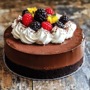 - Dark chocolate: Use 1 cup of dark chocolate (70% cocoa), finely chopped. This chocolate gives our cake a deep and rich flavor. Its bold taste makes the mousse cake truly special. Higher cocoa content means more intense flavor, so choose wisely. - Unsalted butter: Use 1/2 cup of high-quality unsalted butter. It helps create a smooth texture and adds richness. The butter blends well with the chocolate, enhancing its taste. Always use fresh butter for the best results. - Granulated sugar: We need 3/4 cup of granulated sugar. It sweetens the cake while balancing the dark chocolate. Sugar also helps in creating a soft and moist cake. For a less sweet option, you can reduce the amount slightly. - Mixing bowls: You will need a large mixing bowl for the batter. A medium bowl works for the whipped cream. - Baking pan: Use an 8-inch round cake pan. Grease it well and line it with parchment paper. This helps in easy removal after baking. - Double boiler: A double boiler or a heatproof bowl over simmering water is essential for melting chocolate and butter. This method prevents burning and ensures smooth melting. - Whisk and spatula: A whisk is needed for beating eggs and sugar. A spatula helps fold mixtures gently, keeping the cake airy. - Electric mixer: An electric mixer is useful for whipping cream. It saves time and yields fluffy results. If you don’t have one, a hand whisk works too, but it requires more effort. 1. Preparing the Oven and Baking Pan: Start by preheating your oven to 350°F (175°C). Grease an 8-inch round cake pan with butter. Line the bottom with parchment paper. This helps the cake come out easily after baking. 2. Melting Chocolate Correctly: Use a double boiler or a heatproof bowl over a pot of simmering water. Add the finely chopped dark chocolate and the cubed butter. Stir constantly until both melt and blend into a smooth mix. Take it off the heat and let it cool slightly. 1. Whisking Sugar and Eggs for Optimal Texture: In a large bowl, whisk the granulated sugar and eggs together. Beat them for 2-3 minutes. You want the mix to be creamy and lighter in color. Add the pure vanilla extract and mix well. 2. Folding Techniques for Combining Mixtures: Gently fold the cooled chocolate-butter mix into the egg-sugar blend. Use a spatula to combine them without deflating the eggs. This step is key to keeping the cake light and airy. 1. Specific Baking Time and Temperature: Pour the batter into your prepared cake pan. Smooth the surface with a spatula. Bake in the preheated oven for 22-25 minutes. The cake is done when a toothpick in the center comes out with a few moist crumbs, not wet batter. 2. Cooling Tips to Prevent Cakes from Breaking: Once baked, let the cake cool in the pan for about 10 minutes. Carefully invert it onto a wire rack. Allow it to cool completely at room temperature. This helps prevent the cake from breaking when you slice it. For the complete details on making this cake, check the Full Recipe. - Overmixing: When you mix too much, it makes the cake dense. You want it light and airy. Always fold gently when combining wet and dry ingredients. - Temperature: Make sure your eggs and butter are at room temperature. Cold butter can clump, and cold eggs won’t mix well. This will affect the texture of your cake. - Flavor Additions: You can add a splash of espresso to deepen the chocolate flavor. A bit of rum or orange liqueur can also add a nice twist. Just a teaspoon will do. - Garnishing Ideas: Fresh berries are perfect for topping. They add color and a burst of freshness. You can also sprinkle some cocoa powder or use chocolate shavings for extra flair. - Cutting the Cake: Use a serrated knife for clean slices. Wipe the knife with a damp cloth after each cut to keep edges neat. - Pairings: This cake pairs well with coffee or a glass of dessert wine. For a rich experience, serve it with a scoop of vanilla ice cream or a drizzle of chocolate sauce. Follow these tips, and you’ll make a stunning Dark Chocolate Mousse Cake that impresses! For the complete details on preparing this delicious dessert, check the Full Recipe. {{image_4}} You can switch up the flour for a gluten-free option. Use almond flour or a gluten-free blend. This change keeps the cake rich and tasty without gluten. For dark chocolate, try using milk chocolate or semi-sweet chocolate. Each choice gives a different flavor that can surprise your taste buds. For vegan bakers, swap out eggs and butter for plant-based options. Use flaxseed meal mixed with water as an egg substitute. Replace butter with coconut oil or vegan butter. For a lower-sugar cake, use stevia or a sugar substitute. These changes make the cake healthier without losing its rich taste. You can make your cake fit any occasion with fun decorations. For a birthday, add colorful sprinkles on top. For the holidays, use peppermint or cinnamon to spice it up. Fresh fruit like berries or orange slices can add a seasonal touch. These ideas make the cake look festive and even more tempting. Check out the Full Recipe for more ideas and tips! To keep your Dark Chocolate Mousse Cake fresh, store it in the fridge. Use an airtight container or cover it tightly with plastic wrap. This helps prevent it from drying out or absorbing other odors. The cake stays fresh for up to three days in the fridge. Before serving, let it sit at room temperature for about 15 minutes. This step enhances the flavor and texture. If you want to save your cake for later, freezing works well. First, let the cake cool completely. Then, slice it into individual portions. Wrap each slice in plastic wrap tightly. For extra protection, place wrapped slices in a freezer-safe bag. This method helps keep the cake moist. You can freeze the cake for up to three months. When you’re ready to enjoy it again, remove a slice from the freezer. Place it in the fridge overnight to thaw. For the best texture, avoid thawing at room temperature. This way, you keep that rich, creamy taste intact. If you want a warm treat, you can microwave it for about 10-15 seconds after thawing. Enjoy! This cake lasts about 3 to 5 days in the fridge. Keep it tightly covered to maintain its flavor. At room temperature, it stays fresh for about 1 to 2 days. Avoid leaving it out for too long, especially in warm weather. Yes, you can make this cake ahead of time. Bake the cake and let it cool completely. Wrap it in plastic wrap and store it in the fridge. You can also prepare the mousse filling a day before. Just layer it on the cake when you are ready to serve. If you don’t have heavy cream, you have some options. You can use half-and-half for a lighter version. Another choice is coconut cream, which adds a hint of flavor. Silken tofu blended until smooth also works well for a dairy-free option. Each alternative will slightly change the taste and texture, but they will still create a delicious mousse. This post covered how to make a delicious Dark Chocolate Mousse Cake. We explored key ingredients like dark chocolate, high-quality butter, and various sweeteners. You learned about the necessary tools and step-by-step instructions for baking and cooling. I shared tips to avoid common mistakes and enhance flavor. We also discussed variations and storage methods to keep your cake fresh. With this knowledge, you can create a stunning cake that impresses every time. Enjoy baking and sharing your tasty treats!