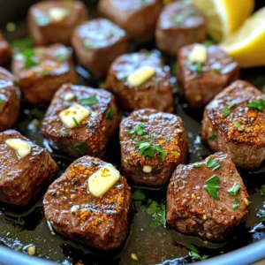 - 1 lb sirloin steak, cut into 1-inch cubes - 4 tablespoons unsalted butter - 4 cloves garlic, minced - 1 tablespoon Cajun seasoning - 1 teaspoon smoked paprika - Salt and freshly ground black pepper to taste - 2 tablespoons fresh parsley, finely chopped (for garnish) - Optional: Lemon wedges (for serving) Gathering the right ingredients makes all the difference. Start with 1 pound of sirloin steak. Cut it into 1-inch cubes. This size helps the steak cook evenly and allows for a great texture. Next, use 4 tablespoons of unsalted butter. This adds richness and flavor. You will also need 4 cloves of garlic, minced for that bold taste. For seasoning, you want 1 tablespoon of Cajun seasoning. This gives the steak its signature kick. Add 1 teaspoon of smoked paprika for a touch of smokiness. Don’t forget salt and freshly ground black pepper to taste. These spices enhance the meat's natural flavor. Finally, for a fresh touch, chop 2 tablespoons of parsley. This brightens up the dish and adds color. You can serve it with lemon wedges if you like a zesty kick. This mix of ingredients creates a rich and flavorful experience. You can find the full recipe to guide you through the cooking process. First, gather your ingredients. You need sirloin steak, Cajun seasoning, smoked paprika, salt, and pepper. In a large bowl, toss the steak bites with the Cajun seasoning, smoked paprika, salt, and pepper. Make sure to coat each piece evenly. This step is key. An even coating gives the steak bites a rich flavor. Next, heat your skillet. Set it over medium-high heat. Add two tablespoons of unsalted butter. Let it melt until it bubbles. Now, carefully add the seasoned steak cubes to the skillet. Cook for about 2-3 minutes on each side. This cooking time will give you a nice medium-rare steak. If you want it more cooked, adjust the time. Be sure not to crowd the pan. If needed, cook in batches for even results. Once the steak bites are cooked to your liking, take them out and set them aside. In the same skillet, pour in the remaining butter. Lower the heat to medium. Add the minced garlic and sauté gently. Stir constantly for about one minute. You want to release the garlic's nice aroma without letting it brown. After that, add the cooked steak back into the skillet. Toss the steak in the garlic butter mixture for one to two minutes. This helps infuse the steak with great flavor. To get your steak bites just right, timing is key. For medium-rare steak, cook each side for 2-3 minutes. Use a meat thermometer if you want to check the inside temperature. It should read 130°F for medium-rare. If you like it more done, add a minute or two. Cooking in batches can help too. If your skillet is crowded, the heat drops. This can lead to uneven cooking. Cook the steak bites in smaller groups. It makes sure they get that nice brown crust. Want to kick up the flavor? Try adding more spices. A pinch of cayenne can add heat. You can also use fresh herbs like thyme or rosemary. They add a nice touch to the garlic butter. When it comes to sides, think simple. A fresh salad or roasted veggies pairs well. You might also serve these steak bites with rice or mashed potatoes. They soak up the garlic butter nicely. For a fun twist, squeeze some lemon juice over the top. It brightens the dish and cuts through the richness. For the full process, check the Full Recipe. {{image_4}} You can switch up the protein in this dish. Chicken and shrimp work great! For chicken, cut it into 1-inch pieces. Use the same Cajun seasoning and follow the same steps. Cook it for about 5-7 minutes or until it’s no longer pink. For shrimp, use large, raw shrimp. Cook them for about 2-3 minutes on each side until they turn pink and opaque. Both options will taste fantastic with the garlic butter sauce. Adjust cooking times as needed to ensure everything is done just right. If you want to make your dish unique, try different seasonings. You can create your own Cajun blend with common spices. Mix paprika, onion powder, garlic powder, and cayenne pepper. You can also explore other flavors. For example, use Italian herbs like oregano and basil for an Italian twist. Or use a taco seasoning for a fun twist. The options are endless! Each blend will give your steak bites a new and exciting taste. To keep your Cajun Garlic Butter Steak Bites fresh, follow these steps: - Cool the Bites: Let the steak bites cool down to room temperature. This step helps prevent condensation in the container. - Choose the Right Container: Use an airtight container to store your leftovers. Glass containers work well, but plastic ones are fine too. - Refrigerate Promptly: Place the container in the fridge within two hours of cooking. This keeps the steak safe to eat. - Temperature Guidelines: Keep your fridge at 40°F (4°C) or lower to ensure food safety. These practices help maintain the flavor and texture of the steak bites, allowing you to enjoy them again later. When it comes to reheating, you want to keep the flavor and texture intact. Here are some effective methods: - Skillet Method: Heat a skillet over low heat. Add a bit of butter or oil, then add the steak bites. Heat for about 5 minutes, stirring often. This keeps them juicy. - Microwave Method: Place the steak bites in a microwave-safe dish. Cover it with a damp paper towel. Heat in 30-second bursts until warm, checking often to avoid drying out. If you have leftovers, consider repurposing them: - Steak Salad: Toss the bites on a bed of greens, adding your favorite dressing. - Tacos: Wrap them in tortillas with toppings like cheese and salsa for a quick meal. These ideas help you enjoy your Cajun Garlic Butter Steak Bites in new ways while reducing food waste. To make Cajun Garlic Butter Steak Bites spicy, you can adjust the seasoning. Here are some tips: - Add more Cajun seasoning to the steak bites. - Include crushed red pepper flakes for extra heat. - Use a spicy hot sauce in the garlic butter mix. - Try adding minced jalapeños or serrano peppers. Each option will bring out more heat. Just remember, start small. You can always add more spice, but you can't take it away. Yes, you can prepare Cajun Garlic Butter Steak Bites ahead of time. Here’s how: - Season the steak cubes and keep them in the fridge for up to 24 hours. - Cook the steak bites and let them cool, then store them in an airtight container for up to 3 days. - To reheat, warm them in a skillet over low heat. Add a bit of butter or oil to keep them juicy. This way, you save time when you’re ready to eat. For a great meal, consider these side dishes to go with your Cajun Garlic Butter Steak Bites: - Creamy mashed potatoes for a comforting touch. - Steamed green beans or broccoli for a fresh crunch. - A simple salad with mixed greens and vinaigrette for balance. - Rice or quinoa to soak up the garlic butter. These sides bring out the flavors of the steak bites and make your meal complete. Cajun Garlic Butter Steak Bites are easy and quick to make. You start with tender sirloin and flavorful spices. Cooking with butter and garlic adds rich taste. Remember to adapt cooking times for different proteins. Store leftovers properly and consider flavor upgrades for variety. These bites are great for any meal and easy to reheat. Enjoy your cooking adventure! You now have all the tips you need for success.