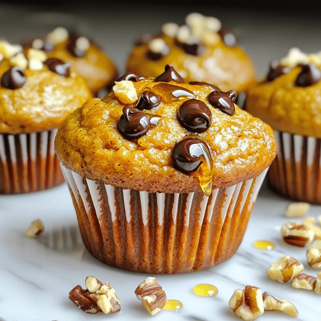 To make these tasty muffins, you will need: - 1 cup canned pumpkin puree - 3 ripe bananas, thoroughly mashed - 3 large eggs - 1/2 cup almond butter (or your preferred nut butter) - 1/4 cup honey or maple syrup - 1 teaspoon pure vanilla extract - 1 teaspoon baking soda - 1 teaspoon ground cinnamon - 1/2 teaspoon ground nutmeg - 1/4 teaspoon fine sea salt - 1/2 cup dark chocolate chips (optional, for a sweeter touch) You can easily swap ingredients if needed: - Use peanut butter instead of almond butter for a different flavor. - Maple syrup can replace honey for a vegan option. - If you lack ripe bananas, unsweetened applesauce works well. - You can also use any nut-free butter like sun butter for allergies. Each muffin is packed with nutrients: - Calories: 120 - Protein: 4g - Fat: 4g - Carbohydrates: 20g - Fiber: 2g - Sugar: 6g These muffins are a great snack for any time of day. They have healthy fats, natural sweetness, and a boost of fiber, making them both tasty and nutritious. For the full recipe, check out the details above. First, you need to get your oven ready. Preheat it to 350°F (175°C). Next, grab a muffin tin. You can line it with paper liners or use cooking spray to stop the muffins from sticking. This is key for easy removal later. Now, let’s mix the wet ingredients. In a big bowl, combine the pumpkin puree, mashed bananas, eggs, almond butter, honey or maple syrup, and vanilla extract. Stir until it’s smooth. In a separate bowl, whisk together the baking soda, ground cinnamon, ground nutmeg, and fine sea salt. Once mixed, slowly add the dry ingredients to the wet mix. Be careful not to overmix. Just stir until no dry spots remain. If you like, you can fold in dark chocolate chips for extra sweetness. When your batter is ready, it’s time to fill the muffin cups. Spoon the mix into each cup, filling about 3/4 full. This allows them to rise nicely. Place the muffin tin in the oven and bake for 18-20 minutes. Check for doneness with a toothpick; it should come out clean or with a few crumbs. After baking, let the muffins cool in the pan for about 5 minutes. Then, transfer them to a wire rack to cool completely. Enjoy your healthy snack! You can find the full recipe [here]. To help your muffins rise well, use fresh baking soda. Old baking soda can lose its power. Also, mix the wet and dry ingredients gently. Overmixing can make the muffins tough. Fill each muffin cup about three-quarters full. This gives them space to rise. Lastly, bake them right away. Letting the batter sit too long can lead to flat muffins. To keep your muffins fresh, store them in an airtight container. You can place a slice of bread inside to keep them moist. If you want to store them longer, freeze the muffins. Wrap each muffin in plastic wrap and place them in a freezer bag. When you want to eat one, just take it out and let it thaw at room temperature. One big mistake is not measuring ingredients correctly. Use measuring cups and spoons for accuracy. Another mistake is opening the oven door too often. This can cause the temperature to drop, affecting the muffins. Also, make sure your oven is preheated. Baking in a cold oven can lead to uneven results. Remember to check for doneness with a toothpick. If it comes out clean, your muffins are done! For a full recipe of these delightful muffins, check out the [Full Recipe]. {{image_4}} Flourless pumpkin muffins are tasty as they are, but you can mix it up! Try adding chocolate chips for a sweet twist. You can also switch to spices like ginger or allspice for a warm flavor. If you love nuts, fold in some chopped walnuts or pecans. You can even add dried fruits like cranberries or raisins for a fruity surprise. These changes keep your muffins exciting and fun! You can easily make these muffins vegan. Instead of eggs, use flax seeds. Mix 1 tablespoon of ground flaxseed with 2.5 tablespoons of water. Let it sit for 5 minutes to thicken. Also, swap honey with maple syrup. This keeps the muffins sweet and plant-based. Your vegan pumpkin muffins will still taste amazing! If you have dietary restrictions, you can adjust the recipe. For nut allergies, use sunflower seed butter or tahini in place of almond butter. To make them sugar-free, try using a sugar substitute safe for baking. If you want a lower-carb option, consider using pumpkin puree with protein powder. These changes allow everyone to enjoy the muffins without worry. For the full recipe, check out the detailed steps above! To keep your flourless pumpkin muffins fresh, store them in an airtight container. This helps keep them moist. You can keep them at room temperature for about 3 days. If you want them to last longer, refrigerate them for up to a week. For best taste, let them cool completely before storing. Freezing muffins is simple. Wrap each muffin in plastic wrap. Then place them in a freezer bag. This way, they stay fresh and tasty. You can freeze them for up to 3 months. To enjoy, just take out how many you need and let them thaw at room temperature. Reheating your muffins brings back their soft texture. For the best results, use an oven or toaster oven. Preheat it to 350°F (175°C). Place the muffin on a baking sheet for about 5-7 minutes. If you're in a hurry, you can use the microwave. Heat for about 15-20 seconds. Just be careful not to overheat them. Enjoy your muffins warm! Yes, you can use other nut butters. Peanut butter works great. Cashew and sunflower butter are good options too. Just keep in mind that the taste may change a bit. Each nut butter adds a unique flavor. Experiment to find what you like best. To make these muffins more like dessert, add chocolate chips. They give a sweet surprise in every bite. You can also mix in some dried fruit. Try raisins or cranberries for extra sweetness. For a richer flavor, consider adding a bit of cocoa powder. If you want to swap bananas, try applesauce. It adds moisture and sweetness without changing the taste much. Another option is to use pumpkin puree instead of some bananas. This will keep the muffins moist and tasty. Yes, these muffins are gluten-free! Since they don’t use any flour, they are safe for those with gluten issues. All the ingredients are naturally gluten-free. Enjoy these muffins without worry if you need to avoid gluten. You now know how to make Flourless Pumpkin Muffins. We covered the key ingredients, tips for baking, and storage methods. These muffins are tasty and easy to adapt for different diets. Remember to avoid common mistakes for the best results. Don't be afraid to try new flavors or substitutes. Enjoy your baking journey! You’ll impress family and friends with these healthy treats.