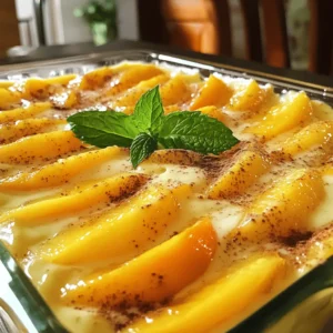 To make this easy peach custard dessert, you need a few simple items. Here’s your list: - 4 ripe peaches, pitted and sliced into thin wedges - 2 cups whole milk - 1/2 cup granulated sugar - 3 large eggs - 1 teaspoon pure vanilla extract - 3 tablespoons cornstarch - 1/4 teaspoon ground cinnamon - A pinch of fine salt These ingredients create a creamy and sweet treat that showcases the fresh peaches. The whole milk adds richness, while the sugar balances with sweetness. Eggs help bind everything together, creating a smooth texture. If you want to add a little flair to your dessert, consider these optional garnishes: - Fresh mint leaves - Cinnamon dusting Mint leaves provide a fresh touch, and a sprinkle of cinnamon adds warmth. These garnishes can make your dessert look even more appealing and tasty. Enjoy crafting a beautiful and delicious peach custard dessert that everyone will love! You can check the Full Recipe for more details. 1. Preheat your oven to 350°F (175°C). This step makes sure your dessert cooks evenly. 2. In a medium saucepan, pour in 2 cups of whole milk. Warm it over medium heat. You want it to steam, but don't let it boil. 1. In a mixing bowl, crack 3 large eggs. Add 1/2 cup of granulated sugar. Whisk them together until they mix well and look a bit frothy. 2. Slowly pour the warm milk into the egg and sugar mix. Keep whisking to avoid cooking the eggs. 3. Sift in 3 tablespoons of cornstarch, 1/4 teaspoon of ground cinnamon, and a pinch of fine salt. Add 1 teaspoon of pure vanilla extract and whisk until smooth. 1. Grease an 8x8-inch baking dish with butter or non-stick spray. This helps the dessert come out easily later. 2. Layer 4 ripe peaches, pitted and sliced into thin wedges, evenly in the bottom of the dish. This gives a nice fruity base. 3. Carefully pour the custard mixture over the peaches. Make sure all the fruit is coated. 1. Place the baking dish in the oven. Bake for 30-35 minutes. You want the custard to set in the center. 2. Check for doneness. The top should be a delicate golden color when done. This simple process leads to a delightful treat. For the full recipe, check out the Peachy Dream Custard Delight. To know when your custard is set, look for a slight jiggle in the center. The edges will be firm, while the middle will have a soft, creamy look. This takes about 30 to 35 minutes in the oven. Avoid curdling eggs by warming the milk first. When you add the warm milk to the eggs, do it slowly while whisking. This helps keep the eggs from cooking too fast. You can experiment with spices to boost flavor. Ground cinnamon adds warmth, but you can try nutmeg or cardamom, too. A little goes a long way! If you want a sweeter custard, use alternative sweeteners. Agave syrup, honey, or coconut sugar can work well. Just adjust the amount to suit your taste. {{image_4}} You can switch up the fruit in this dessert for fun. Try using different seasonal fruits like ripe plums, juicy nectarines, or sweet cherries. Each fruit adds its own flavor, making the dish unique every time. If you want to mix flavors, combine peaches with berries. Blueberries, raspberries, or strawberries work well. The bright colors and flavors will make your dessert even more inviting. Just layer the fruits in the baking dish before adding the custard. The blend of sweet peaches and tangy berries is a delight. If you need gluten-free options, this dessert is easy to adapt. Cornstarch is already gluten-free, so you can use it without worry. Just ensure your other ingredients, like sugar and milk, are also gluten-free. For vegan substitutions, replace the eggs with a mixture of flaxseed and water. Use plant-based milk like almond or coconut milk instead of whole milk. You can also swap out the sugar for maple syrup or agave nectar. These changes keep the custard creamy and delicious while fitting a vegan diet. For the complete list of ingredients and instructions, check out the Full Recipe. To keep your Peach Custard Dessert fresh, store any leftovers in the fridge. First, let the dessert cool to room temperature. Then, cover it tightly with plastic wrap or foil. This prevents it from drying out or absorbing smells from other foods. A glass or plastic container with a lid also works well. Make sure the container is airtight for the best results. If you want to enjoy your Peach Custard Dessert later, you can freeze it. First, let the dessert cool completely. Then, cut it into portions for easy serving. Wrap each piece in plastic wrap, then place them in a freezer-safe bag. Remove as much air as possible before sealing. This helps avoid freezer burn. To thaw, move the custard to the fridge the night before you plan to eat it. This slow thawing keeps it creamy and tasty. Enjoy your treat any time! Can I use canned peaches instead? Yes, you can use canned peaches. They save time and work well. Just drain them well to avoid excess liquid. This way, your dessert stays creamy and does not become soggy. How long does it last in the fridge? The peach custard dessert lasts about three to four days in the fridge. Store it in an airtight container to keep it fresh. The flavors will deepen, making it even tastier! Can I make this dessert ahead of time? Absolutely! You can make this dessert a day in advance. Just cover it and place it in the fridge. This helps the flavors meld together nicely. When you are ready to serve, enjoy it cold or warm it slightly in the oven. For the full recipe, check out the details above. In this article, we explored how to make a delicious peach custard dessert. You learned about required ingredients, easy steps, and helpful tips. We also discussed variations to suit your tastes and dietary needs. Remember, using fresh fruit and the right techniques makes a big difference. Enjoy your cooking journey and share this treat with friends. Simple desserts like this can bring joy and satisfaction. You now have the tools to impress anyone with your baking skills!