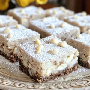 To make white chocolate brownies, you need some key ingredients. Here’s what you’ll need: - 1 cup (226g) unsalted butter - 1 cup (200g) granulated sugar - 2 large eggs - 1 teaspoon pure vanilla extract - 1 cup (125g) all-purpose flour - 1/2 teaspoon baking powder - 1/4 teaspoon salt - 1 cup (180g) white chocolate chips - 1/2 cup (75g) chopped macadamia nuts (optional) Each ingredient plays a big role. The butter adds richness. Sugar gives sweetness. Eggs bind everything together. Vanilla adds flavor. Flour gives structure. Baking powder helps the brownies rise. Salt enhances taste. White chocolate chips bring creaminess. Macadamia nuts add crunch. If you don’t have an ingredient, don’t worry! Here are some easy substitutes: - Use margarine or coconut oil for butter. - Brown sugar can replace granulated sugar. - Flax eggs or applesauce can replace regular eggs for a vegan version. - Almond flour works as a gluten-free option for all-purpose flour. - You can use any chocolate chips if you don’t have white ones. These swaps can change the taste and texture, so try them out! Want to make your brownies even better? Consider these add-ins: - Chopped walnuts or pecans for added crunch. - Dried cranberries or cherries for a fruity twist. - A pinch of sea salt on top for contrast. - Swirls of peanut butter or Nutella for a rich flavor. These options let you personalize your brownies. Get creative and have fun! For the full recipe, check out the next section. To bake white chocolate brownies, start with some simple steps. First, preheat your oven to 350°F (175°C). Grab an 8x8-inch baking pan. Lightly grease it and line it with parchment paper. Leave some paper hanging over the edges. This will help you lift the brownies out later. Next, melt 1 cup of unsalted butter in a medium saucepan. Do this over low heat. Stir it often until it melts completely. Once melted, take it off the heat. Now, add 1 cup of granulated sugar to the melted butter. Stir it well until the mixture looks smooth. This helps the sugar dissolve, making your brownies nice and chewy. Crack two large eggs into the bowl, one at a time. Mix well after each egg. Add 1 teaspoon of pure vanilla extract and stir until everything is blended. In another bowl, sift together 1 cup of all-purpose flour, 1/2 teaspoon of baking powder, and 1/4 teaspoon of salt. Slowly mix the dry ingredients into the wet ones. Use a spatula and be gentle. Don’t overmix or you might end up with tough brownies. Fold in 1 cup of white chocolate chips. If you want, add 1/2 cup of chopped macadamia nuts for some extra crunch. Make sure they are spread evenly in the batter. Pour the brownie batter into the prepared pan. Use your spatula to smooth the top. This makes them bake evenly. Put the pan in your preheated oven. Bake for about 25-30 minutes. To check if they are done, insert a toothpick in the center. It should come out with a few moist crumbs. This means they are perfectly baked. Let the brownies cool in the pan for about 15 minutes. After cooling, use the parchment paper to lift them out. Place them on a wire rack to cool completely. Using parchment paper is key for easy brownie removal. It also helps to line the pan. This way, you won’t need to grease it too much. Just a light coat on the bottom and sides will do. Make sure to leave some paper sticking out. This gives you a handle to pull the brownies out. Mixing is crucial for the texture of your brownies. When combining wet and dry ingredients, fold gently. This keeps them from getting tough. Use a spatula to mix in the flour. Do not mix too much. You just want to see no dry flour. When adding chocolate chips, fold them in carefully. This ensures they distribute evenly without breaking apart. Enjoy the process, and soon you’ll have delicious white chocolate brownies to share! One mistake I see often is overmixing the batter. This can make the brownies tough. Mix until just combined for a light texture. Another issue is not measuring ingredients correctly. Use a scale for precision. Also, don’t skip preheating your oven. Baking in a cold oven can ruin your brownies. For soft, chewy brownies, use good quality white chocolate. Melted butter helps create a rich flavor. Let the brownies cool in the pan before cutting. This helps them set properly. If you want a fudgier texture, bake for a shorter time. Aim for that perfect balance of soft and firm. Store your brownies in an airtight container. This keeps them fresh for up to a week. You can also refrigerate them to extend their life. If you want to freeze them, wrap each piece in plastic wrap. Then place them in a freezer bag. They can last for up to three months this way. {{image_4}} You can change the flavor of your white chocolate brownies easily. Think about using dark chocolate instead of white. This swap brings a rich, deep taste. You might also add a splash of orange or almond extract for a twist. Try mixing in flavored chocolate chips, like raspberry or mint, for fun surprises in every bite. Want gluten-free brownies? Use a gluten-free flour blend in place of all-purpose flour. Check the label to ensure it works in baking. For a vegan version, replace the eggs with 1/4 cup unsweetened applesauce or flax eggs. Use dairy-free white chocolate chips to keep it vegan. These options let everyone enjoy this sweet treat. Mix-ins can make your brownies unique. Try adding chopped fruit like strawberries or cherries for a burst of flavor. Nuts, like walnuts or pecans, add crunch and richness. For toppings, drizzle melted chocolate on top or sprinkle sea salt for a sweet-salty mix. You can even add shredded coconut for a tropical touch. Explore different combinations to find your favorite mix. You can store white chocolate brownies in an airtight container. Keep them at room temperature for up to three days. If you want them to last longer, place them in the fridge, where they can stay fresh for up to a week. Just remember to let them warm up a bit before enjoying! Yes, you can freeze white chocolate brownies! First, cut them into squares. Wrap each piece tightly in plastic wrap. Then, place them in a freezer bag or an airtight container. They can stay frozen for up to three months. When you're ready to eat them, let them thaw in the fridge overnight. If you need a substitute for white chocolate, you can use butterscotch chips. They add a sweet flavor similar to white chocolate. You can also try using vanilla-flavored candy melts for a different twist. If you want to skip chocolate entirely, try adding chopped dried fruits or nuts for a tasty texture! For the full recipe, check out the detailed instructions above. These brownies are rich and creamy. They melt in your mouth. You will love how simple they are to make. Here is the list of ingredients: - 1 cup (226g) unsalted butter - 1 cup (200g) granulated sugar - 2 large eggs - 1 teaspoon pure vanilla extract - 1 cup (125g) all-purpose flour - 1/2 teaspoon baking powder - 1/4 teaspoon salt - 1 cup (180g) white chocolate chips - 1/2 cup (75g) chopped macadamia nuts (optional) First, you preheat your oven to 350°F (175°C). Prepare an 8x8-inch pan with grease and parchment paper. Melt the butter in a saucepan over low heat. Mix in the sugar until smooth. Add the eggs one at a time and stir. Then, blend in the vanilla extract. In another bowl, sift the flour, baking powder, and salt. Gently fold this into the wet mix. Next, add the white chocolate chips and nuts if you want them. Pour the batter into your pan and smooth the top. Bake for 25-30 minutes. Check with a toothpick for doneness. Let them cool before cutting into squares. For a lovely touch, sprinkle powdered sugar on top. You can serve these brownies on a nice platter. Adding a white chocolate chip or a macadamia nut on top makes them more special. Everyone will love how they look and taste! White chocolate brownies are a tasty treat you can easily make at home. We covered essential ingredients, substitutes, and fun add-ins to boost the flavor. I shared step-by-step instructions for baking them perfectly, along with tips to avoid common mistakes. You can also explore gluten-free, vegan options and creative mix-ins. Remember to store them right to keep them fresh. With this guide, you can enjoy or share your delicious brownies anytime. Embrace your baking skills and have fun!