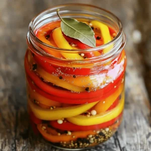 - 4-5 medium sweet bell peppers, preferably a mix of red, yellow, and orange for color - 1 cup apple cider vinegar - 1 cup water - 1/4 cup honey or agave syrup (to sweeten) - 2 cloves garlic, crushed - 1 teaspoon black peppercorns - 1 teaspoon mustard seeds - 1 teaspoon coriander seeds - 1 bay leaf - Salt, to taste These ingredients create a bright and tangy flavor. The sweet bell peppers add crunch and color. The apple cider vinegar gives the pickles a nice tartness. Honey or agave syrup balances the acidity with sweetness. Garlic and spices infuse the pickles with depth. Using a mix of colored peppers makes your dish pop. Gather these items before you start. Fresh ingredients will yield the best results. You can find sweet bell peppers at any local market. Make sure they are firm and shiny. Experiment with the spices if you like, but this mix works great. For the full recipe, check out the detailed instructions. You will enjoy making these pickled sweet peppers! Start by giving your sweet bell peppers a good wash. Rinse each pepper under cold water to remove dirt. Next, slice each pepper in half lengthwise. This step helps you see inside and makes it easy to remove the seeds. Use a small knife to scoop out the seeds and white membranes. These parts can make the peppers taste bitter. After that, cut the peppers into strips or rings, whichever you like best. Now, let’s make the pickling liquid. In a medium saucepan, mix these ingredients: - 1 cup apple cider vinegar - 1 cup water - 1/4 cup honey or agave syrup - 2 cloves garlic, crushed - 1 teaspoon black peppercorns - 1 teaspoon mustard seeds - 1 teaspoon coriander seeds - 1 bay leaf - Salt, to taste Stir everything together well. It’s important to bring this mix to a gentle boil over medium heat. Stir occasionally to help the honey dissolve. Once it boils, reduce the heat to low and let it simmer for about 5 minutes. This helps the spices share their flavors with the liquid. Before packing, you need to sterilize your jars. You can do this by boiling them in water for 5-10 minutes. This step keeps your pickled peppers safe. Once they are clean, tightly pack the sliced sweet peppers into the jars. Leave some space at the top. After the pickling liquid has simmered, carefully pour it over the peppers in the jars. Make sure the peppers are fully covered, but leave about half an inch at the top for expansion. While the liquid is still hot, seal the jars with their lids. Let them cool to room temperature before putting them in the fridge. For the best flavor, wait at least 24 hours before tasting. The peppers will taste even better after 3-5 days. Enjoy your homemade pickled sweet peppers! Check out the Full Recipe for more details. When choosing sweet peppers, look for bright colors. Red, yellow, and orange peppers have great flavors. Each color brings its unique taste. Red peppers are sweet and fruity. Yellow peppers add a mild, grassy note. Orange peppers offer a balance of both. Pick fresher peppers for the best taste. Check for firm skin and no soft spots. Fresh peppers will give your pickles a crisp crunch. To tweak the sweetness, you can use more or less honey. If you want a sweeter pickle, add more sweetener. For a less sweet option, cut back on the honey or agave syrup. To add heat, try including red pepper flakes or sliced jalapeños. You can also use spicy mustard seeds. This way, you can create a kick that suits your taste. When serving, present the pickled peppers in a nice bowl. You can use toothpicks for easy snacking. This makes it fun for guests. Pickled peppers are great on sandwiches or burgers. They also add color to salads. You can serve them as a quick snack on their own, too. They are versatile and bright, perfect for any meal. For the full recipe, check out the earlier section. Enjoy your pickled sweet peppers! {{image_4}} You can choose different sweeteners for your pickled sweet peppers. Honey and agave syrup are both great choices. Honey gives a rich taste, while agave syrup offers a lighter flavor. If you want to try alternative sweeteners, think about using maple syrup or stevia. These options can add unique notes to your pickles. If you like some heat, add jalapeños or chili flakes to your pickled sweet peppers. This gives your recipe a spicy kick that contrasts nicely with the sweet peppers. You can also infuse different spices like smoked paprika or crushed red pepper. This adds layers of flavor that make your pickles exciting and fun. To create unique flavors, try adding fresh herbs like dill or thyme. These herbs can brighten your pickles and add freshness. You can also experiment with citrus peels. Lemon or orange peels bring a zesty twist to your pickles. Remember, the goal is to have fun and explore flavors that you love! For the complete process of making these delightful pickles, check out the Full Recipe. For the best pickled sweet peppers, use glass jars. They keep flavors fresh. Make sure the jars are clean and dry before filling them. Seal the jars tightly with their lids. Refrigeration is key. It slows down spoilage and keeps the peppers crisp. In the fridge, pickled sweet peppers can last about 2 to 3 months. Always check for any signs of spoilage. If you see mold or a strange smell, toss them out. A color change can also mean they are past their prime. Freezing pickled peppers is simple. Start by packing them in airtight containers. Leave some space at the top for expansion. To thaw, place them in the fridge overnight. This keeps their taste and texture intact. Avoid microwaving, as it can make them mushy. For the complete recipe, refer to [Full Recipe]. Pickled sweet peppers need time to develop flavor. I recommend waiting at least 24 hours. For the best taste, let them sit for 3 to 5 days. This allows the spices and vinegar to soak in well. Yes, you can use many types of peppers. Banana peppers add a nice tang. Cherry peppers bring a sweet bite. Feel free to mix different types for unique flavors. Experimenting makes pickling fun and tasty! Pickled sweet peppers fit well in many dishes. They brighten up sandwiches and salads. Try them in tacos or on pizza for a pop of flavor. You can also enjoy them as a snack. Their crunch and tang make every bite exciting! You can find good pickled sweet peppers at many grocery stores. Look for brands that use fresh ingredients. Specialty stores often carry homemade or artisanal options. Online shops also offer a wide selection. Check reviews to find the best quality. For a delightful homemade option, don't forget to check [Full Recipe]. In this article, we explored how to make pickled sweet peppers. We covered the key ingredients, detailed step-by-step instructions, and shared helpful tips. You'll find options for sweetness and heat, along with creative presentation ideas. We also discussed variations and proper storage methods to ensure freshness. Pickling is fun and offers tasty rewards. Get creative in your kitchen and enjoy the flavors of your homemade pickles!