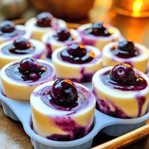 When making Blueberry Swirl Yogurt Bites, using fresh and simple ingredients makes all the difference. Here’s what you’ll need: - 2 cups Greek yogurt (plain or vanilla) - 1 cup fresh blueberries - 2 tablespoons honey or maple syrup - 1 teaspoon vanilla extract - 1 tablespoon freshly squeezed lemon juice - A pinch of salt - Mini muffin tin or silicone mold These ingredients come together to create a tasty and healthy treat. Greek yogurt gives a nice creamy texture. Fresh blueberries add sweetness and color. Honey or maple syrup provides that extra touch of sweetness. Vanilla extract enhances the flavor, while lemon juice brightens it up. The pinch of salt balances all the flavors perfectly. You can easily find these ingredients at your local grocery store. I always recommend using fresh blueberries for the best taste. If you want to make this recipe simpler, you can use plain Greek yogurt. However, vanilla yogurt adds a nice vanilla flavor that many enjoy. For storage, you will need a mini muffin tin or silicone mold. Silicone molds work great because the yogurt bites pop out easily after freezing. Now you're ready to gather your ingredients and start making these delightful yogurt bites! Check the Full Recipe for detailed steps. First, take a small saucepan. Add 1 cup of fresh blueberries, 2 tablespoons of honey or maple syrup, and 1 tablespoon of freshly squeezed lemon juice. Heat this mixture over medium-low heat. Stir gently for about 5 minutes. Watch closely as the blueberries start to burst and let out their juices. Once you see this, remove the saucepan from the heat. Allow the sauce to cool completely before using it. In a medium mixing bowl, add 2 cups of Greek yogurt. You can use plain or vanilla yogurt. Then, mix in 1 teaspoon of vanilla extract and a pinch of salt. Stir until the yogurt is smooth. Make sure there are no lumps left in the mixture. This step creates a creamy base for your bites. When your blueberry sauce has cooled, set aside about 1/4 of it for later. Gently fold the remaining sauce into the yogurt mixture. Be careful not to mix too hard. You want to create a marbled look, not a single color. This swirl adds a fun touch to your yogurt bites. Now it’s time to fill the molds. Use a spoon or a small spatula to scoop the yogurt mixture. Fill each cavity of the mini muffin tin or silicone mold about 3/4 full. This will give the yogurt bites enough room to expand a little while freezing. Take the reserved blueberry sauce and drizzle it over the top of each yogurt bite. This makes them look nice and adds extra blueberry flavor. The drizzle will make your treats even more tempting! Place your filled muffin tin or mold into the freezer. Let them freeze for about 4 to 6 hours. Check that they are completely set and firm before you take them out. This step is important for the best texture. When the yogurt bites are fully frozen, pop them out of the molds. Store them in an airtight container in the freezer. They will stay fresh this way. Enjoy these yogurt bites as a healthy snack or a sweet treat. You can even serve them with fresh fruits or crushed nuts for added flavor and crunch. For the full recipe, check out the section above! To get that stunning swirl in your yogurt bites, you need to fold the blueberry sauce carefully. Start by mixing the yogurt with vanilla and salt. When the blueberry sauce is cool, gently fold it into the yogurt. Use a spatula to cut through the yogurt and sauce. This creates a beautiful marbled effect. Avoid stirring too much; you want to see those blue swirls! You can add more flavor to your yogurt bites. Try mixing in a pinch of cinnamon or a dash of nutmeg for warmth. For a tropical twist, consider adding coconut flakes or pineapple chunks. You can also use flavored yogurt, like strawberry or peach, for extra taste. These small changes can make your bites even more fun and exciting. Freezing is key to the texture of your yogurt bites. Aim for about 4 to 6 hours in the freezer. This time allows them to set properly without becoming too hard. Once frozen, you can easily pop them out of the molds. Store them in an airtight container to keep them fresh. If you want a softer bite, you can let them sit out for a few minutes before enjoying them. For the full recipe, check out the details above! {{image_4}} You can switch the blueberries for other fruits. Raspberries, strawberries, or blackberries work well. Each berry brings a unique taste. Simply follow the same steps in the recipe. Using different fruits can change the look and flavor. This makes your yogurt bites fun and fresh! If you want to try something new, use flavored yogurts. Strawberry or peach yogurts add a nice twist. You can also use dairy-free options. Almond or coconut yogurt keeps it tasty for everyone. Just remember to check the flavor and sweetness. It helps to match with the fruit you use. Not a fan of honey or maple syrup? Try agave syrup or stevia. Both are great for adding sweetness without strong flavors. You can even skip sweeteners if your fruit is sweet enough. Taste as you mix to find your perfect balance. Your yogurt bites can be just how you like them! To keep your blueberry swirl yogurt bites fresh, store them in an airtight container. A good option is to use a freezer-safe container. This helps to prevent freezer burn. Make sure to label the container with the date. This way, you always know when you made them. These yogurt bites can last in the freezer for about two to three months. After that, they may lose some taste and texture. They are still safe to eat but won’t taste as fresh. For the best flavor, try to eat them sooner rather than later. If you take out some yogurt bites but do not eat them all, you can refreeze them. Just make sure they stay cold while you decide. If they start to melt, it is best to eat them right away. Refreezing partially thawed yogurt bites can change their texture, making them less creamy. For the best experience, enjoy them fresh! To make these yogurt bites sugar-free, you can skip the honey or maple syrup. Instead, use a sugar-free sweetener like stevia or erythritol. Adjust the amount based on your taste preference. Remember, taste is key, so try small amounts first. This way, you can still enjoy the berry flavor without added sugar. Yes, you can use frozen blueberries! Just keep in mind that they may release more juice. To use them, thaw the blueberries and drain any excess liquid. This keeps your yogurt bites from being too watery. You can also heat them like fresh blueberries to create a sauce. This helps to maintain the flavor and texture in your yogurt bites. Absolutely! These yogurt bites are perfect for kids. They are healthy and full of protein from Greek yogurt. Blueberries add vitamins and antioxidants, which are great for growing bodies. Plus, kids love the fun shape and sweet taste. They make a great snack or dessert option for little ones. Yes, you can prepare these yogurt bites ahead of time. They store well in the freezer for up to two months. Just make sure to keep them in an airtight container. This helps prevent freezer burn. You can enjoy them any time, making them perfect for busy days. You can enjoy these yogurt bites in many ways. They are great on their own as a snack or dessert. Try pairing them with fresh fruit for extra flavor. You can also serve them with a drizzle of honey or a sprinkle of granola for added texture. For a fun twist, roll them in crushed nuts before serving! This blog post outlined a simple way to make yogurt bites with blueberries. We discussed ingredients, steps, helpful tips, and variations. These bites are easy to make and fun to enjoy. You can mix in your favorite fruits or flavors. Remember to store them well to keep them fresh. Whether for a snack or dessert, these yogurt bites are a tasty choice. Enjoy making them and share them with friends!