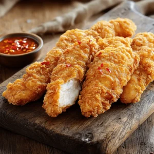 - 1 pound of chicken tenders - 1 cup buttermilk - 1 teaspoon hot sauce (optional) - 1 cup all-purpose flour - 1 teaspoon paprika - 1 teaspoon garlic powder - 1 teaspoon onion powder - 1 teaspoon cayenne pepper - 1 teaspoon black pepper - 1 teaspoon salt - Oil for frying (canola or vegetable oil preferred) Gathering the right ingredients is key to making these copycat Popeye's chicken strips. You start with one pound of chicken tenders. They are juicy and tender, perfect for frying. Next, grab a cup of buttermilk. This helps tenderize the chicken. If you like some heat, add a teaspoon of hot sauce. For the seasoning blend, you will need a cup of all-purpose flour. This will give the strips that crispy outer layer. Mix in one teaspoon each of paprika, garlic powder, onion powder, cayenne pepper, black pepper, and salt. These spices create a bold flavor that makes your strips taste amazing. Finally, you will need oil for frying. Canola or vegetable oil works best here. It has a high smoke point, which means it can get hot without burning. For more details on how to combine these ingredients and make the dish, check out the Full Recipe. Start by mixing 1 cup of buttermilk with 1 teaspoon of hot sauce, if you want some heat. This mix gives the chicken a great flavor. Add 1 pound of chicken tenders to the bowl. Make sure each piece is covered well. Cover the bowl with plastic wrap. Place it in your fridge for at least 1 hour. If you can, let it sit overnight. This helps the chicken stay juicy and tasty. In a separate bowl, combine 1 cup of all-purpose flour with your seasonings. Add 1 teaspoon each of paprika, garlic powder, onion powder, cayenne pepper, black pepper, and salt. Whisk these dry ingredients together. Mixing them well ensures that every piece of chicken is packed with flavor. Heat oil in a deep skillet or frying pan to 350°F (175°C). Use a kitchen thermometer to check the temperature. When it's ready, take the marinated chicken out of the fridge. Let the excess buttermilk drip off. Dredge each chicken strip in the flour mixture. Make sure each strip is coated well, then shake off any extra flour. Carefully place the chicken strips in the hot oil in batches. Do not crowd the pan; this helps them cook evenly. Fry each batch for about 4-5 minutes on each side. You want them to be golden brown and cooked through. The inside should reach 165°F (74°C). Once done, use a slotted spoon to lift the chicken out. Place the strips on a plate lined with paper towels. This helps soak up extra oil. Serve your crispy chicken strips hot, and feel free to add your favorite dipping sauces for an extra treat. For the full recipe, check the main section! Marination is key to great taste. I recommend marinating your chicken for at least one hour. For the best flavor, try to marinate overnight. This helps the chicken soak up the buttermilk and spices. You can also adjust the spice level with cayenne pepper. If you like it spicy, add a bit more. If you prefer mild, cut back on the cayenne. This way, you can make the chicken perfect for your taste buds. Frying can be tricky, but a few tips help. First, avoid overcrowding the pan. If you add too many chicken strips at once, the oil cools down. This leads to soggy chicken, not crispy. Fry in small batches to keep the oil hot. Also, keep an eye on the oil temperature. Aim for 350°F (175°C). Use a thermometer to check. This perfect heat cooks the chicken and gives it that crispy gold color. When it's time to serve, think about dipping sauces. Ranch dressing is a classic choice. You can also try spicy aioli for a twist. For a nice touch, arrange the chicken strips on a platter. Adding fresh parsley or lemon slices makes it look great. This simple step enhances the meal's appeal. Enjoying your homemade chicken strips should feel special! {{image_4}} You can make these chicken strips a bit healthier. One way is to use an air fryer. This method uses less oil, making it lighter. You can still get that crispy texture without all the fat. Simply season the chicken as usual, then cook in the air fryer. Aim for 400°F for about 12-15 minutes, flipping halfway through. Another option is to bake the strips. For this, coat the chicken with a mixture of whole wheat breadcrumbs and spices instead of flour. Spray them lightly with oil to help them crisp up. Bake in a preheated oven at 425°F for about 20-25 minutes, or until golden. You can mix up the flavor of your chicken strips easily. Try adding different spices or herbs to your dredge. For a citrus twist, add some lemon zest or dried herbs like thyme or oregano. For a kick, increase the cayenne pepper or add chili powder. If you love spice, consider a buffalo-style version. Simply toss the cooked strips in buffalo sauce after frying. This will give them a zesty, spicy flavor that pairs perfectly with a cooling dip like ranch. Pairing your chicken strips with the right sides makes a huge difference. Classic choices include crispy fries, coleslaw, or a fresh salad. You can also serve them with sweet potato fries for added flavor and nutrition. For drinks, lemonade or iced tea work well. If you want something more fun, try a cold beer or a spicy margarita. These drinks balance the savory flavors of the chicken strips and enhance your meal experience. To keep your chicken strips fresh, cool them first. Let them sit at room temperature for about 30 minutes. Then, place them in airtight containers. These containers help lock in moisture and flavor. You can also wrap them tightly in foil or plastic wrap. The oven is best for reheating chicken strips. Preheat it to 375°F (190°C). Place the strips on a baking sheet. This method keeps them crispy. Bake for about 10-15 minutes until heated through. If you use the microwave, heat them in short bursts. This way, they won’t get soggy. To freeze your chicken strips, let them cool completely. Place them in a single layer on a baking sheet. Freeze for about an hour until firm. Then, transfer them to freezer bags. Remove as much air as you can. They can last up to three months in the freezer. For thawing, move them to the fridge overnight. Reheat them in the oven for the best texture. Enjoy delicious chicken strips anytime! For the complete recipe, check the Full Recipe section. Marinate the chicken for at least one hour. For the best flavor and tenderness, I recommend marinating overnight. This gives the buttermilk time to soak into the chicken. The acid in buttermilk helps tenderize the meat, making it juicy and flavorful. Yes, you can use different cuts. Chicken thighs work well if you want more flavor. You can also use bone-in pieces, but they will take longer to cook. Just ensure that the internal temperature reaches 165°F (74°C) for safety. If you don't have buttermilk, you can make a quick substitute. Mix one cup of milk with one tablespoon of vinegar or lemon juice. Let it sit for five minutes to sour. This will mimic the acidity of buttermilk and work just fine in this recipe. To get that perfect crispy coating, follow these tips: - Use cold buttermilk for marinating. This helps keep the chicken juicy. - Make sure to coat the chicken well in the flour mixture. A thick layer will fry up nicely. - Fry in batches and avoid overcrowding the pan. This keeps the oil hot and helps the coating crisp up. - Monitor the oil temperature. It should be around 350°F (175°C) for the best results. For more details, check the Full Recipe. In this article, I've shared a simple way to make crispy chicken strips. First, marinate chicken tenders in buttermilk. Next, mix flour with spices. Then, fry the chicken until golden brown. You can tweak flavor with spices or try healthier cooking methods. Store leftovers correctly to enjoy later. Remember, the right marination and frying techniques create a great dish. Enjoy your cooking and the tasty chicken strips you’ll make!