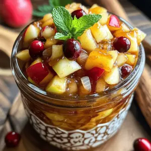 To make a tasty apple chutney, you will need the following: - 4 medium apples, peeled, cored, and diced into small chunks - 1 cup onion, finely chopped - 1 cup brown sugar, packed - 1/2 cup apple cider vinegar - 1 teaspoon freshly grated ginger - 1 teaspoon ground cinnamon - 1/2 teaspoon ground allspice - 1/2 teaspoon ground cloves - 1/2 teaspoon mustard seeds - Salt, to taste - 1 cup dried cranberries - 1 tablespoon olive oil You can also add optional ingredients for extra flavor, like chopped nuts or a pinch of chili flakes. These can add a nice crunch or a bit of heat, making your chutney even more delightful. This full recipe gives you all the details to create a flavorful dish you’ll love. Start by heating the olive oil in a large saucepan over medium heat. Wait until it shimmers, then add your finely chopped onions. Sauté the onions for about five minutes. Stir them often to keep them from browning. The goal is to make them soft and clear. This step is key for building flavor. If the heat is too high, the onions may burn, which can ruin the taste of your chutney. Once the onions are ready, it’s time to add the diced apples. Stir them in well. Next, add the brown sugar, apple cider vinegar, freshly grated ginger, ground cinnamon, ground allspice, ground cloves, and mustard seeds. Mix everything together so the flavors blend. Increase the heat to bring the mixture to a gentle boil. When it bubbles, reduce the heat to low. You will simmer it uncovered for 30 to 40 minutes. Stir it every so often. The apples will soften, and the chutney will thicken. Look for the apples to break down and the mixture to coat the back of a spoon. About ten minutes before you finish cooking, add the dried cranberries to the pan. Stir them in well. This timing is important. Adding them too soon can make them mushy. When you add them later, they stay chewy and enhance the flavor and texture. The chutney will become even more delicious with their sweet tang. To make your apple chutney truly shine, you need to balance sweetness and acidity. I suggest starting with the brown sugar. You want it sweet but not overly so. If the chutney feels too sweet, add a splash of apple cider vinegar. This will add a nice tang. Spices can make a big difference too. Ground cinnamon is a must. It gives warmth. I love adding ground allspice and cloves for depth. If you want more heat, try mustard seeds or a pinch of cayenne pepper. Each spice brings its own flair. You need a few essential tools to make this chutney. A large saucepan is key for cooking. A wooden spoon helps you stir and mix well. You also need a sharp knife and cutting board for chopping. When it comes to storage, use clean glass jars with tight lids. They keep the chutney fresh. You can also use freezer-safe containers if you want to freeze some. Make sure to leave space at the top, as chutney expands when frozen. {{image_4}} You can change up your apple chutney with different fruits or spices. Try adding pears or peaches instead of apples. You can mix in some dried apricots for a sweet twist. If you want more heat, add a few diced jalapeños or a pinch of cayenne pepper. For a sweeter chutney, use extra brown sugar or mix in honey. This lets you make the chutney fit your taste perfectly. Making this chutney gluten-free is easy. All the ingredients are naturally gluten-free. Just check any spice blends you use to ensure they are safe. To make it vegan, simply replace the brown sugar with coconut sugar or maple syrup. This keeps the chutney tasting great. If you're watching your sugar intake, you can reduce the amount of brown sugar. You might want to add extra apples or cranberries to keep it flavorful. To keep your apple chutney fresh, use glass or plastic jars. Glass jars work best as they do not absorb flavors. Make sure the containers are clean and dry before filling them. Store the chutney in the fridge for up to two weeks. If you can the chutney, it can last for a year or more when sealed properly. Freezing apple chutney is easy. First, let the chutney cool completely. Next, pour it into freezer-safe bags or containers. Make sure to leave some space for expansion. Seal the bags tight and label them with the date. When you want to use it, take the chutney out of the freezer. Thaw it in the fridge overnight for best results. You can also thaw it in a bowl of cold water if you need it sooner. After thawing, give it a good stir before using. Enjoy your tasty chutney with your favorite dishes! Apple chutney pairs well with many dishes. It works great with: - Grilled meats like chicken or pork - Cheese platters, especially sharp cheeses - Sandwiches, adding a tasty zing - Savory pastries for extra flavor - Curries, enhancing the spice profile This chutney adds a sweet and tangy kick to your meals. Homemade apple chutney can last quite a while. When stored in the fridge, it stays fresh for about 2 to 3 weeks. If you can it properly, it can last for up to a year when kept in a cool, dark place. Be sure to check for any signs of spoilage before using. Yes, making apple chutney ahead of time is a great idea. You can prepare it up to a week in advance. Store it in airtight jars in the fridge. This allows the flavors to meld together, making it even tastier. Just be sure to let it cool completely before sealing. Apple chutney and apple sauce are not the same. Chutney is thicker, with chunks of fruit. It has spices and vinegar, giving it a sweet, tangy, and spicy flavor. Apple sauce is smooth and sweet, often eaten as a dessert or snack. Use chutney to add flavor to savory dishes, while apple sauce is best for sweet treats. This blog post covered how to make apple chutney from scratch. I shared detailed ingredient lists and step-by-step cooking instructions. You learned how to adjust flavors, use the right tools, and explore variations to suit your taste. Proper storage tips ensure your chutney stays fresh. Apple chutney is a fun way to add flavor to meals. Try making it your own with different fruits or spices. Enjoy your tasty creation!