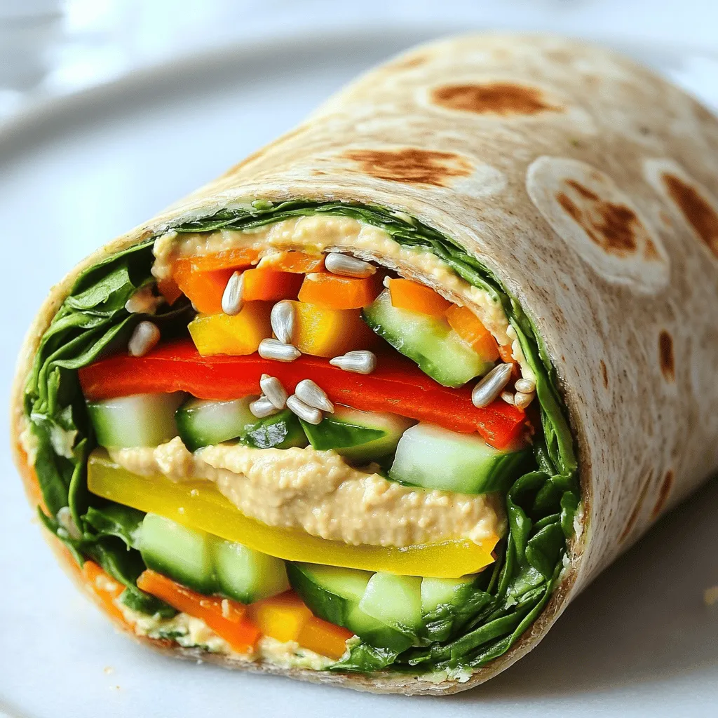 Healthy lunches can be fun and tasty. Here are key ingredients you can use: - 1 large whole wheat tortilla - 1/4 cup hummus (choose your favorite flavor) - 1/2 cup fresh spinach leaves, washed and dried - 1/4 cup shredded carrots - 1/4 cup assorted bell peppers, thinly sliced (red, yellow, and green) - 1/4 cup cucumber, diced into small pieces - 1/4 ripe avocado, thinly sliced - Salt and pepper, to taste - 1 tablespoon fresh lemon juice - Optional: 1 tablespoon sunflower seeds, for added crunch These ingredients make a great base for a nutritious wrap. They provide a mix of flavors and colors that kids love. Each ingredient in this wrap offers unique benefits: - Whole wheat tortilla: High in fiber, it keeps kids full longer. - Hummus: Packed with protein and healthy fats. - Spinach: Rich in iron and vitamins A and K, good for growth. - Carrots: Great for eye health with beta-carotene. - Bell peppers: Full of vitamin C, which boosts the immune system. - Cucumber: Hydrating and low in calories, perfect for kids. - Avocado: Contains healthy fats that support brain health. - Lemon juice: Adds flavor and vitamin C without extra calories. - Sunflower seeds (optional): Add crunch and extra protein. Together, these ingredients create a balanced meal that fuels kids for their day. To keep things exciting, you can mix in some fun add-ins: - Cooked chicken or turkey: Adds protein for growing kids. - Cheese slices: For a creamy texture and extra flavor. - Olives or pickles: For a tangy kick that kids might enjoy. - Fresh herbs: Like basil or cilantro for added freshness. - Sliced apples or berries: For a sweet touch that pairs well. By adding these options, you can create new flavors and textures. This makes lunch fun and keeps your child interested in healthy foods. For a full recipe, check out the Rainbow Veggie Wrap. 1. Start by laying the large whole wheat tortilla flat on a clean surface. 2. Spread 1/4 cup of your favorite hummus evenly across the tortilla. Leave about an inch from the edges. 3. Place 1/2 cup of fresh spinach leaves in the center of the tortilla. 4. Add 1/4 cup of shredded carrots on top of the spinach. 5. Next, layer 1/4 cup of assorted bell peppers and 1/4 cup of diced cucumber over the carrots. 6. Top it off with 1/4 sliced avocado. Sprinkle a bit of salt, pepper, and drizzle with 1 tablespoon of lemon juice. 7. If you want a bit of crunch, add 1 tablespoon of sunflower seeds. 8. Fold in the sides of the tortilla. Start rolling from the bottom to keep the filling packed tight. 9. Slice the wrap in half diagonally with a sharp knife. 10. Wrap it in parchment paper or place it in a lunch container for easy transport. - Make sure to keep the filling tight so it doesn’t spill. - Use parchment paper to hold the wrap together. - Choose a sturdy lunch container to keep it fresh. - Consider using toothpicks to secure the wrap if needed. - Prepare the veggies ahead of time and store them in the fridge. - Make several wraps at once and wrap them in parchment. - Use leftovers from dinner in the wraps for quick meals. - Keep the wraps simple, focusing on a few fresh ingredients for ease. This way, you can craft delicious, healthy lunches that kids will love in no time! For more ideas, check out the Full Recipe. You can make lunches fun by adding a twist. Change up the fillings in your wraps. Use different spreads like cream cheese or guacamole. Try various veggies, cheeses, or proteins like turkey or chicken. You can even add fruits like apple slices or grapes. Mix colors and textures for a vibrant look. Kids love variety, so keep it interesting! To make lunches more appealing, involve your kids in the process. Let them pick their favorite ingredients. Use cookie cutters to shape sandwiches into fun designs. Brightly colored containers can also catch their attention. Offer dips like ranch or yogurt for veggies. Including a small treat, like dark chocolate, can make lunch exciting. Keeping it simple and fun will help kids eat healthier. Pack lunches in insulated containers to keep food fresh. Use ice packs to maintain cool temperatures. Seal wraps in parchment paper to hold them together, making them easy to grab. Layer items in the lunchbox to prevent sogginess. Place drier items at the bottom and wetter items on top. Encourage your kids to help you pack their lunch. They will feel proud and more likely to eat it. For a great recipe, try the Rainbow Veggie Wrap! {{image_4}} You can easily swap ingredients in the Rainbow Veggie Wrap. For gluten-free diets, use a gluten-free tortilla. If your child dislikes hummus, try cream cheese or nut butter as a spread. You can also use different veggies like kale or sprouts. If they need more protein, add sliced turkey or hard-boiled eggs. These small changes keep meals fun and tasty. Wraps are great, but sandwiches can be just as fun. Use whole grain bread for a classic twist. Spread avocado or yogurt-based dressing instead of butter. Fill the sandwich with turkey, cheese, and spinach for a tasty meal. You can also create a mini bagel sandwich with cream cheese and smoked salmon. Remember, kids love variety, so mix it up often! Leftovers can be a time-saver for school lunches. If you have grilled chicken, slice it for a wrap or sandwich. Use extra veggies from dinner to add crunch and color. Rice or quinoa can also be packed in a small container. Kids love these creative meals, and it reduces food waste. By using leftovers, you save time and keep lunch exciting! To keep school lunches tasty and safe, follow these tips. Use airtight containers to stop air from spoiling food. Pack items separately to keep them fresh. A lunch bag with ice packs helps keep everything cool until lunchtime. If you make a rainbow veggie wrap, wrap it tightly in foil or parchment paper. This keeps it from falling apart and makes it easy to grab. Fresh ingredients are key to yummy lunches. Store veggies in a damp paper towel to keep them crisp. If you use avocado, add lemon juice to slow browning. Keep fruits like apples and grapes in containers with a little space. This helps air circulate and keeps them fresh. If you have leftovers, store them in the fridge right away to avoid spoilage. Safety is crucial when packing lunch. Always wash your hands before preparing food. Clean all surfaces and utensils with hot, soapy water. When using meat or dairy, make sure they are cold when packed. Check the expiration dates on all items, too. If your child’s lunch has been out for more than two hours, it’s better to throw it away. Keeping these practices in mind helps ensure your child eats healthy and safe meals at school. Some quick healthy lunch ideas include wraps, salads, and bento boxes. A fun wrap, like the Rainbow Veggie Wrap, takes only 10 minutes to prepare. You can fill it with fresh veggies and hummus. Kids love colorful food. You can also try whole grain sandwiches with lean meats and veggies. Don't forget fruit! Sliced apples or grapes are easy and healthy. To ensure your child gets enough nutrients, include a variety of foods. Aim for fruits, veggies, whole grains, and proteins. Each meal should have at least one food from each group. This helps kids get vitamins and minerals. You can also talk to a doctor for advice on nutrition. They can help you choose the right foods for your child. Good snack options include yogurt, nuts, and cheese sticks. You can also try veggie sticks with dip or whole grain crackers. Dried fruit or popcorn can be fun, too! These snacks add energy and nutrition. Make sure to check for allergies before packing snacks. Healthy snacks keep kids happy and focused in school. Yes, you can prepare school lunches the night before! This saves time in the morning. You can pack wraps, salads, and snacks in containers. Just keep them in the fridge overnight. It helps to choose foods that stay fresh, like the Rainbow Veggie Wrap. Make sure to add a cold pack to keep everything cool until lunchtime. In this article, we explored how to prepare healthy school lunches. We discussed essential ingredients and their nutritional value. You learned step-by-step instructions for making a rainbow veggie wrap and packing tips. We also shared creative ways to customize lunches and different dietary options. Remember, storing lunches properly keeps them fresh and safe. By using these tips, you can make tasty, nutritious lunches your kids will love. Happy packing!