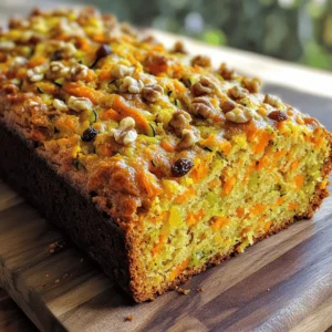 - 1 cup freshly shredded carrots - 1 cup freshly shredded zucchini (make sure to squeeze out excess moisture) - 1/2 cup unsweetened applesauce - 1/2 cup vegetable oil - 3/4 cup packed brown sugar - 1/4 cup granulated sugar - 3 large eggs, at room temperature - 1 teaspoon pure vanilla extract These ingredients create a moist and flavorful bread. Carrots and zucchini add natural sweetness and moisture. The applesauce helps keep the bread soft, while the eggs provide structure. - 2 cups all-purpose flour - 1 teaspoon baking soda - 1 teaspoon baking powder - 1/2 teaspoon fine sea salt - 1 teaspoon ground cinnamon - 1/4 teaspoon ground nutmeg These dry ingredients give the bread its rise and texture. The spices add warmth and depth. Make sure to measure them accurately for the best results. - 1/2 cup chopped walnuts or pecans (optional for added crunch) - 1/2 cup raisins or dried cranberries (optional for sweetness) Adding nuts or dried fruits enhances the flavor and texture. They provide extra nutrition and make each bite exciting. If you love a bit of crunch, go for the nuts. For added sweetness, choose the dried fruits. For the full recipe, check out the Carrot Zucchini Delight Bread. Start by preheating your oven to 350°F (175°C). This ensures a nice bake. Next, grab a 9x5 inch loaf pan. Lightly grease it with cooking spray or butter. This will help the bread come out easily after baking. In a large bowl, combine the packed brown sugar, granulated sugar, and vegetable oil. Use a whisk to blend them together until smooth. This step adds flavor and moisture. Now, crack in the eggs. Add the vanilla extract and unsweetened applesauce. Whisk these wet ingredients until they are creamy and well mixed. In a separate bowl, sift together the all-purpose flour, baking soda, baking powder, fine sea salt, ground cinnamon, and ground nutmeg. This helps to mix the dry ingredients evenly. Stir them well to ensure everything is combined. Gradually add the dry mixture into the wet ingredients. Use a rubber spatula to gently fold them together. Stir the batter until just combined. Remember, a few lumps are okay; do not over-mix! Now, it’s time to fold in the shredded carrots and zucchini. Make sure they are spread evenly throughout the batter. If you want to add nuts or dried fruits, gently mix them in. This step boosts the flavor and texture. Now you’re ready to transfer the thick batter into your prepared loaf pan. Use the spatula to smooth the top. For the full recipe, check out Carrot Zucchini Delight Bread. To ensure even baking, start by preheating your oven to 350°F (175°C). Use a light-colored loaf pan. Dark pans can cause the bread to bake too quickly on the outside. Always check for doneness by inserting a toothpick into the center. If it comes out clean, your bread is ready! Over-mixing can make your bread tough. When you combine wet and dry ingredients, stir gently. It's okay if the batter has a few lumps. This will help keep your bread light and fluffy. Remember, the key is to mix just until all the flour is wet. For a beautiful presentation, slice the bread into thick pieces. Arrange them on a lovely plate. You can sprinkle some cinnamon on top for a pop of color. Add a dollop of whipped cream cheese on the side. This adds a tasty touch and makes it look extra special. Enjoy serving your carrot zucchini bread! For the complete recipe, check out Full Recipe. {{image_4}} You can easily change the flavors of your carrot zucchini bread. Adding spices is a great start. For a warm touch, try adding more cinnamon, or a pinch of ginger. If you love vanilla, use a bit more vanilla extract. You can also add a splash of almond extract for a nutty taste. Each of these options can create a new twist on the classic recipe. If you're looking for gluten-free options, use almond flour or coconut flour. These flours can keep your bread moist and tasty. For sugar substitutes, try using honey or maple syrup. These natural sweeteners can add a nice flavor while cutting out refined sugars. Always remember to adjust the wet ingredients if needed, as some substitutes can alter moisture levels. Sometimes, you might not have all the ingredients at hand. No worries! You can swap nuts based on what you have. Instead of walnuts or pecans, try using almonds or hazelnuts. For fruits, if you don't have raisins or cranberries, consider using chopped dates or apricots. These swaps can keep your bread fresh and interesting. Check the Full Recipe for more ideas! You can store your carrot zucchini bread at room temperature for two to three days. Just wrap it in plastic wrap or foil. This keeps it fresh and moist. If you want it to last a bit longer, place it in the fridge. It will stay good for up to a week when chilled. Just remember, refrigeration may change the texture slightly. For longer storage, freezing is your best option. Wrap the cooled loaf tightly in plastic wrap, then place it in a freezer bag. You can freeze it for up to three months. When you’re ready to enjoy it again, let it thaw in the fridge overnight. This helps keep the flavors intact. To reheat your carrot zucchini bread, slice off a piece and place it in the microwave. Heat it for about 15 to 20 seconds. This warms it nicely without drying it out. If you like a crispy crust, use an oven. Preheat it to 350°F (175°C) and bake the slices for about 5 to 10 minutes. This will bring back that fresh-baked taste. For more details on making this delicious treat, check out the Full Recipe. To check if the bread is done, use the toothpick test. Insert a toothpick into the center of the bread. If it comes out clean, your bread is ready. If it has wet batter on it, bake longer. You can also gently press the top; it should spring back without sinking. Yes, you can make this recipe vegan! Replace the three eggs with one of these options: - 1/4 cup unsweetened applesauce (for each egg) - 1/4 cup mashed banana (for each egg) - 1 tablespoon ground flaxseed mixed with 2.5 tablespoons water (let it sit for five minutes) For dairy, swap the vegetable oil with coconut oil or use vegan butter instead. Carrots and zucchini are great for you! Here are some health benefits: - Carrots are high in beta-carotene, which helps your eyes. - They are also rich in fiber, aiding digestion. - Zucchini is low in calories and packed with vitamins A and C. - It also provides potassium, which helps your heart. Using these veggies in the bread makes it tasty and healthy. Enjoy your Carrot Zucchini Bread with all its wonderful benefits! You now know the key ingredients, steps, and tips to make delicious vegetable bread. Fresh veggies add flavor and nutrition, while clever storage ideas keep it fresh. Remember, you can easily change flavors and swap ingredients to fit your needs. This recipe is flexible and fun. Try it out, share with friends, and enjoy a tasty treat. Cooking should be simple and enjoyable, so have fun experimenting in your kitchen!