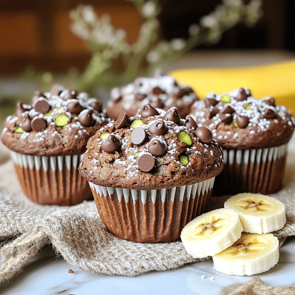 - 1 cup grated zucchini (approximately 1 medium zucchini) - 1 cup mashed ripe bananas (roughly 2 large bananas) - 1/2 cup unsweetened cocoa powder - 1/2 cup granulated sugar - 1/4 cup packed brown sugar - 1/2 cup vegetable oil - 2 large eggs - 1 teaspoon pure vanilla extract - 1 cup all-purpose flour - 1 teaspoon baking soda - 1/2 teaspoon baking powder - 1/4 teaspoon salt - 1/2 cup semisweet or dark chocolate chips - Optional: 1/4 cup chopped nuts (walnuts or pecans) - Use one medium zucchini to get about 1 cup of grated zucchini. - Two large ripe bananas yield roughly 1 cup when mashed. - Cocoa powder and sugars are each measured by volume. - Oil and eggs contribute moisture and richness to the mix. - Baking soda and baking powder help the muffins rise. - The chocolate chips add a sweet, gooey center to each muffin. - Choose ripe bananas; they should be brown and soft for the best flavor. - Fresh zucchini gives moisture without making the muffins soggy. - Use unsweetened cocoa powder for a rich chocolate taste. - I recommend using high-quality chocolate chips for a decadent bite. - If you add nuts, make sure they are fresh for the best crunch. For the full recipe, check the link provided. Start by preheating your oven to 350°F (175°C). This gives your muffins a nice rise. Next, grab a muffin tin. Line it with paper liners or lightly grease each cup. This prevents sticking and makes cleanup easier. Take one medium zucchini and grate it using a box grater. After grating, place the zucchini in a clean kitchen towel. Twist the towel to squeeze out any extra moisture. This step is key, as too much moisture can make your muffins soggy. In a large mixing bowl, combine 1 cup of mashed ripe bananas, 1/2 cup of granulated sugar, and 1/4 cup of brown sugar. Add 1/2 cup of vegetable oil, 2 large eggs, and 1 teaspoon of vanilla extract. Whisk everything together until it is smooth. This mixture should be thick and well-blended. In a separate bowl, sift together 1/2 cup of cocoa powder, 1 cup of all-purpose flour, 1 teaspoon of baking soda, 1/2 teaspoon of baking powder, and 1/4 teaspoon of salt. Stir these dry ingredients together well. This helps to evenly distribute the baking powder and soda. Gradually add the bowl of dry ingredients into your wet banana mixture. Stir gently until just combined. It’s okay if there are a few lumps; avoid overmixing. This will keep your muffins light and fluffy. Using a spoon or a cookie scoop, fill each muffin cup about 3/4 full with batter. This allows room for the muffins to rise without spilling over. Try to be even for a uniform bake. Place the muffin tin in the preheated oven and bake for 18 to 22 minutes. Check doneness by inserting a toothpick in the center of a muffin. If it comes out clean, they are ready. A bit of melted chocolate on the toothpick is fine! Once baked, let the muffins cool in the tin for about 5 minutes. After that, gently transfer them to a wire rack to cool completely. This helps prevent sogginess on the bottom. Enjoy those warm muffins soon after! For the complete recipe, refer to the full recipe section. To keep your muffins moist, use ripe bananas. Ripe bananas add natural sweetness and moisture. Grate the zucchini and squeeze out excess water. This step prevents the muffins from becoming soggy. Also, do not overmix the batter; this keeps air pockets that make muffins light and fluffy. One common mistake is not measuring ingredients accurately. Use a kitchen scale for precision. Another mistake is skipping the cooling time. Muffins continue baking in the pan. Let them cool for a few minutes before transferring them to a wire rack. This helps them set and stay tender. Use a good muffin tin for even baking. Paper liners make cleanup easy and help with portion control. A box grater is perfect for zucchini. A mixing bowl and whisk are essential for combining wet ingredients. Lastly, invest in a toothpick to check if your muffins are done. Store muffins in an airtight container at room temperature. They stay fresh for about three days. For longer storage, freeze them in a freezer-safe bag. When ready to eat, reheat in the microwave for 15–20 seconds. This brings back the fresh-baked taste. For the full recipe, check out the complete guide. {{image_4}} You may want to make these muffins gluten-free. Use a gluten-free flour blend instead of all-purpose flour. This swap keeps the texture great while meeting dietary needs. For those avoiding sugar, consider using a sugar substitute like erythritol or stevia. These options provide sweetness without the calories. You can add spices to boost flavor. Cinnamon or nutmeg works well and adds warmth. Try using different kinds of chocolate, like white chocolate or milk chocolate, for a unique taste. For a kick, mix in some chili powder or cayenne pepper. This adds a fun surprise to each bite. Serve these muffins warm, and they taste even better! Top them with a light dusting of powdered sugar or a drizzle of melted chocolate. You can also pair them with a dollop of whipped cream. These muffins go great with a cup of coffee or tea. Enjoy them as a snack or a dessert. For the full recipe, check the link! To keep your muffins fresh, store them in an airtight container. This prevents air from making them dry. You can also wrap them tightly in plastic wrap. If you want to keep them for a few days, place them in the fridge. The cold can help maintain their moisture. If you want to save muffins for later, freezing is a great option. First, let the muffins cool completely. Then, wrap each muffin in plastic wrap. Place the wrapped muffins in a freezer bag or airtight container. They can last up to three months in the freezer. When you are ready to eat them, thaw at room temperature or heat in the microwave. To enjoy your muffins longer, add a slice of bread to the storage container. The bread will help keep the muffins moist. Store them in a cool, dark place away from direct sunlight. Avoid keeping them near strong-smelling foods, as they can absorb those odors. You can swap some ingredients for healthier options. Use whole wheat flour instead of all-purpose flour. Try reducing the sugar by a quarter. You can also add nuts or seeds for healthy fats. Finally, consider using applesauce instead of oil for moisture. These changes keep the muffins tasty and boost nutrition. Yes, you can! To make mini muffins, fill each cup about half full. Bake for 10-15 minutes instead of the regular time. Always check with a toothpick to see if they are done. Mini muffins are great for snacks or lunchboxes. If you need an egg substitute, use 1/4 cup unsweetened applesauce for each egg. You can also use 1/4 cup yogurt or 1/2 ripe mashed banana. Flaxseed meal works too! Mix 1 tablespoon of flaxseed with 2.5 tablespoons of water and let it sit for a few minutes. If your muffins don’t rise, check a few things. Make sure your baking soda and baking powder are fresh. Too much liquid can also weigh them down. Ensure you mixed the batter gently, as overmixing can create dense muffins. Lastly, fill the cups only 3/4 full for the best rise. Semisweet chocolate chips are sweeter and have a mild chocolate flavor. Dark chocolate chips contain more cocoa and have a rich taste. If you prefer a sweeter muffin, use semisweet. Choose dark chocolate if you want a deeper chocolate flavor. You can find the full recipe for Chocolate Zucchini Banana Bread Muffins in the earlier sections of this article. Enjoy the blend of flavors and textures in this delightful treat! In this blog post, we explored all the ingredients needed for tasty muffins. You learned about proper measurements and the quality of each item. We then covered step-by-step instructions to help you bake perfectly. We shared tips to keep your muffins moist and avoid common mistakes. You discovered fun variations and smart storage methods. Finally, we answered common questions to ensure your baking success. With this knowledge, you can make muffins that taste great and last longer. Enjoy your baking journey!