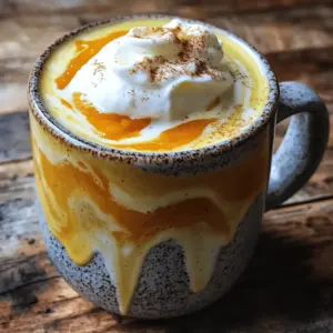 - 1 cup brewed chai tea - 1/2 cup unsweetened pumpkin puree - 1 cup milk (dairy or non-dairy) - 2 tablespoons maple syrup - 1/2 teaspoon pumpkin pie spice - 1/2 teaspoon vanilla extract - Whipped cream (optional) A serving of this Pumpkin Chai Latte has about 180 calories. It includes about 6 grams of fat, 30 grams of carbohydrates, and 4 grams of protein. The chai tea adds strong flavors and antioxidants. Pumpkin puree is a great source of vitamin A. Maple syrup provides natural sweetness and minerals. You can swap maple syrup for honey or agave syrup if you prefer. For non-dairy milk, try almond, oat, or coconut milk. If you like more spice, feel free to add extra pumpkin pie spice or even cinnamon. Adjust these to match your taste. This section gives you a clear view of what you'll need. For the full recipe, check the earlier part of the article. Enjoy crafting your perfect cup of Pumpkin Chai Latte! To make a great Pumpkin Chai Latte, start by brewing the chai. Use either tea bags or loose leaf chai. I suggest using a robust blend for the best flavor. - Boil water and pour it over the tea. - Let it steep for about 5 minutes. - After steeping, remove the tea bags or strain out the leaves. For the best chai, look for blends that contain spices like cardamom, ginger, and cinnamon. These spices give the chai its warm and cozy flavor. Next, combine the chai with pumpkin and sweetener. - Pour the brewed chai into a small saucepan. - Add 1/2 cup of unsweetened pumpkin puree and 2 tablespoons of maple syrup. Use a whisk to mix it all together. It’s key to ensure there are no lumps. Heat this mixture on medium heat for about 2-3 minutes. Stir frequently until it is warm. Now, let’s prepare the milk. You can use dairy or any non-dairy milk you like. - Heat the milk in a separate saucepan. - Watch it closely to avoid boiling. If you have a milk frother, use it to froth the milk until it doubles in volume. If you don’t have one, a whisk works well too. Frothing adds a nice lightness to the drink, making it even more delightful. Once your chai and pumpkin mixture is ready, add the frothed milk. This process will create a lovely layered effect. You can find the full recipe to guide you through the steps to enjoy this rich and flavorful fall drink. To make your Pumpkin Chai Latte pop, add spices like cinnamon and nutmeg. These spices add warmth and depth. Start with 1/4 teaspoon of each spice, then taste and adjust as needed. You want a balance that suits your taste buds. If you like it sweeter, add more maple syrup. Always taste as you go to find your perfect mix. Your latte deserves a beautiful finish. Try drizzling caramel on top for sweetness and flair. You can also sprinkle chocolate shavings for a fun twist. Choose a cozy, colorful mug to serve your drink. A clear glass can showcase the layers of colors, too. Make it visually stunning for that extra special touch. Many people overheat milk, which can ruin the texture. Keep the milk steaming but not boiling. Always watch it closely. Another mistake is not blending the pumpkin puree well. Lumps can spoil the creamy texture you want. Use a whisk to blend thoroughly until smooth. These small steps make a big difference in taste and texture. {{image_4}} You can change your Pumpkin Chai Latte in fun ways. Consider adding different flavors like vanilla or caramel. These will make your drink sweeter and richer. If you want a thicker latte, use less milk. For a lighter drink, add more milk or use a frother. Pumpkin Chai Lattes fit well with fall holidays. For Halloween, add spooky sprinkles or a dash of cinnamon. At Thanksgiving, top it with whipped cream and a sprinkle of nutmeg. These small touches make your latte festive and fun. Many cafés serve their own versions of Pumpkin Chai Lattes. Starbucks offers a popular one, rich in pumpkin flavor but sweet. Local coffee shops may have unique twists, like using fresh spices or local pumpkin puree. Try different ones to find your favorite taste. After making your Pumpkin Chai Latte, you might have some left. To store it, pour the latte mixture into an airtight container. This helps keep it fresh and prevents other smells from mixing in. You can keep it in the fridge for up to three days. After that, the taste may fade. You can freeze pumpkin chai lattes if you want to save some for later. Pour the cooled mixture into freezer-safe containers or ice cube trays. This keeps it from getting freezer burn. The lattes can last frozen for up to one month. When you're ready to enjoy, take them out of the freezer and let them thaw in the fridge overnight. To warm up your latte, use a microwave or a saucepan. If using a microwave, heat it in short bursts. Stir after each burst to avoid hot spots. If you choose a saucepan, heat over low heat and stir often. This gentle warming keeps the texture smooth and creamy. Enjoy every sip! A Pumpkin Chai Latte is a cozy drink that blends spicy chai tea with pumpkin puree. This drink stands out because it offers a warm, rich flavor profile. The chai spices, like cinnamon and ginger, mix perfectly with the creamy pumpkin. Together, they create a comforting fall treat that warms your heart and soul. To make your Pumpkin Chai Latte vegan, you need to swap a few ingredients. Use non-dairy milk, like almond or oat milk, instead of regular milk. Also, replace maple syrup with agave syrup if you prefer. This way, you keep all the flavors without using any animal products. You can find ready-made Pumpkin Chai Lattes in many coffee shops and cafes during fall. Look for brands like Starbucks and Dunkin' for popular options. Some grocery stores also sell bottled versions in the dairy aisle. When shopping, check the labels for taste and ingredients that suit your needs. Yes, you can make this recipe in bulk! Simply multiply each ingredient by the number of servings you need. For example, if you want to serve 8 people, double the chai, pumpkin, and milk amounts. Keep the same cooking steps, but use a larger pot. Enjoy your Pumpkin Chai Latte with friends and family! This blog post covered how to make a delicious Pumpkin Chai Latte. You learned about the key ingredients and their health benefits. We also explored ways to customize flavors and avoid common mistakes. Remember, your drink can be as unique as you are. Adjust sweetness or try new spices to find your perfect blend. Enjoy creating this warm treat and share it with friends for a cozy fall experience.
