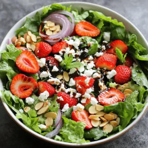 The best strawberry feta salad needs fresh, vibrant ingredients. Here’s what you'll use: - 4 cups mixed greens (spinach, arugula, or spring mix) - 1 cup fresh strawberries (hulled and sliced) - 1/2 cup crumbled feta cheese (aged is best for flavor) - 1/4 cup sliced almonds (lightly toasted) - 1/4 small red onion (thinly sliced) - 1/4 cup balsamic glaze (store-bought or homemade) - 2 tablespoons extra virgin olive oil - Sea salt and black pepper (to taste) - Fresh mint leaves (optional for garnish) These ingredients create a colorful, tasty salad. The mixed greens provide crunch and nutrients. The strawberries add natural sweetness. Feta cheese brings creaminess and a salty kick. Almonds offer a nice crunch, and red onion gives a mild bite. You can customize your salad with these fun extras: - Avocado slices for creaminess - Grilled chicken or shrimp for protein - Blueberries or raspberries for mixed berry goodness - Cucumber slices for a refreshing crunch These additions can change the flavor and texture. Feel free to experiment based on what you like! While the balsamic glaze is delicious, you can try these dressings too: - Lemon vinaigrette for a zesty touch - Honey mustard for sweetness - Poppy seed dressing for a nutty twist Switching up the dressing can keep your salad exciting. Each option brings its unique flair. You can find the full recipe in the "Full Recipe" section. Enjoy making your salad! Start by gathering your main ingredients. You need mixed greens, fresh strawberries, feta cheese, sliced almonds, and red onion. Begin by washing the greens under cold water. Dry them gently with a clean towel or a salad spinner. Next, hull the strawberries and slice them into thin rounds. The thin slices will blend well with the greens. In a large salad bowl, add the mixed greens, sliced strawberries, and red onion. This colorful mix forms the base of your salad. The greens provide crunch, while the strawberries add sweetness and juiciness. For the dressing, you will need balsamic glaze and olive oil. Pour the balsamic glaze into a small bowl. Add the extra virgin olive oil. Whisk these together until they mix well. This creates a rich, flavorful dressing that enhances the salad. You can adjust the amounts to suit your taste. If you like it sweeter, add more glaze. For a lighter touch, increase the olive oil. Once your base ingredients and dressing are ready, it’s time to combine them. Drizzle the balsamic dressing evenly over the salad mix. Gently toss the salad with your hands or a large spoon. This helps coat every piece without crushing the strawberries. Season the salad with sea salt and freshly cracked black pepper to your liking. Let the salad sit for about five minutes. This resting time allows the flavors to meld beautifully. Just before serving, add the crumbled feta cheese and toasted almonds on top. These add creaminess and crunch. If you want, garnish with fresh mint leaves for a refreshing finish. You can find the full recipe for this delightful Strawberry Feta Salad at [Full Recipe]. To make your strawberry feta salad pop, use ripe strawberries. Their sweetness adds joy to each bite. Crumbled feta cheese should be aged. This gives a sharp taste that mixes well with the berries. Add a pinch of sea salt to boost flavors. Toasted almonds provide a nice crunch and a nutty flavor. Lastly, fresh mint leaves can brighten the dish. They add a refreshing twist that complements the strawberries. Serve your salad in a large, shallow bowl. This allows the colors to shine. Layer the greens first, then add the strawberries and onion. Sprinkle the feta and almonds on top for a beautiful look. For extra flair, place whole strawberries and mint sprigs on the salad. A drizzle of balsamic glaze over the top makes it inviting and delicious. Make your salad right before serving. This keeps the greens crisp and bright. If you need to prepare ahead, store the dressing separately. Add it just before serving for the best taste. Allow the salad to rest for about five minutes before serving. This lets the flavors blend nicely, enhancing the overall experience. For the full recipe, check out The Ultimate Strawberry Feta Salad. {{image_4}} You can mix and match greens in this salad. Try baby spinach, arugula, or even kale. Each green brings a unique flavor and texture. For fruits, other berries like blueberries or raspberries work well. You might also add diced apples or peaches for a sweet twist. Experimenting with different greens and fruits lets you create your perfect mix. To turn this strawberry feta salad into a meal, add some protein. Grilled chicken or shrimp pairs nicely with the salad. You can also use chickpeas or black beans for a plant-based option. Adding nuts like walnuts or pecans boosts the protein too. These additions make the salad filling and satisfying. If you want a vegan version, skip the feta cheese. Instead, use avocado for creaminess. You can also add nutritional yeast for a cheesy flavor. For dressing, use a simple mix of olive oil and vinegar. This keeps the salad fresh and tasty while fitting a vegan diet. Enjoy the same great flavors without dairy! To keep your strawberry feta salad fresh, store it in an airtight container. This will prevent moisture loss and keep the salad crisp. Avoid dressing the salad until you're ready to eat. Dressing can make greens soggy and limp. Store mixed greens in a damp paper towel inside a plastic bag. This method helps maintain their crispness. For strawberries, keep them in the fridge but do not wash them until you're ready to use them. This keeps them from getting mushy. Feta cheese should stay in its brine or in a sealed container to prevent it from drying out. You can enjoy your salad leftovers for up to two days. However, the taste and texture will be best within the first day. After that, the greens may wilt, and the strawberries may lose their firmness. Always check for freshness before eating! Yes, you can use frozen strawberries. However, fresh strawberries provide the best taste and texture. If you choose frozen, thaw them first. Drain excess water to keep the salad crisp. If you need a feta substitute, try goat cheese or ricotta. These cheeses add creaminess. You can also use a dairy-free cheese for a vegan option. Adjust the amount to your taste. To prep ahead, wash and slice the strawberries and onions. Store them in separate containers. Keep the dressing in a jar. Combine everything just before serving to keep it fresh and crunchy. For the full recipe, check [Full Recipe]. You learned about key ingredients, steps, and tips to make a great salad. Remember, fresh ingredients and the right dressing can boost flavor. Try different greens, fruits, and proteins for variety. Proper storage keeps your salad fresh longer. Use what you learned to create your own unique versions. Enjoy making delicious salads and sharing them with friends and family!