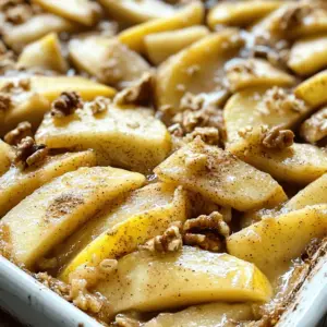 - 4 medium apples (Granny Smith or Honeycrisp recommended) - 1 cup rolled oats - 1 cup packed brown sugar - ½ cup walnuts or pecans (optional) - ½ cup unsalted butter - 1 cup whole milk - 1 teaspoon pure vanilla extract - 1 teaspoon ground cinnamon - ½ teaspoon ground nutmeg The ingredients here make your apple casserole simple and tasty. You want to start with fresh apples. Granny Smith apples give a nice tartness. Honeycrisp apples are sweet and crisp. Either choice works well. Next, rolled oats add texture and heartiness. Brown sugar brings a lovely sweetness. If you like nuts, add walnuts or pecans for a crunchy twist. You can skip them if you prefer a smoother dish. For the baking essentials, use unsalted butter to control the salt level. Whole milk adds creaminess, while pure vanilla extract gives a warm flavor. Finally, cinnamon and nutmeg spice up your dish. They create a cozy aroma and taste. Together, these ingredients create a delightful apple casserole that anyone can enjoy. For the full recipe, check out the details below. - First, preheat your oven to 350°F (175°C). - Lightly grease a 9x13-inch baking dish with butter or cooking spray. - Next, peel, core, and slice the apples. I like using Granny Smith or Honeycrisp for a nice tart flavor. - In a large bowl, combine the sliced apples, rolled oats, brown sugar, cinnamon, nutmeg, and nuts if you choose. - Mix it well, so the apples are coated nicely. - In another bowl, whisk together the melted butter, milk, and vanilla extract until smooth. - Pour the wet mixture over the dry ingredients, stirring gently. - Transfer everything to the greased baking dish and spread it evenly. - Bake in the preheated oven for 40-45 minutes. Look for soft apples and a golden top. - Once done, take it out and let it cool for about 10 minutes before serving. For the full recipe, check out the details above and enjoy this delicious dish! Choose tart apples for the best flavor. Tart apples balance the sweetness of the dish. I like using Granny Smith or Honeycrisp apples. Both add a nice zing to the casserole. Their firm texture holds up well during baking, making them ideal for this recipe. To know when your casserole is done, check the apples. They should be soft but not mushy. A golden brown top is a sign of perfection. For a crispy top layer, sprinkle a few extra oats before baking. You can also broil the casserole for a minute at the end. Just keep an eye on it to avoid burning. You can add more depth to your casserole with spices. A pinch of ginger or allspice can elevate the taste. For extra crunch, consider adding nuts like walnuts or pecans. If you want a sweet finish, top it with whipped cream or vanilla ice cream. You can also drizzle caramel sauce on top for a treat. For more tips, check the Full Recipe. {{image_4}} To make this easy apple casserole gluten-free, swap rolled oats with gluten-free oats. This simple change lets everyone enjoy the dish without worry. Just make sure the oats are certified gluten-free. You’ll still get that great texture and flavor. For a vegan version, you can replace butter and milk with plant-based options. Use coconut oil or vegan butter instead of regular butter. Almond milk, soy milk, or oat milk work great in place of whole milk. This way, you can keep the dish creamy and delicious without any animal products. You can add other fruits to the casserole for extra flavor. Pears, peaches, or berries can pair well with apples. Just chop them up and mix them in with the apples. This adds a fun twist and diverse tastes to your dish. Feel free to experiment with what you have on hand! For the full recipe, check out the complete instructions! To store leftover casserole, let it cool first. Then, place it in an airtight container. This helps keep it fresh. I recommend using glass containers. They seal well and are easy to clean. You can also use plastic containers with tight lids. Make sure to eat it within three to five days for the best taste. If you want to freeze it, let it cool completely. Then, cut it into portions. Wrap each piece in plastic wrap. This keeps it safe from freezer burn. After wrapping, put the pieces in a freezer bag. Be sure to label the bag with the date. To reheat, thaw it in the fridge overnight. Then, bake at 350°F (175°C) until warm. This keeps the flavor and texture nice. In the fridge, the casserole lasts about three to five days. In the freezer, it can last for two to three months. After that, the taste may fade. Enjoy your delicious casserole while it’s fresh! Yes, you can use different apple types. Granny Smith apples bring a nice tartness. Honeycrisp apples are sweet and crisp. Other options include Fuji or Braeburn. Each variety adds its own flavor, so choose what you like best. Mixing apples can also create a more complex taste. Don't be afraid to experiment! You can tell the casserole is done by checking the apples. They should feel soft when pierced with a fork. The top should be golden brown and slightly crisp. A good rule is to bake for 40-45 minutes at 350°F (175°C). Your kitchen will smell amazing when it's ready! You can prepare this dish ahead of time. Just follow the steps up to mixing the ingredients. Cover the dish and store it in the fridge. When you're ready, bake it for 40-45 minutes. If you want to reheat leftovers, do so at 350°F until warm. Enjoy the ease of making this ahead! For the full recipe, check out the details provided earlier. This article covered a simple apple casserole recipe. We discussed the main ingredients, baking steps, and helpful tips. You learned how to choose the best apples and achieve the right texture. I also shared variations and storage tips to keep it fresh. Remember, cooking should be fun and easy. Enjoy trying this recipe with your favorite apples! Happy baking!