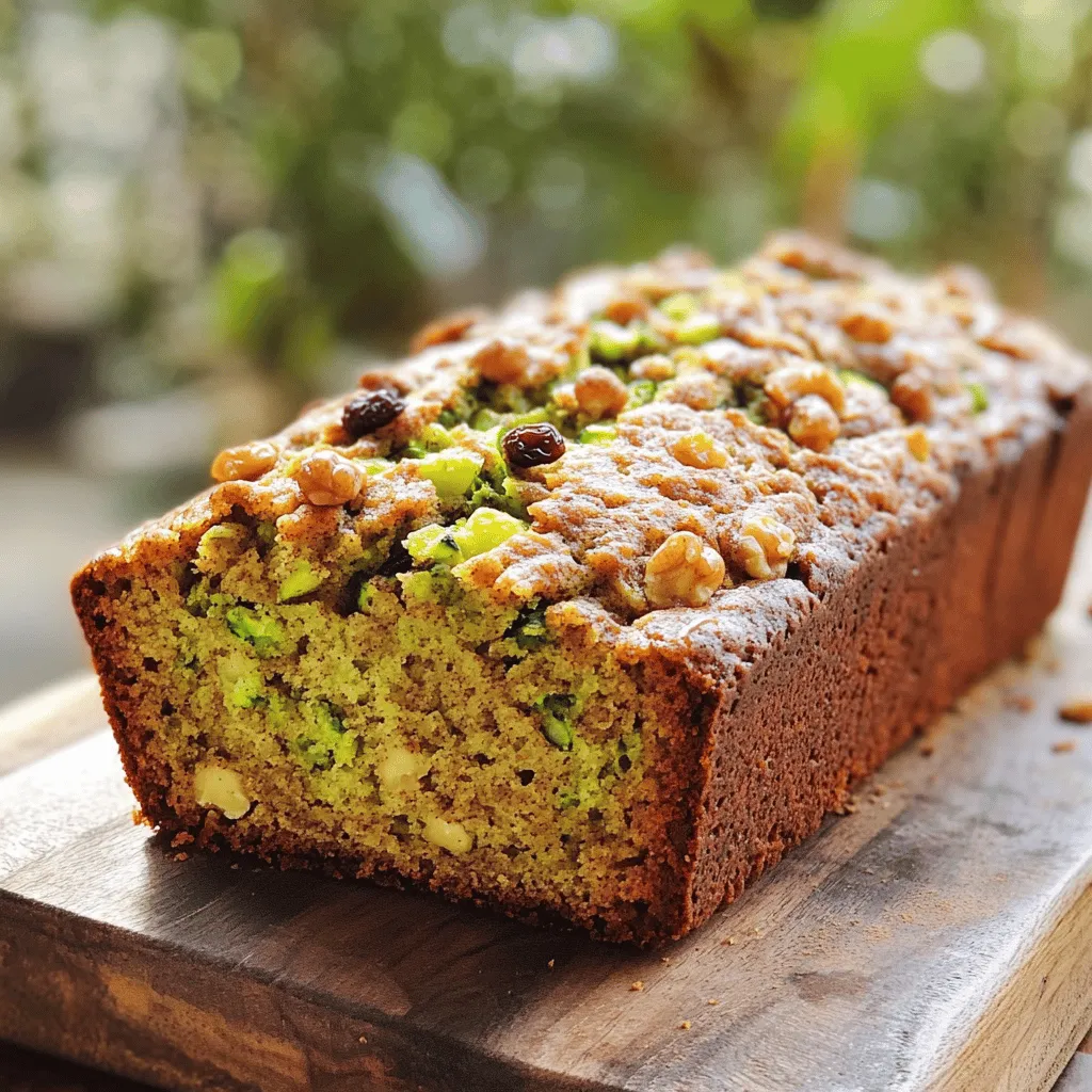 To make the best zucchini bread, gather these key ingredients: - 2 cups grated zucchini (about 2 medium zucchinis) - 1½ cups all-purpose flour - 1 cup granulated sugar - ½ cup packed light brown sugar - ½ cup vegetable oil - 3 large eggs - 1 teaspoon pure vanilla extract - 1 teaspoon baking soda - ½ teaspoon baking powder - ½ teaspoon salt - 1 teaspoon ground cinnamon - ¼ teaspoon freshly grated nutmeg These ingredients blend to create a moist and flavorful loaf. The zucchini adds moisture without overpowering the taste. You can take your zucchini bread to the next level with these optional add-ins: - ½ cup chopped walnuts or pecans - ½ cup raisins or chocolate chips Adding nuts gives a nice crunch, while raisins or chocolate chips add sweetness. You can mix and match to suit your taste. If you need gluten-free options, replace all-purpose flour with a gluten-free blend. For a vegan version, use these swaps: - Replace eggs with 1 cup of applesauce or flax eggs (1 tablespoon flaxseed meal + 2.5 tablespoons water) for each egg. - Use a neutral oil like coconut oil instead of vegetable oil. These changes help you enjoy zucchini bread while meeting dietary needs. Check the [Full Recipe] for detailed instructions on making this delicious treat. Start by preheating your oven to 350°F (175°C). This temperature ensures your zucchini bread cooks evenly. While the oven heats, prepare your loaf pan. Generously grease and flour a 9x5-inch pan. This step is key to prevent sticking. A well-prepared pan helps you remove the bread easily after baking. In a big mixing bowl, whisk together the granulated sugar, brown sugar, and vegetable oil. Mix until the blend is smooth and well-combined. This process adds moisture and sweetness to your bread. Next, add three large eggs, one at a time. Make sure to mix well after each addition. Finally, stir in one teaspoon of pure vanilla extract. This step adds a nice touch of flavor and aroma. Now, take a separate bowl to combine your dry ingredients. Mix the grated zucchini with the all-purpose flour, baking soda, baking powder, salt, ground cinnamon, and nutmeg. Stir gently until the dry mix is just combined. This step keeps the bread light and fluffy. Carefully fold this mixture into the wet ingredients. Be gentle; over-mixing can make the bread dense. If you want, add nuts or dried fruit now. Gently incorporate them into the batter. Finally, transfer your zesty batter into the prepared loaf pan. Smooth the top with a spatula for an even bake. Make sure to check the [Full Recipe] for all the steps. To get the best texture for your zucchini bread, focus on moisture. Grate the zucchini finely for a light texture. After grating, press the zucchini in a clean cloth. This removes excess water and helps your bread rise better. Don’t skip this step; it makes a big difference. Make sure to fold in the dry ingredients gently. Over-mixing can lead to dense bread. Aim for a smooth batter with a few lumps. Many home bakers make a few common mistakes. First, don’t skip preheating the oven. This ensures your bread bakes evenly. Second, measure your flour correctly. Use the spoon-and-level method to avoid too much flour. Too much flour can make your bread dry. Lastly, don’t forget to check the doneness. A toothpick should come out clean from the center. If it’s not clean, bake a bit longer. Check every few minutes. Serve your zucchini bread warm or at room temperature. Slice it into even pieces for a nice look. Arrange the slices on a rustic wooden board. For an extra touch, sprinkle some cinnamon on top. This adds a pop of color and flavor. Consider serving it with cream cheese or butter for a rich taste. You can also pair it with tea or coffee for a delightful snack. Enjoy the flavors and share with friends! {{image_4}} To make gluten-free zucchini bread, swap the all-purpose flour for a gluten-free blend. Many blends work well, but choose one that has xanthan gum. This ingredient helps bind the bread. Follow the same steps in the full recipe. You’ll enjoy a moist and tasty loaf that everyone can eat. For a vegan version, replace the eggs with flax eggs. Mix 1 tablespoon of flaxseed meal with 2.5 tablespoons of water for each egg. Let it sit for five minutes to thicken. Use coconut oil in place of vegetable oil for a richer flavor. These swaps keep the bread light and fluffy while being entirely plant-based. You can have fun adding flavors to your zucchini bread. Here are some great ideas: - Nuts: Chopped walnuts or pecans add a nice crunch. - Fruits: Try adding raisins, dried cranberries, or even chocolate chips for sweetness. - Spices: For extra warmth, mix in a bit of ginger or clove. Feel free to mix and match these options to make your bread unique! To keep your zucchini bread fresh, wrap it tightly. Use plastic wrap or foil. Store it at room temperature for up to three days. If it's warm, let it cool first. You can also keep it in an airtight container to lock in moisture. This helps prevent it from drying out. If you want to save zucchini bread for longer, freezing works great. First, slice the bread for easy serving later. Wrap each slice in plastic wrap and then place them in a freezer bag. This protects them from freezer burn. You can freeze zucchini bread for up to three months. Just remember to label the bag with the date. To enjoy leftover zucchini bread, reheat it gently. You can use a microwave or an oven. For the microwave, heat a slice for about 10-15 seconds. If you prefer the oven, preheat it to 350°F (175°C). Place the bread on a baking sheet for about 5-10 minutes. Enjoy it warm for the best texture and flavor! For the full recipe, check the previous section. To stop zucchini bread from being soggy, you must remove excess water from the zucchini. After grating, place the zucchini in a clean towel and squeeze out the moisture. This makes your bread light and fluffy. Also, avoid adding too much liquid. Stick to the recipe for best results. Yes, you can use yellow squash instead of zucchini. They have a similar texture and taste. The color may change your bread, but the flavor will still be great. Just prepare it the same way by grating and removing excess moisture. You can use several ingredients in place of eggs. Here are a few options: - 1/4 cup unsweetened applesauce for each egg. - 1/4 cup mashed banana. - 1 tablespoon ground flaxseed mixed with 3 tablespoons water (let sit for 5 minutes). These options work well to keep your bread moist. To check if your zucchini bread is done, insert a toothpick into the center. If it comes out clean or with a few crumbs, your bread is ready. If it has wet batter on it, bake for a few more minutes. The edges should look golden brown, and the top should spring back when touched. Zucchini bread is easy and fun to make. We explored key ingredients, including optional add-ins. I highlighted those who need gluten-free or vegan options. The step-by-step guide makes baking a breeze. Tips helped perfect your bread and avoid mistakes. Lastly, store it properly or freeze for later. Try the variations and answer the FAQs as you bake. Enjoy your tasty creation!