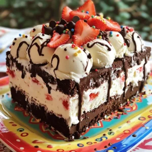 - 12 chocolate ice cream sandwiches - 1 quart vanilla ice cream, slightly softened - 1 quart strawberry ice cream, slightly softened - 1 cup whipped topping (store-bought or homemade) - 1 cup chocolate syrup - 1 cup fresh strawberries, sliced - 1 cup mini chocolate chips (optional) - Rainbow sprinkles (for garnish) The key to making this cake is the ice cream sandwiches. They form the base and give the cake its fun shape. You need three flavors of ice cream: vanilla, chocolate, and strawberry. These flavors blend well and add color. The whipped topping gives a creamy finish. Chocolate syrup adds a sweet touch, while fresh strawberries bring a fruity burst. You can boost the flavor with mini chocolate chips. They add a nice crunch. Rainbow sprinkles make the cake look festive. You can also experiment with different fruits, like bananas or blueberries. These add both taste and a pop of color. If you want a richer flavor, try using fudge sauce instead of chocolate syrup. Each add-in can make this cake your own! Start by taking 12 chocolate ice cream sandwiches. Lay 6 of them in a 9x13 inch baking dish. Place them side by side. Make sure there are no gaps. This forms the base layer. Next, scoop half of the softened vanilla ice cream. Use a spatula to spread it evenly over the sandwiches. Smooth it out to reach the edges. Now, take another 6 ice cream sandwiches. Place them on top of the vanilla layer. Align them nicely. Then, scoop the softened strawberry ice cream. Spread it over the second layer of ice cream sandwiches. Make sure it covers them fully. Finally, take the whipped topping. Spread it evenly over the strawberry ice cream. Drizzle chocolate syrup over the whipped topping. You can make designs with it. Next, add sliced strawberries and mini chocolate chips on top. This adds color and taste. Cover the dish with plastic wrap and freeze it for at least 4 hours. When it is ready, cut it into squares. For a fun touch, add rainbow sprinkles on each slice. Serve the cake on colorful plates. Enjoy your delicious Neapolitan ice cream sandwich cake! For the complete recipe, check out the Full Recipe. To make your Neapolitan ice cream sandwich cake truly special, focus on texture and taste. Start with high-quality ice cream. Choose brands with rich flavors for a better experience. Let your ice cream soften a bit before spreading. This makes it easier to layer evenly. Mixing in mini chocolate chips or fresh fruit can also enhance the flavor. Both add a fun twist! Cutting this cake can be tricky. Use a sharp knife for clean slices. Dip the knife in warm water before each cut. This helps the blade glide through the layers. Wipe the knife after each cut to keep the edges neat. You want each slice to show those beautiful layers! When serving, use colorful dessert plates for a fun look. Drizzle extra chocolate syrup on each slice just before serving. This adds flair and makes it more inviting. Add rainbow sprinkles on top for that festive touch. Fresh strawberries on the side can bring a nice color contrast and freshness to the dish. For the best experience, serve immediately after cutting. Enjoy the smiles! {{image_4}} You can switch up the flavors in this cake. Instead of chocolate, try vanilla ice cream sandwiches. Use mint or cookies and cream ice cream for a twist. You can even go tropical with coconut or mango flavors. Just mix and match your favorite ice creams to create a new taste. Each bite will feel like a surprise! If you need a gluten-free version, look for gluten-free ice cream sandwiches. Many brands offer options that taste great. For a dairy-free cake, use coconut or almond milk ice cream. This way, you can enjoy the cake without any dairy. Always check the labels to be sure they meet your needs. Toppings can make your ice cream sandwich cake shine. Use fresh fruit like bananas, blueberries, or raspberries. Try crushed nuts or even granola for a crunchy texture. Drizzle some caramel or fruit sauce for added sweetness. You can also top it with whipped cream or a cherry. Be creative and let your taste buds guide you! For the full recipe, you can refer to the main article. To keep your Neapolitan ice cream sandwich cake fresh, wrap it well. Use plastic wrap or foil to cover the cake tightly. This keeps air out and prevents freezer burn. Store it in the freezer where it will stay good for up to two weeks. Always cut the cake into squares for easy serving later. If you want to store the cake longer, consider these tips: - Freeze individual slices for quick treats. - Use an airtight container if you have one. - Label the container with the date you made it. This helps you track freshness. These steps help maintain the flavors and textures you love. When you’re ready to enjoy the cake again, let it sit at room temp for about five minutes. This makes slicing easier. If you want to warm it a bit, place a slice in the microwave. Heat for about 10-15 seconds. Be careful not to melt the ice cream. Serve with a drizzle of chocolate syrup or a sprinkle of sprinkles for added fun. Enjoy your tasty delight! You can keep the Neapolitan Ice Cream Sandwich Cake in the freezer for up to two weeks. After that, it may lose its best taste and texture. Make sure to cover it well with plastic wrap to prevent ice crystals from forming. This keeps your cake fresh and tasty. Yes, you can make this cake ahead of time. I often prepare it the day before I plan to serve it. This gives the layers ample time to freeze and set. Just remember to let it freeze for at least four hours before serving. Here are some common mistakes to watch out for: - Not softening the ice cream: If the ice cream is too hard, it will not spread well. Let it sit out for a few minutes. - Skipping the layering: Make sure to layer the ice cream sandwiches tightly. Gaps can lead to uneven layers. - Not freezing long enough: If you don’t freeze it long enough, the cake will not hold its shape. Always aim for at least four hours. - Overloading toppings: While toppings are fun, too many can make it hard to cut. Use them wisely for the best look and taste. These tips will help you create a perfect Neapolitan Ice Cream Sandwich Cake every time! For the complete recipe, check out the Full Recipe. You learned how to make a tasty Neapolitan Ice Cream Sandwich Cake. We covered the key ingredients, step-by-step tips, and creative variations. You can now impress friends with neat cuts and fun toppings. Remember to keep your leftovers stored right for the best taste. This dessert is easy to adapt for any diet and occasion. Enjoy customizing and sharing this cake with others. Keep practicing, and soon you’ll master it!