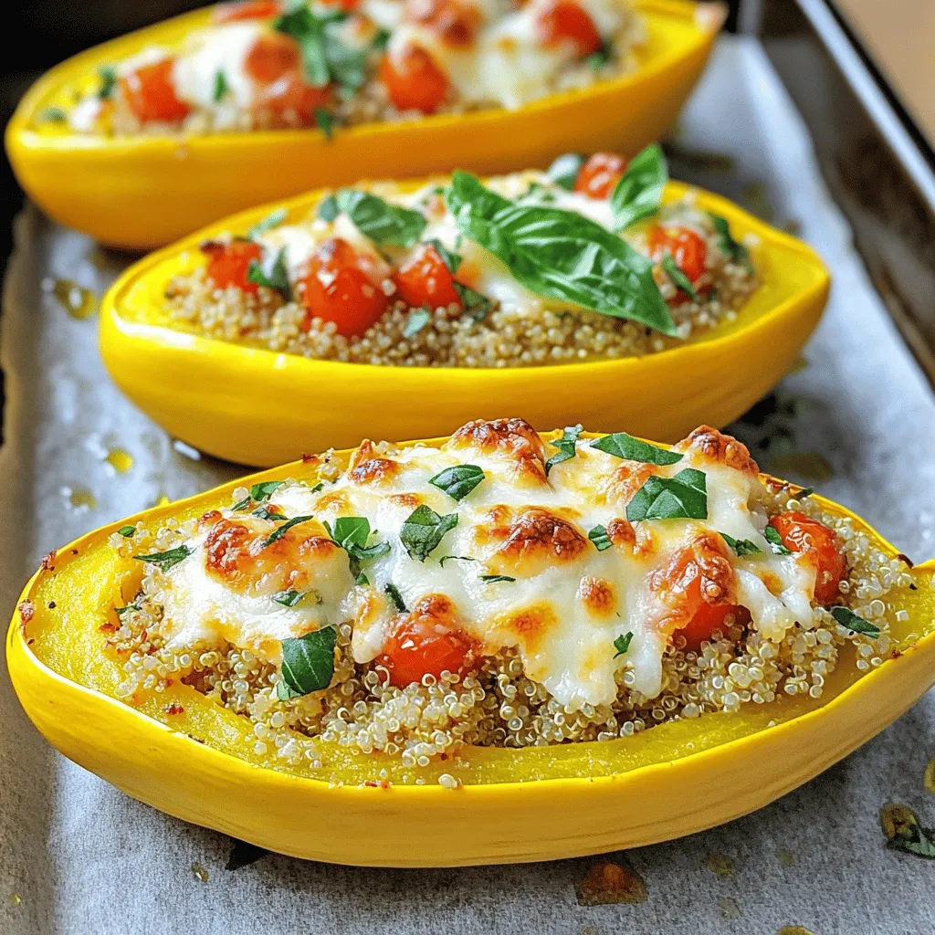 To make easy stuffed yellow squash, gather these simple ingredients: - 4 medium yellow squashes - 1 cup cooked quinoa - 1 cup shredded mozzarella cheese - 1/2 cup grated Parmesan cheese - 1/2 cup cherry tomatoes, diced - 1/4 cup fresh basil, finely chopped - 1 teaspoon garlic powder - 1 teaspoon onion powder - Salt and freshly ground black pepper, to taste - Olive oil, for drizzling You can add extra color and flavor with these garnishes: - Fresh basil leaves - Extra cherry tomatoes, halved - A sprinkle of red pepper flakes To prepare this dish, you will need: - A baking sheet - Parchment paper - A mixing bowl - A spoon for scooping and stuffing - A knife for slicing squashes - An oven for baking For the full recipe, check out the instructions to create this delicious meal! Start by preheating your oven to 375°F (190°C). This step is key to cooking the squash evenly. Take your yellow squashes and slice each one in half lengthwise. Use a spoon to scoop out some of the flesh, making a hollow “boat.” Be careful not to scoop too much; you want the squash to hold its shape. In a bowl, combine several ingredients for a tasty filling: - 1 cup cooked quinoa - 1 cup shredded mozzarella cheese - 1/2 cup grated Parmesan cheese - 1/2 cup diced cherry tomatoes - 1/4 cup finely chopped fresh basil - 1 teaspoon garlic powder - 1 teaspoon onion powder - Salt and freshly ground black pepper, to taste Mix these until they are well combined. The flavors will mix together nicely. Now, take your filling and spoon it into each squash half. Press down gently to make sure the filling is packed in well. Each squash should look full and inviting. Place the stuffed squashes on a baking sheet lined with parchment paper. This helps with cleanup. Drizzle a bit of olive oil over each squash to add flavor and help them brown. Put the baking sheet into your preheated oven. Bake for 25 to 30 minutes. You’ll know they’re ready when the squashes are tender and the cheese is melted and golden. After baking, take the stuffed squashes out of the oven. Let them cool for a few minutes before you serve. This helps the flavors come together. For the full recipe, check out Cheesy Herb-Stuffed Yellow Squash Delight. Enjoy your meal! When picking yellow squash, look for ones that are firm and smooth. They should have a bright yellow color. Avoid squashes with soft spots or blemishes. Select medium-sized squashes, as they have the best flavor and texture. If you can, buy local or organic squashes for the best taste. For a great filling, start with cooked quinoa as the base. Add cheeses for richness. I love mixing mozzarella and Parmesan for a creamy texture. Cherry tomatoes add freshness, while garlic and onion powders boost flavor. Don't forget salt and pepper! For extra taste, try herbs like basil or oregano. Mix everything well to ensure even flavor in every bite. To make your dish eye-catching, serve the stuffed squashes on a colorful platter. Add fresh basil leaves on top for a pop of color. You can also drizzle a little olive oil over the top just before serving. This adds shine and draws the eye. Serve warm for the best taste, and enjoy this dish as a main course or side! For the full recipe, check out the delicious Cheesy Herb-Stuffed Yellow Squash Delight. {{image_4}} You can make the stuffed yellow squash even more veggie-friendly. Try adding chopped spinach or mushrooms to the filling. These ingredients boost nutrition and add great flavor. Another option is to use beans, like black beans or chickpeas, for added protein and texture. You can also swap out the cheese for vegan cheese if you prefer a dairy-free option. This keeps it tasty while meeting dietary needs. If you want more protein in your meal, consider adding cooked ground turkey or chicken to the filling. These meats mix well with the other flavors. You can also use plant-based proteins like lentils or tempeh. This gives you a hearty dish that satisfies hunger. Just be sure to season the meat well to bring out its flavor. Changing spices can transform your stuffed yellow squash. For a kick, add chili powder or cayenne pepper. If you like fresh herbs, try adding thyme or oregano for a different taste. You can also explore regional flavors. For a Mexican twist, mix in some taco seasoning and corn. For an Italian vibe, add some Italian seasoning and sun-dried tomatoes. These simple changes keep the dish exciting and fun! After you enjoy your stuffed yellow squash, store leftovers in an airtight container. Make sure to let them cool first. Place the container in the fridge. They will stay fresh for about 3 to 4 days. If you want to keep them longer, consider freezing. When you are ready to eat your leftovers, you can reheat them easily. Preheat your oven to 350°F (175°C). Place the stuffed squash on a baking sheet. Cover them with foil to keep them moist. Heat for about 15-20 minutes. You can also use a microwave for quick reheating. Just cover with a damp paper towel and heat for 1-2 minutes. Freezing is a great option for this dish. To freeze, wrap each stuffed squash in plastic wrap. Then, place them in a freezer-safe bag. Be sure to remove as much air as possible. They can last in the freezer for up to 3 months. When you are ready to eat them, thaw in the fridge overnight. Then, reheat as described above. Enjoy your cheesy herb-stuffed yellow squash delight anytime! Yes, you can use other squashes. Zucchini works well, too. Just adjust cooking time if needed. Slice the squash in half and scoop out the flesh like the yellow squash. Use the same filling for a delicious result. Stuffed yellow squash pairs well with many sides. Try a fresh salad for a light touch. Grilled chicken or fish adds protein and flavor. Serve with rice or quinoa for a filling meal. You can tell when the squash is cooked by checking its texture. It should be tender but not mushy. The cheese on top should be melted and golden brown. A fork should slide in easily when it's ready. Yes, you can prepare stuffed yellow squash in advance. Stuff the squash and cover it in the fridge. Bake it just before serving to enjoy the best flavor. This makes meal prep easy and quick! You learned how to make stuffed yellow squash, from ingredients to serving tips. I covered the steps for prepping and baking, plus how to store leftovers. Exploring variations and answering common questions helps you create a dish that suits your taste. Remember, cooking is about fun and creativity. Enjoy your stuffed yellow squash, and share it with others!