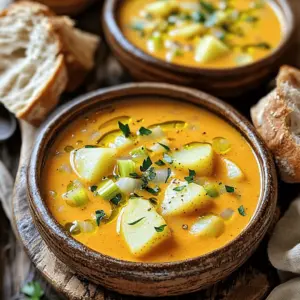 - 4 large russet potatoes, peeled and diced - 1 cup onion, finely chopped - 1 cup celery, chopped - 1 cup green bell pepper, chopped - 3 cloves garlic, minced - 1 tablespoon Cajun seasoning - 1 teaspoon smoked paprika - Salt and pepper to taste - 4 cups vegetable broth - 1 cup heavy cream or coconut milk - 2 tablespoons olive oil When making Cajun potato soup, start with fresh, quality ingredients. The potatoes give the soup its heartiness. I love using russet potatoes because they are creamy and soft when cooked. Dice them into even cubes for even cooking. Next, onions, celery, and green bell pepper add flavor. These three make up what we call the "holy trinity" in Cajun cooking. Chop them finely so they blend well in the soup. Garlic brings in a wonderful aroma and taste. For the seasoning, Cajun seasoning is key. It gives the soup its signature kick. If you want more heat, feel free to adjust to your taste. Smoked paprika adds a warm, smoky flavor that enhances the dish's depth. The liquid ingredients help create a smooth, rich soup. Vegetable broth serves as the base, and heavy cream or coconut milk adds richness. Olive oil helps sauté the veggies, adding healthy fats and flavor. You can find the full recipe for this comforting dish later on. Get ready to enjoy the bold flavors of Cajun potato soup! - Heat 2 tablespoons of olive oil in a large pot over medium heat. - Add 1 cup of finely chopped onion, 1 cup of chopped celery, and 1 cup of chopped green bell pepper. - Sauté these veggies for 5-7 minutes until soft and the onion looks clear. - Next, add 3 cloves of minced garlic to the pot. - Stir in 1 tablespoon of Cajun seasoning and 1 teaspoon of smoked paprika. - Cook this mix for one more minute. This helps the spices bloom and fill the pot with flavor. - Carefully add 4 large russet potatoes, peeled and diced into 1-inch cubes. - Pour in 4 cups of low-sodium vegetable broth. - Bring the mix to a gentle boil over high heat. - Once boiling, reduce heat to low and cover the pot. - Let it simmer for about 15-20 minutes until the potatoes are tender. You can check by piercing them with a fork. - Use a potato masher to mash some of the cooked potatoes right in the pot. - This gives the soup a nice creamy texture while keeping some chunks. - Stir in 1 cup of heavy cream or coconut milk for richness. - Season with salt and black pepper to taste. - Let it simmer for another 5 minutes to meld the flavors. This process creates a creamy and flavorful Cajun potato soup. For the full recipe, check the details above. Enjoy every comforting spoonful! To make your Cajun Potato Soup shine, adjust the Cajun seasoning to fit your taste. Start with one tablespoon, then taste. If you want more spice, add a bit more. Consider using garlic powder or onion powder to boost the flavor. Fresh herbs like thyme or bay leaves can also enhance the depth of the soup. For the best texture, I recommend using russet potatoes. They break down nicely and create a creamy feel. To achieve the perfect creamy consistency, mash some potatoes while leaving others intact. This mix keeps the soup rich and hearty. Pair your soup with warm, crusty bread or savory biscuits. Both add a delightful crunch. For garnishes, top each bowl with fresh parsley or even green onions. These add color and a fresh bite. Enjoy your hearty meal with these simple sides for an even better experience! {{image_4}} You can make a vegan version of this soup by using coconut milk instead of heavy cream. This swap keeps the soup rich and creamy. For a gluten-free option, ensure your broth is gluten-free. Most vegetable broths work well, but always check the label. If you don’t have Cajun seasoning, you can use a mix of paprika, garlic powder, and cayenne pepper. This blend will still give you that spicy kick. Feel free to add proteins like chicken or sausage for a heartier meal. You can also toss in extra veggies, like corn or spinach, to boost nutrition. To explore different herbs, consider adding thyme or bay leaves during cooking. These herbs add depth to the flavor. Smoked meats, like andouille sausage or smoked bacon, can also bring a rich taste to the soup. The smoky flavor pairs well with the potatoes and spices. For the Full Recipe, check out the ingredient list above! To keep your Cajun potato soup fresh, store it in a sealed container. This helps prevent any smells from leaking into your soup. Place the container in your fridge. Your soup will stay good for about 3 to 5 days. Just remember to let it cool down before sealing it up. If you want to save your soup for later, freezing is a great option. Start by letting the soup cool completely. Pour it into freezer-safe containers or bags. Make sure to leave some space at the top for expansion. You can freeze it for up to 3 months. When you’re ready to enjoy it again, thaw it in the fridge overnight. To reheat your soup, you can use a pot on the stove or a microwave. If using the stove, heat it gently over low heat. Stir it often to keep the texture smooth. If using the microwave, heat it in short bursts, stirring in between. This helps prevent separation of the ingredients. Enjoy your comforting bowl of Cajun potato soup! Cajun Potato Soup is quick to make. The prep time takes about 15 minutes. Cooking takes around 30 minutes, for a total of 45 minutes. This time gives you a warm, hearty soup that fills your kitchen with a lovely aroma. Yes, you can customize this soup! You might add different veggies, like carrots or corn. You can also swap the heavy cream for a plant-based option if desired. Feel free to adjust the spices to match your taste. This makes the soup your own! This soup pairs well with crusty bread or savory biscuits. A fresh green salad can also balance the meal. You can add a sprinkle of cheese on top for extra flavor. These sides make your meal feel complete and satisfying. To add heat, use more Cajun seasoning. You can also add diced jalapeños for a kick. A splash of hot sauce can enhance the spice too. Just remember to taste as you go to find your perfect level of heat. Cajun Potato Soup can be healthy! Potatoes provide vitamins and fiber. Using low-sodium broth keeps it heart-friendly. If you choose coconut milk, it's a tasty vegan option. Just watch the cream and oil for calorie counts. A bowl of this soup can be part of a balanced diet. Cajun Potato Soup is a hearty dish made with simple, fresh ingredients. We covered key items like potatoes, vegetables, and spices, plus step-by-step cooking tips. You learned how to elevate flavor and texture with our expert advice. Feel free to make variations to suit your taste and dietary needs. Enjoy this soup warm, knowing you crafted something delicious. Remember, it's perfect for sharing or storing for later. Happy cooking!