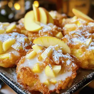 To make baked apple fritters, you need these items: - 2 large apples (such as Granny Smith or Honeycrisp), peeled, cored, and diced - 1 cup all-purpose flour - 1/2 cup rolled oats - 1/4 cup packed brown sugar - 2 teaspoons baking powder - 1 teaspoon ground cinnamon (plus extra for garnish) - 1/2 teaspoon salt - 1/4 teaspoon ground nutmeg - 1/2 cup unsweetened applesauce - 1/4 cup milk (dairy or non-dairy) - 1 large egg - 1 teaspoon vanilla extract - 1/2 cup powdered sugar (for the glaze) - 1-2 tablespoons milk (for the glaze) These ingredients work together to create a sweet and soft treat. If you have dietary needs, here are some swaps: - For gluten-free fritters, use gluten-free flour. - To make it vegan, replace the egg with a flax egg (1 tablespoon flaxseed meal mixed with 2.5 tablespoons water). - Use a plant-based milk like almond or oat milk if you need a dairy-free option. These swaps help everyone enjoy this delicious recipe. When choosing ingredients, I recommend some trusted brands: - For apples, look for fresh ones from local farms or organic stores. - Bob's Red Mill offers great gluten-free flour options. - For sweetening, I often use Domino brown sugar; it has a rich flavor. - Silk brand makes tasty non-dairy milk options that work well here. Using quality ingredients can make a big difference in taste! First, set your oven to 375°F (190°C). This temperature helps the fritters bake evenly. While the oven heats, line a baking sheet with parchment paper. This makes cleanup easy and keeps the fritters from sticking. Next, grab a large mixing bowl. In it, whisk together the following dry ingredients: - 1 cup all-purpose flour - 1/2 cup rolled oats - 1/4 cup packed brown sugar - 2 teaspoons baking powder - 1 teaspoon ground cinnamon - 1/2 teaspoon salt - 1/4 teaspoon ground nutmeg Make sure everything is mixed well. In another bowl, combine these wet ingredients: - 1/2 cup unsweetened applesauce - 1/4 cup milk (dairy or non-dairy) - 1 large egg - 1 teaspoon vanilla extract Mix until it's smooth. Now, gently fold the wet mix into the dry mix. Stir just until you can’t see any dry flour. Over-mixing can make the fritters tough. Now, it’s time to add the apples. Carefully fold in the diced apples that you coated with cinnamon earlier. Make sure the apple pieces are spread throughout the batter. Using a spoon or an ice cream scoop, drop rounded portions of the batter onto your baking sheet. Keep them about 2 inches apart. This space helps them rise and bake evenly. Once you’ve scooped them out, bake the fritters for 15 to 18 minutes. They will turn golden brown. A toothpick should come out clean when inserted in the center. Enjoy the delightful smell while they bake! To get soft yet crispy baked apple fritters, focus on the batter. Avoid over-mixing. That can lead to dense fritters. Mix until you see no dry flour. The apples add moisture, so don’t worry if the batter feels thick. The rolled oats also help with texture, giving the fritters a nice bite. One common mistake is not prepping the apples properly. Always peel and core them first. Cut them into small, even pieces. This ensures they cook evenly. Another mistake is baking at the wrong temperature. Make sure your oven is at 375°F (190°C) before you start. Lastly, don’t skip the glaze! It adds sweetness and makes the fritters shine. For gluten-free fritters, swap all-purpose flour with a gluten-free blend. Look for one that includes xanthan gum for better texture. To make vegan fritters, replace the egg with a flax egg. Mix one tablespoon of ground flaxseed with three tablespoons of water. Let it sit until it thickens. Use non-dairy milk for the wet ingredients. These swaps keep the flavor and texture delicious. By following these tips, your baked apple fritters will turn out delightful. Want to make them even better? Check out the Full Recipe for more details! {{image_4}} You can change the flavor of your baked apple fritters in many fun ways. Try adding spices like ginger or cloves to give them a warm kick. You can also mix in chopped nuts like walnuts or pecans. These add a nice crunch and extra taste. If you want a hint of sweetness, consider adding some raisins or dried cranberries. Each of these options gives a twist to the classic recipe. The glaze is a great way to make your fritters shine. Instead of a simple powdered sugar glaze, you can add flavors to it. For example, mix in a bit of maple syrup for a rich taste. A splash of lemon juice can add a nice tang. If you're feeling adventurous, try adding a bit of cinnamon or vanilla to your glaze. Each choice brings a new layer of flavor to your fritters. Serving your baked apple fritters can be part of the fun. You can top them with fresh whipped cream for a special treat. A scoop of vanilla ice cream makes for a delightful dessert. Want to make it more filling? Serve it with yogurt for breakfast. You can also drizzle some caramel sauce on top for extra sweetness. No matter how you serve them, they will be a hit! To store leftover fritters, first, let them cool completely. Then, place them in an airtight container. This keeps them fresh for up to three days in the fridge. You can also layer parchment paper between the fritters to prevent sticking. If you want to freeze your fritters, it’s simple! Start by letting them cool fully. Place them in a single layer on a baking sheet. Freeze for about one hour. After that, transfer them to a freezer bag. They can last up to two months in the freezer. Just remember to label the bag with the date. To reheat, you have a few good options. If you use an oven, preheat it to 350°F (175°C). Place the fritters on a baking sheet and warm for about 10 minutes. This keeps them nice and crispy. You can also use a microwave, but they may get a bit soft. Heat them for about 20-30 seconds. Enjoy your fritters warm for the best taste! For the full recipe, check out the other sections of this article. To make your fritters crispier, try a few simple steps. First, add some cornstarch to the flour mix. This will help create a crunchier texture. Second, bake at a slightly higher temperature, like 400°F. This can help the outside brown better. Lastly, let them cool on a wire rack after baking. This keeps the air flowing around them, preventing sogginess. Yes, you can use other fruits! Pears are a great choice since they have a similar texture. You could also try berries, like blueberries or raspberries. Just be aware that different fruits may need a lower baking time. Adjust as needed, and keep an eye on them while they bake. To cut back on sugar, you can use unsweetened applesauce instead of sweetened. You can also reduce the brown sugar in the recipe. Try using a sugar substitute, like stevia or monk fruit, for a sweet taste without the extra calories. Remember to taste as you go to ensure they still have the flavor you love. In this blog post, we covered how to make delicious baked apple fritters. I shared the key ingredients and great alternatives for different diets. You learned the step-by-step process from prepping to baking, along with tips for the best texture. Variations added fun flavors and toppings, while storage info kept your fritters fresh. Baking apple fritters can be simple and rewarding. With the right steps, you'll love making them!