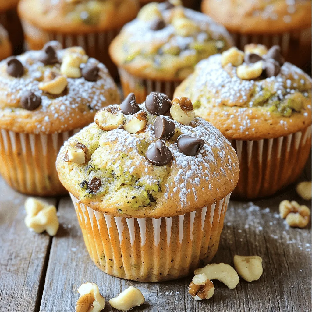 To make the best banana zucchini muffins, you need a few simple ingredients. Here’s what you will need: - 1 cup ripe bananas, mashed - 1 cup grated zucchini - 1/3 cup vegetable oil or melted coconut oil - 1/2 cup packed brown sugar - 1/4 cup granulated sugar - 2 large eggs - 1 teaspoon pure vanilla extract - 1 teaspoon baking soda - 1/2 teaspoon baking powder - 1/2 teaspoon fine salt - 1 teaspoon ground cinnamon - 1 1/2 cups all-purpose flour - 1/2 cup chopped walnuts (optional) - 1/2 cup chocolate chips (optional) Each ingredient plays a role in flavor and texture. The ripe bananas add natural sweetness and moisture. Grated zucchini keeps the muffins soft and adds a health boost. The oils give richness while sugars balance the flavors. Eggs bind everything together. Baking soda and baking powder help the muffins rise. Cinnamon brings warmth and depth. Flour gives structure. Optional walnuts add crunch, while chocolate chips offer delightful sweetness. Gather these items before you start. You can find the full recipe in the article to guide you through the steps. Enjoy making your muffins! - Preheat your oven to 350°F (175°C). - Line the muffin tin with paper liners or grease with cooking spray. - Combine mashed bananas and grated zucchini in a large bowl. - Mix in oils, sugars, eggs, and vanilla until smooth. - In a separate bowl, whisk together baking soda, baking powder, salt, cinnamon, and flour. - Gradually add dry ingredients to wet ingredients, mixing gently. - Fold in walnuts and chocolate chips if desired. - Portion batter into muffin cups, filling each about 3/4 full. - Bake for 20-25 minutes until a toothpick comes out clean. These simple steps will guide you to create delicious and moist banana zucchini muffins. Enjoy the process and the tasty results! For the full recipe, check the earlier section. To make your muffins soft, avoid overmixing. When you mix the wet and dry ingredients, stir gently. This keeps the muffins light and fluffy. Also, make sure your zucchini is well-drained. Excess moisture can make your muffins dense and soggy. Feel free to get creative with your sugars. You can use coconut sugar or honey for different flavors. Adding spices like nutmeg or ginger can also elevate the taste. A pinch of nutmeg brings warmth, while ginger adds a zesty kick. Bananas are rich in potassium and vitamins. They add natural sweetness and moisture to the muffins. Zucchini is low in calories but high in fiber. This combination can help you feel full longer. Enjoy the health benefits while savoring a delicious treat! {{image_4}} You can make these muffins gluten-free! Just use almond flour or a gluten-free baking mix. Both options work well. Almond flour adds a nutty flavor and keeps the muffins moist. A gluten-free mix gives a light texture. Follow the same measurements as the original recipe. For a vegan version, replace the eggs with flax eggs. Just mix 1 tablespoon of ground flaxseed with 2.5 tablespoons of water and let it sit for a few minutes. You can also use unsweetened applesauce for moisture. Instead of regular milk, opt for almond or soy milk. These swaps keep the muffins soft and tasty without any animal products. Feel free to get creative with flavors! You can add fruits like diced apples or mixed berries. These fruits will provide freshness and extra sweetness. Try adding some nuts or spices for even more fun. A dash of nutmeg or ginger can spice up the flavor. Mix it up and find your favorite combination! For the full recipe, check out the complete instructions. After baking your banana zucchini muffins, let them cool in the pan for about 5 minutes. This helps them set and makes them easier to remove. Then, transfer them to a wire rack. Cooling on the rack allows air to circulate, preventing sogginess. To store your muffins, place them in an airtight container. They stay fresh for about 3 days at room temperature. If you want to keep them longer, consider wrapping them in plastic wrap first. This keeps them moist and tasty. Freezing muffins is a great way to save them for later. Let the muffins cool completely before freezing. Once cool, wrap each muffin in plastic wrap. Then, place the wrapped muffins in a freezer bag. Remove as much air as possible to prevent freezer burn. For thawing, take a muffin out and leave it at room temperature for about an hour. If you’re in a hurry, you can microwave it for a few seconds. Reheating in the microwave works well, but be careful not to overdo it. Enjoy your banana zucchini muffins fresh from the freezer! For the complete recipe, check out the Full Recipe. Yes, you can use frozen bananas and zucchini. Just thaw them first. Squeeze out extra moisture from the zucchini. This step helps keep your muffins from getting soggy. For bananas, mash them well after thawing. This trick works great, and it saves time! To check if your muffins are done, use the toothpick test. Insert a toothpick into the center of a muffin. If it comes out clean, your muffins are ready. Look for a golden brown top and a springy texture. This means they are baked just right! You can make these muffins ahead of time. They taste best within a few days of baking. Store them in an airtight container at room temperature. For longer storage, freeze them. They stay fresh in the freezer for up to three months. You can swap sugar with honey or maple syrup. These add a nice flavor and sweetness. Use about ⅓ less than the sugar amount in the recipe. Other options include coconut sugar or agave syrup. Each will change the taste slightly, so choose what you like! You can find the full recipe [here](#). These muffins blend ripe bananas and zucchini for tasty treats. We covered the ingredients, baking steps, and health benefits. Remember, don’t overmix to keep them fluffy. You can easily customize them too. Whether you go vegan or try new flavors, there are many ways to make this recipe your own. Store your muffins well to enjoy them later. Happy baking!