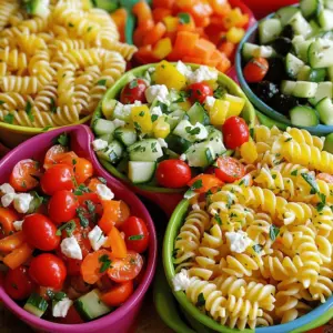 To make a tasty kids' pasta salad, gather these main ingredients: - 2 cups rotini pasta - 1 cup cherry tomatoes, halved - 1 cup cucumber, diced - 1/2 cup carrots, grated - 1/2 cup assorted bell peppers (red, yellow, green), diced - 1/4 cup black olives, sliced - 1/4 cup feta cheese, crumbled - 1/4 cup zesty Italian dressing - 1 tablespoon olive oil - Salt and freshly ground black pepper to taste - Fresh parsley, chopped (for garnish) These colorful ingredients create a fun and bright dish that kids will love! Add a twist to your pasta salad with these optional ingredients: - Cooked chicken or turkey for protein - Diced avocado for creaminess - Corn for a sweet crunch - Peas for added nutrition - Fresh herbs like basil or dill for extra flavor Mix and match these options to keep the salad exciting! If your family has dietary needs, here are some ideas: - Use gluten-free pasta for a gluten-free option. - Swap feta cheese with dairy-free cheese for a vegan dish. - Replace Italian dressing with a homemade vinaigrette for a lighter option. - Ensure all ingredients are nut-free if allergies are a concern. These substitutions help everyone enjoy this meal without worry. For the full recipe, check out the details above! To start, boil water in a large pot. Add a pinch of salt to the water. Once it boils, add 2 cups of rotini pasta. Cook the pasta until it is al dente, about 8-10 minutes. When done, drain the pasta in a colander. Rinse it under cold water to stop the cooking. This keeps the pasta firm. Set the cooled pasta aside in a large mixing bowl. Next, grab your fresh veggies. Add 1 cup of halved cherry tomatoes, 1 cup of diced cucumber, and 1/2 cup of grated carrots to the bowl. Then, add 1/2 cup of diced bell peppers in red, yellow, and green. These colors make your salad fun and bright! Gently toss all the ingredients together. In a small bowl, whisk together 1/4 cup of zesty Italian dressing and 1 tablespoon of olive oil. Add a pinch of salt and freshly ground black pepper for flavor. This dressing brings everything together. Taste it to make sure you like the flavor before adding it to the salad. Now, it's time to combine! Pour the dressing over the pasta and veggies. Gently toss everything together until all the ingredients are coated. This is where the magic happens! If you think it needs more flavor, add a bit more dressing. Let the salad chill in the fridge for at least 30 minutes. This helps the flavors blend. Before serving, give it a gentle toss and garnish with fresh parsley. Serve in bright bowls to make it extra special! For the full recipe, check out the detailed steps above. Letting kids help in the kitchen makes cooking fun. They can measure pasta, wash veggies, and stir. This brings excitement to meal prep. Hand them a safe knife to chop soft veggies, like cucumbers. Teaching kids basic skills builds their confidence. Plus, they feel proud to eat what they made. For a tastier salad, think about adding herbs. Fresh basil or parsley can boost the flavor. Try mixing in some lemon juice for a zesty kick. You can also swap out the Italian dressing for a ranch or vinaigrette. These changes keep things exciting and cater to picky eaters. Kids love colorful food! Use fun, bright bowls for serving. You can even shape the salad into a rainbow. Layer the ingredients by color for a visual treat. Add playful garnishes, like parsley or edible flowers, to make it pop. The more fun it looks, the more kids will want to dig in! You can find the full recipe for Rainbow Kids' Pasta Salad to try these tips out. {{image_4}} For a gluten-free version, use gluten-free pasta. Many brands offer rotini made from rice or corn. They cook just like regular pasta. This swap keeps the dish fun and tasty for everyone. To make the salad vegetarian, skip the feta cheese or use a plant-based option. You can add more veggies like broccoli or snap peas. This keeps the salad colorful and packed with nutrients. Change the ingredients with the seasons. In summer, add fresh corn or zucchini. In fall, use roasted butternut squash or spinach. These swaps bring new flavors and keep things interesting. To keep your kids' pasta salad fresh, let it cool first. Store it in an airtight container. This helps keep flavors intact and prevents drying out. If you made a big batch, divide it into smaller portions. This makes it easier to grab a quick snack later. Always use clean utensils to serve. This way, you avoid bacteria growth. Use glass or plastic containers with tight lids for storing. Glass containers work well since they don't stain and are easy to clean. Plastic containers are lighter and often easier for kids to handle. Make sure to choose containers that are safe for the fridge and freezer. If you plan to freeze, ensure they are freezer-safe to avoid cracks. Kids' pasta salad stays good in the fridge for about three days. After that, flavors may change and it can spoil. If you freeze it, it can last up to two months. However, the texture may change once thawed. Always check for any signs of spoilage before serving. If it smells off or looks unusual, it’s best to throw it out. Yes, you can make Kids' Pasta Salad ahead of time. It tastes even better after sitting. I recommend making it the night before. This allows all the flavors to mix well. Just store it in the fridge until you are ready to serve. If you want a change, try using ranch or balsamic vinaigrette. Both add nice flavors. You can also use a simple mix of olive oil and lemon juice. This keeps it light and fresh. Feel free to experiment with your favorite dressings. To boost nutrition, add more veggies like spinach or broccoli. You can also use whole wheat pasta for extra fiber. Consider tossing in some cooked chicken or chickpeas for protein. These small changes make the salad healthier without losing taste. Yes, be aware of common allergens like gluten and dairy. If someone is gluten-free, use gluten-free pasta. For dairy allergies, skip the feta cheese or use a dairy-free alternative. Always check labels for potential allergens in dressings as well. This blog post covered how to make a tasty kids' pasta salad. We explored main and optional ingredients to suit different tastes. I shared simple steps for cooking, mixing, and dressing. You learned tips to involve kids and make it fun. We discussed variations, storage tips, and answered common questions. In making this salad, you can have fun and get creative. Enjoy this meal together, knowing it’s healthy and delicious.