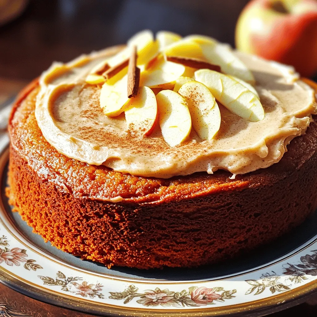 To make a tasty applesauce cake, gather these main ingredients: - 2 cups unsweetened applesauce - 1 cup packed brown sugar - 1/2 cup granulated sugar - 1/2 cup vegetable oil - 3 large eggs, at room temperature - 2 cups all-purpose flour - 1 teaspoon baking powder - 1 teaspoon baking soda - 2 teaspoons ground cinnamon - 1/2 teaspoon salt - 1 teaspoon pure vanilla extract These ingredients mix well to create a moist, flavorful cake. The applesauce adds natural sweetness and keeps the cake tender. The brown sugar gives a rich flavor, while the spices bring warmth. For the creamy frosting that tops our cake, you need: - 8 ounces cream cheese, softened to room temperature - 1/2 cup unsalted butter, softened to room temperature - 2 cups powdered sugar, sifted - 1 teaspoon ground cinnamon - 1-2 tablespoons milk (as needed for desired consistency) This frosting is rich and smooth. The cream cheese adds tanginess, while the cinnamon gives a warm, sweet flavor that pairs perfectly with the cake. Want to make your cake even better? Consider these optional add-ins: - 1/2 cup chopped walnuts or pecans - 1/2 cup raisins or dried cranberries - 1/2 teaspoon nutmeg for extra spice These add-ins can boost flavor and texture. Nuts add crunch, while dried fruits offer sweetness. You can mix and match based on what you like! For the complete recipe, refer to the Full Recipe. Start by preheating your oven to 350°F (175°C). This step is important for even baking. While the oven heats, prepare your baking pan. Grease a 9x13 inch pan with butter or oil. Then, dust it with flour to prevent sticking. This ensures your cake comes out perfectly. In a large bowl, mix the wet ingredients. Combine 2 cups of unsweetened applesauce, 1 cup of brown sugar, and 1/2 cup of granulated sugar. Add 1/2 cup of vegetable oil for moisture. Stir these together until they are creamy. Next, add 3 large eggs one at a time. Mix well after each egg. Lastly, stir in 1 teaspoon of pure vanilla extract for flavor. In another bowl, whisk together the dry ingredients. Combine 2 cups of all-purpose flour, 1 teaspoon of baking powder, 1 teaspoon of baking soda, 2 teaspoons of ground cinnamon, and 1/2 teaspoon of salt. Mix these well. Now, gently add the dry mixture to the wet mixture. Stir just until combined. Be careful not to overmix. Pour the batter into your prepared pan. Use a spatula to smooth the top. Place the pan in the oven. Bake for 30-35 minutes. Check if it’s done by inserting a toothpick in the center. If it comes out clean, the cake is ready. Let it cool in the pan for 10 minutes. Then, move it to a wire rack to cool completely. For the frosting, beat 8 ounces of softened cream cheese and 1/2 cup of unsalted butter. Use an electric mixer for about 2-3 minutes. Mix until creamy and smooth. Gradually add 2 cups of sifted powdered sugar and 1 teaspoon of ground cinnamon. Keep mixing until well combined. If the frosting is too thick, add 1-2 tablespoons of milk. This helps achieve a smooth spreading consistency. Once the cake is cool, it’s time to frost. Use a spatula to spread the cinnamon cream cheese frosting over the top. Aim for an even layer for a beautiful look. For extra flair, sprinkle a bit of ground cinnamon on top. Serve the cake by cutting it into generous squares. Enjoy your delightful applesauce cake! For the complete recipe, check the Full Recipe section. To get a great texture for your applesauce cake, use unsweetened applesauce. This gives the cake a natural sweetness. Make sure your eggs are at room temperature for better mixing. Mix the wet ingredients well, but don’t overmix when adding the dry ingredients. This keeps the cake light and fluffy. Avoid using cold eggs or overmixing the batter. Cold eggs can make the cake dense. Overmixing introduces too much air, leading to a tough texture. Always check your oven temperature with an oven thermometer. An oven that’s too hot can burn the cake. Always use a toothpick to test doneness. For the best frosting, your cream cheese and butter must be soft. Beat them together until creamy and smooth. Add the powdered sugar slowly to prevent lumps. If it’s too thick, add milk one tablespoon at a time. This helps you get the perfect spreading consistency for the cake. For more in-depth instructions, refer to the Full Recipe. {{image_4}} To make a gluten-free applesauce cake, swap regular flour for a gluten-free blend. Use a mix with xanthan gum for the best texture. This change keeps the cake moist and delicious. You might want to check the blend's package for the right ratio. Follow the same steps in the full recipe for mixing and baking. You can switch up the frosting for a new twist. For chocolate frosting, add cocoa powder to the cream cheese mix. Start with 1/4 cup and adjust to taste. If you prefer vanilla, just omit the cinnamon and add more vanilla extract. Each frosting choice makes the cake unique and fun to serve. To enhance the cake's texture, consider adding fruits or nuts. Chopped walnuts or pecans work well. You can also fold in raisins or diced apples for extra flavor. Mix these in after combining the wet and dry ingredients. This small change makes each bite exciting and adds a delightful crunch. Store leftover applesauce cake in an airtight container. This keeps it fresh and moist. Place the cake at room temperature for up to three days. If you want to keep it longer, consider refrigerating it. Just remember to let it cool completely before wrapping it. You can freeze applesauce cake for future enjoyment. First, let it cool down. Then, wrap it tightly in plastic wrap. Next, place the wrapped cake in a freezer bag. It can last up to three months in the freezer. To enjoy later, simply thaw it in the fridge overnight. To reheat the cake, preheat your oven to 350°F (175°C). Place the cake in an oven-safe dish. Warm it for about 10-15 minutes or until it’s heated through. If you prefer, you can also use the microwave. Just heat individual slices for 15-20 seconds. Be careful not to overheat, as this can dry the cake out. For detailed steps and exact measurements, check the Full Recipe. Yes, you can use sweetened applesauce in the cake. However, this may make your cake sweeter. If you do, you might want to reduce the added sugars in the recipe. To make your applesauce cake more moist, use extra applesauce or add some plain yogurt. Both add moisture and keep the cake tender. Another tip is to not overmix the batter. Overmixing can lead to a dry cake. If you want to swap out cream cheese, use mascarpone cheese or Greek yogurt. Both options will give you a creamy texture. You can also try using whipped butter and powdered sugar for a lighter frosting. Your applesauce cake can last about three days at room temperature. Just make sure to cover it well with plastic wrap or store it in an airtight container. If you keep it in the fridge, it can last up to a week. For long-term storage, check the Full Recipe for freezing tips. We covered the key steps to create a delicious applesauce cake with rich frosting. You learned about the main ingredients, from applesauce to cream cheese, and optional add-ins that boost flavor. We explored tips for perfect texture and common baking mistakes to avoid. We even looked at gluten-free options and storage ideas. Bake this cake and enjoy every bite. You now have the tools to make it great!