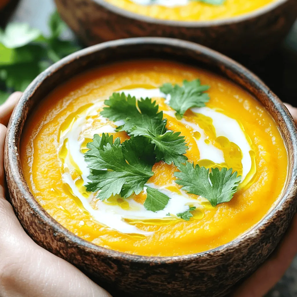 To make this soup, you will need a few key items. Here’s what to gather: - 2 medium sweet potatoes, peeled and diced into 1-inch cubes - 1 tablespoon extra-virgin olive oil - 1 medium onion, finely chopped - 2 cloves garlic, minced (about 1 teaspoon) - 1 inch fresh ginger, peeled and grated - 4 cups vegetable broth (low-sodium recommended) These ingredients form the base of your soup. Sweet potatoes give it a lovely sweetness, while the onion, garlic, and ginger add depth and warmth. You can take your soup to the next level with a few extras. Consider adding: - 1/2 cup full-fat coconut milk for creaminess - 1 teaspoon ground cumin for warmth - 1 teaspoon ground cinnamon for sweetness Coconut milk will make your soup rich and smooth. The spices will bring a nice balance to the sweet potatoes. Garnishing can make your soup look even more appealing. Try these options: - Fresh cilantro leaves, roughly chopped - A sprinkle of roasted pumpkin seeds - A drizzle of olive oil These garnishes add color and a bit of crunch. They also enhance the flavor, making your soup a true delight. You can find the full recipe in the article to create this warm, cozy dish. Start by heating the olive oil in a large pot. Use medium heat until the oil shimmers. Add the chopped onion. Sauté for about 5 to 7 minutes. Stir often until the onion is soft and clear. Next, add the minced garlic and grated ginger. Cook for one more minute. This step makes your kitchen smell amazing! Now, it’s time for the sweet potatoes! Add the diced sweet potatoes to the pot. Sprinkle in the ground cumin and ground cinnamon. Stir well to coat the sweet potatoes with the spices. Pour in the vegetable broth and bring it all to a boil. Once it bubbles, reduce the heat to low. Let it simmer for 20 to 25 minutes. The sweet potatoes should be fork-tender when done. After the sweet potatoes are cooked, grab your immersion blender. Puree the soup until it is silky smooth. If you don’t have one, use a regular blender. Just be careful and blend in small batches. Finally, stir in the coconut milk if you want extra creaminess. Season with salt and pepper to taste. To make your soup silky smooth, use an immersion blender. This tool helps blend the soup right in the pot. If you don’t have one, pour the soup into a regular blender in small batches. Blend each batch until it’s smooth. This step is key! You want to avoid any chunks for a lovely texture. You can adjust the flavor with spices! If you like heat, add some chili powder or a pinch of cayenne. Start with a little, then taste. You can always add more if you want it spicy. Other spices like nutmeg or smoked paprika can also give your soup a unique twist. If you want creaminess without dairy, try cashew cream. Just blend soaked cashews with water until smooth. This adds a rich taste and texture. You can also use almond or oat milk for a lighter option. Both choices keep the soup plant-based while adding creaminess. {{image_4}} You can change up the flavor of your sweet potato soup. A Thai-inspired version is a fun twist. Use coconut milk for creaminess and add curry paste for spice. This will give your soup a rich, warm taste. It’s easy to make and fun to try! Adding veggies boosts the nutrition of your soup. Carrots add sweetness and color. Spinach or kale can add a nice green touch. You can toss these in while the sweet potatoes cook. They will soften and blend well with the soup. The extra nutrients will make your meal even better! Garnishing your soup makes it look fancy and tasty. You can use croutons for crunch. Seeds like pumpkin or sunflower add a nutty flavor. Fresh herbs like cilantro give a bright finish. Choose what you love, and enjoy your beautiful bowl of soup. Remember, presentation is key! For the full recipe, check out Cozy Sweet Potato Bliss Soup! To keep your sweet potato soup fresh, use airtight containers. This helps to prevent any air from getting in. Make sure to let the soup cool down before sealing it. Store it in the fridge if you plan to eat it soon. It is best to consume leftovers within three days for the best taste. If you want to save your soup for later, freezing is a great option. Pour the cooled soup into freezer-safe containers, leaving some space at the top. This allows the soup to expand when it freezes. You can also use ice cube trays for smaller portions. When you want to eat it, thaw it in the fridge overnight. Reheat it on the stove or in the microwave until hot. In the fridge, sweet potato soup lasts about three to five days. If you freeze it, it stays good for up to three months. Always check for off smells or changes in color before eating. Keeping track of dates helps you enjoy your soup at its best. The total cooking time for sweet potato soup is about 40 minutes. You will spend 10 minutes prepping the ingredients. The cooking phase takes around 30 minutes. This includes sautéing the onions and garlic, simmering the sweet potatoes, and blending everything together. Yes, you can easily make this soup vegan. The main ingredients are already plant-based. Use vegetable broth and skip the coconut milk if you prefer. You can also add extra spices or veggies to enhance the flavor while keeping it vegan. Sweet potato soup pairs well with many sides. Here are some great ideas: - Crusty bread for dipping - A fresh green salad for crunch - Grilled chicken or chickpeas for protein - Roasted veggies for added flavor These options will make your meal more complete and enjoyable. For the full recipe, check out the Cozy Sweet Potato Bliss Soup. In this post, we covered how to make easy sweet potato soup. We discussed essential ingredients like sweet potatoes, onion, and garlic, plus tips for enhancing flavor and presentation. I shared simple steps for cooking and blending the soup to perfection, along with helpful tips for consistency and customization. Don't forget to explore variations and storage tips for future meals. This soup is not just delicious; it is also healthy and easy to make. Enjoy trying different flavors and garnishes to find your favorite!