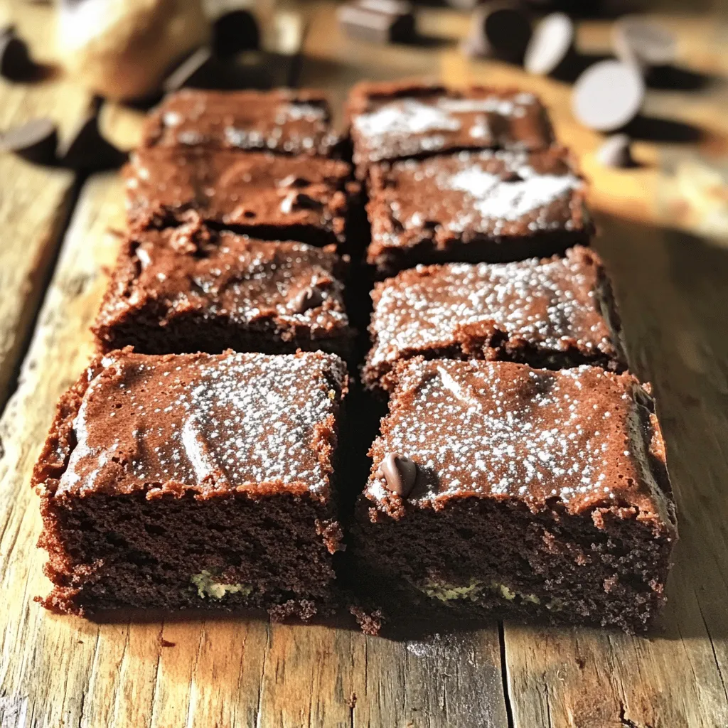 To make a rich and moist Chocolate Zucchini Cake, gather these simple ingredients: - 1 ½ cups all-purpose flour - 1 cup granulated sugar - ½ cup unsweetened cocoa powder - 1 teaspoon baking soda - ½ teaspoon baking powder - ½ teaspoon salt - 2 large eggs - ½ cup vegetable oil - 1 teaspoon pure vanilla extract - 1 ½ cups finely grated zucchini - ¾ cup semi-sweet chocolate chips - Optional: powdered sugar for dusting Each item plays a key role. The flour gives the cake structure while the sugar adds sweetness. Cocoa powder brings rich chocolate flavor, and baking soda and baking powder help the cake rise. Eggs bind the mix together and add moisture. Vegetable oil keeps the cake tender. Vanilla enhances the flavors, and zucchini adds moisture and nutrition without being noticeable. Chocolate chips provide delightful pockets of chocolate. Using fresh zucchini is best. Make sure to remove excess moisture by grating and squeezing it in a clean cloth. This step ensures your cake stays fluffy and doesn't become soggy. For the full recipe, check out the details. Now, let's get baking! Start by preheating your oven to 350°F (175°C). This step ensures that your cake bakes evenly. While the oven heats, prepare a 9x13 inch baking pan. You can grease it lightly with oil or butter. Alternatively, line it with parchment paper to make it easier to remove the cake later. In a large mixing bowl, combine the following dry ingredients: - 1 ½ cups all-purpose flour - 1 cup granulated sugar - ½ cup unsweetened cocoa powder - 1 teaspoon baking soda - ½ teaspoon baking powder - ½ teaspoon salt Whisk these together until they blend well. This process adds air and helps the cake rise nicely. In a separate bowl, crack 2 large eggs and beat them until they are fluffy. Then, add ½ cup of vegetable oil and 1 teaspoon of pure vanilla extract. Mix these wet ingredients well until they form a smooth mixture. Carefully pour the wet mixture into the bowl with the dry ingredients. Stir gently until just combined. Avoid overmixing; this can make your cake tough. Next, use a spatula to fold in 1 ½ cups of finely grated zucchini and ¾ cup of semi-sweet chocolate chips. This adds moisture and flavor to your cake. Now, transfer your batter into the prepared baking pan. Spread it out evenly. Place the pan in your preheated oven and bake for 25 to 30 minutes. To check doneness, insert a toothpick into the center. If it comes out clean or with a few moist crumbs, your cake is ready. Let the cake cool in the pan for about 10 minutes. This helps it set up a bit. After that, gently transfer it to a wire rack to cool completely. This step is key for achieving the best texture. Once cool, you can dust the top with powdered sugar if you like. Now, slice it into squares and enjoy your rich and moist Chocolate Zucchini Delight Cake! For the full recipe, refer to the earlier section. To make your cake rich and moist, start with dry zucchini. Here are some easy steps: - Grate the zucchini: Use a box grater or food processor. - Salt the zucchini: Sprinkle a little salt over the grated zucchini. This helps draw out moisture. - Let it sit: Allow the salted zucchini to sit for about 10 minutes. - Squeeze out moisture: Use a clean kitchen towel or cheesecloth. Place the grated zucchini in it and twist to remove excess liquid. This method ensures your cake won’t end up soggy. Texture is key for a great cake. Here’s how to get it right: - Avoid overmixing: Once you combine wet and dry ingredients, mix just until you don’t see flour. Overmixing makes the cake tough. - Use the right pan: A 9x13 inch pan works best for even baking. Make sure to grease it well or use parchment paper. - Check doneness: Insert a toothpick into the center. If it comes out with a few crumbs, it’s ready. These steps make a big difference in your cake’s texture. Presentation counts! Here are some fun ideas: - Toppings: Add a dollop of whipped cream or a drizzle of chocolate frosting. You can also sprinkle powdered sugar on top for a nice touch. - Garnish: Fresh mint leaves or berries can brighten up the plate. - Slice it nicely: Use a sharp knife to cut clean squares. This makes each piece look neat and inviting. These simple tips will wow your guests and make your cake even more enjoyable. For the full recipe, check out the Chocolate Zucchini Delight Cake! {{image_4}} You can make this cake lighter by swapping sugar or oil. For sugar, try using applesauce or honey. These options reduce calories and add moisture. If you want a lower-fat cake, replace vegetable oil with unsweetened yogurt. It keeps the cake moist and rich. You can also use whole wheat flour instead of all-purpose flour. Whole wheat flour adds fiber and nutrients. It gives the cake a nutty flavor that pairs well with chocolate. Want to spice things up? Try adding cinnamon or nutmeg to the batter. Just one teaspoon of cinnamon adds warmth to the chocolate. A pinch of nutmeg brings a nice depth to the flavor. Both spices make the cake taste even more special. You can also use different types of chocolate. Instead of semi-sweet chocolate chips, try dark chocolate or milk chocolate. Each type of chocolate gives a unique taste to the cake. You might even mix them for a fun twist! If you follow a gluten-free diet, use gluten-free flour blends. These blends work well in this recipe. They can keep the cake just as moist and tasty. For vegan diets, replace eggs with flaxseed meal or chia seeds. Mix one tablespoon of flaxseed or chia seeds with three tablespoons of water. Let it sit for a few minutes to thicken. This mix acts as a great egg substitute. No matter your needs, you can enjoy this Chocolate Zucchini Cake. It’s all about making it yours! For the full recipe, check out the detailed instructions above. To store your Chocolate Zucchini Cake at room temperature, first, make sure it is completely cool. This helps keep moisture inside. Place the cake in an airtight container. If you don’t have one, wrap it tightly in plastic wrap. The cake can stay fresh for about three days. Keep it in a cool, dry spot away from sunlight. If you want to keep your cake fresh for longer, store it in the fridge. Wrap the cake tightly in plastic wrap. You can also use a cake dome if you have one. The fridge can keep the cake good for up to a week. Just remember, cold air can dry it out, so wrap it well. To freeze the Chocolate Zucchini Cake, first, cut it into slices. This makes it easy to grab a piece later. Wrap each slice in plastic wrap. Then, place them in a freezer bag. Be sure to label the bag with the date. The cake can last in the freezer for about three months. When you want to enjoy a slice, just thaw it in the fridge overnight. For the full recipe, check out the Chocolate Zucchini Delight Cake section! Yes, you can use frozen zucchini. Just make sure to thaw and drain it well. Frozen zucchini has more moisture than fresh. This extra water can make your cake soggy if not removed. Press the thawed zucchini in a paper towel to absorb moisture. This keeps your cake rich and moist. Using frozen zucchini is great for convenience, especially if you have some on hand. Chocolate Zucchini Cake can last up to five days at room temperature. Store it in an airtight container to keep it fresh. If you want it to last longer, you can refrigerate it. In the fridge, it stays good for about a week. If you freeze the cake, it can last for about three months. Just wrap it tightly in plastic wrap and foil. Yes, adding nuts can give your cake extra crunch. Chopped walnuts or pecans work well. Add about half a cup of nuts to the batter. This will change the texture, making it a bit denser. Make sure to chop them finely so they mix well. This can add a nice flavor contrast to the sweet chocolate. You can replace eggs with several options. Common substitutes include mashed bananas or applesauce. Use about a quarter cup of either for each egg. For a vegan option, try flaxseed meal. Mix one tablespoon of flaxseed with three tablespoons of water and let it sit until it thickens. This works well to bind the cake together. In this blog post, we explored the rich and delicious Chocolate Zucchini Cake. We discussed key ingredients, step-by-step instructions, and handy tips. You learned how to achieve the perfect texture and variations for different diets. Lastly, we touched on storage methods to keep your cake fresh. By following these guidelines, you can bake a tasty treat that surprises everyone. Enjoy the great flavors and fun of baking!