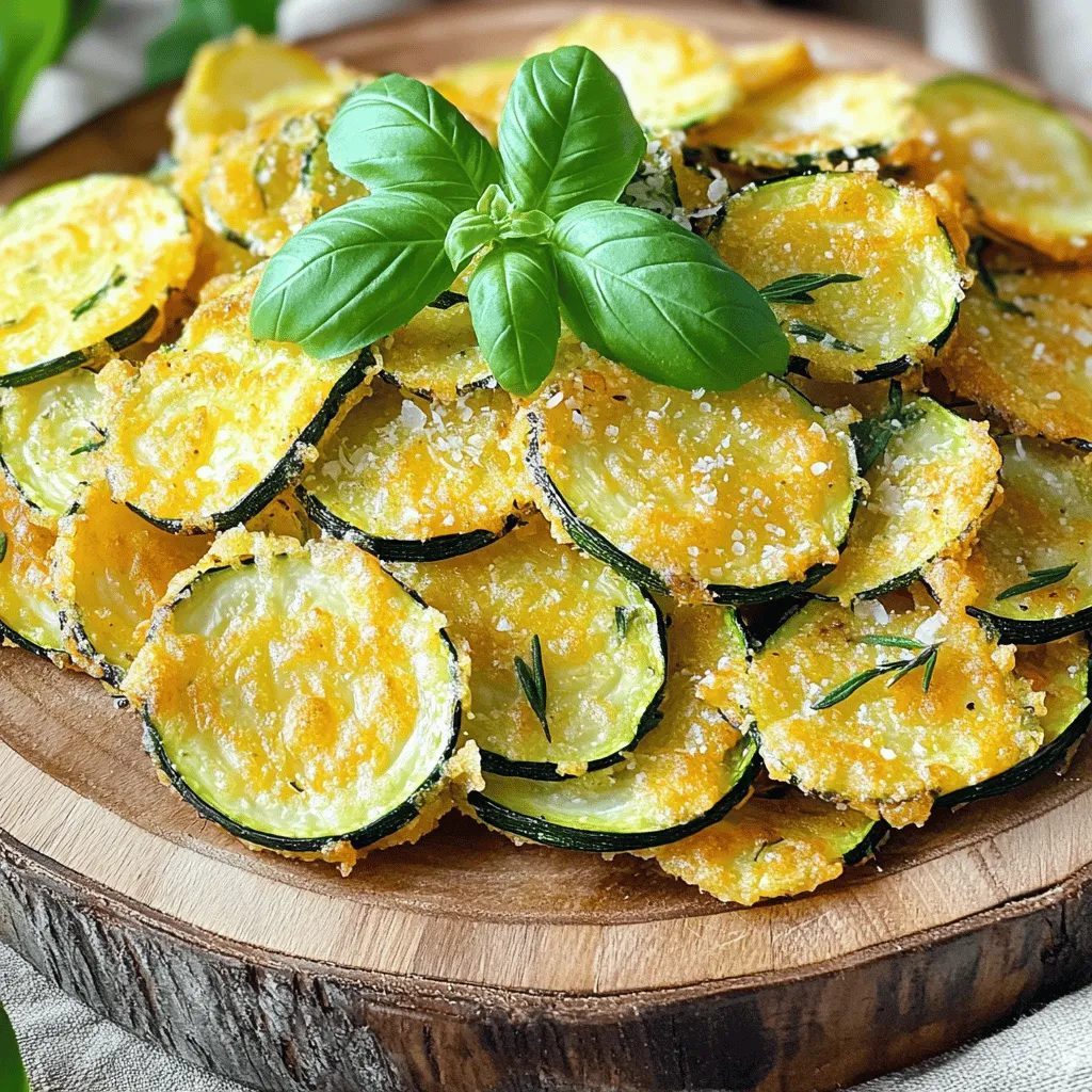 To make Crispy Zucchini Scarpaccia, gather these key ingredients: - 2 medium zucchinis, thinly sliced - 1 cup all-purpose flour - 1 teaspoon baking powder - 1/2 teaspoon salt - 1/4 teaspoon black pepper - 1/2 cup grated Parmesan cheese - 1/2 cup water - 2 tablespoons olive oil - 1 tablespoon fresh thyme leaves (or 1 teaspoon dried thyme) - 1 clove garlic, minced These ingredients come together to create a tasty dish that shines with flavor. The seasoning in this recipe brings out the zucchini's natural taste. You can adjust the salt and pepper to your liking. If you want a fresh touch, add basil leaves as a garnish. They add color and flavor. You can also use different herbs, like rosemary, for a unique twist. To cook this dish, you need some basic tools: - A mixing bowl for combining ingredients - A whisk to mix the batter - A large skillet for frying the scarpaccia - A spatula for flipping - A baking sheet lined with parchment paper for baking Having the right tools makes cooking easier and more fun. You can find the full recipe here. To start, I gather my ingredients. First, I mix the flour, baking powder, salt, and black pepper in a big bowl. Next, I slowly add the water while I stir. I want a smooth batter that can coat the zucchini. Then, I fold in the grated Parmesan cheese, thyme leaves, and minced garlic. This adds flavor and makes the batter rich. Finally, I add the thinly sliced zucchini, mixing gently to coat every piece well. I heat olive oil in a large skillet over medium heat. When the oil is hot, I scoop the zucchini mixture into the pan. I spread it out evenly for even cooking. I leave it alone for about 5-7 minutes. This helps the bottom get golden and crispy. After that, I carefully flip it over with a spatula. I let it cook for another 5-7 minutes until the other side is just as crispy. Once both sides are crispy, I transfer the scarpaccia to a lined baking sheet. I pop it into my preheated oven at 425°F (220°C) for an extra 10-15 minutes. This final baking step gives it a nice crunch and golden color. After baking, I let it cool slightly before cutting it into wedges. I like to serve it warm, often with marinara sauce or a yogurt dip. This crispy zucchini scarpaccia is not just tasty; it also looks great on a plate! If you want to follow the full recipe, check it out [here](#). Pick zucchinis that are firm and bright in color. Look for ones about 6 to 8 inches long. Avoid zucchinis with soft spots or wrinkles. These signs mean they may not taste fresh. You want zucchinis that feel heavy for their size. This weight means they are juicy and tender, perfect for Scarpaccia. To get that perfect crispy texture, slice your zucchinis thinly and evenly. Aim for about 1/4 inch thick. This helps them cook at the same rate. When you mix the zucchini with the batter, make sure every slice gets coated well. This coating helps lock in moisture while creating a crispy outer layer. Also, don’t overcrowd the pan when cooking. Give each piece enough space to crisp up. One common mistake is not preheating the skillet before adding the zucchini. If the skillet isn’t hot enough, the zucchini will steam instead of fry. Another mistake is using too much batter. You want a light coating, not a thick layer. Lastly, don’t skip the baking step. This final bake ensures your Scarpaccia gets that perfect golden crunch. For a full recipe, check out the Crispy Zucchini Scarpaccia section. {{image_4}} You can change up the flavor by adding cheese or herbs. Try using mozzarella for a stretchy, gooey texture. Feta adds a tangy taste that pairs well with zucchini. You can also mix in herbs like oregano or rosemary. These fresh flavors make your scarpaccia even more special. You can easily make this dish gluten-free. Just swap the all-purpose flour for a gluten-free flour blend. For a vegan version, skip the cheese and use a plant-based alternative. Replace the egg with flaxseed mixed with water for binding. This way, everyone can enjoy this tasty treat! Crispy zucchini scarpaccia is great for many occasions. Serve it as a snack for game day or a light lunch with a salad. You can also cut it into smaller pieces for appetizers at a party. Pair it with marinara sauce or a yogurt dip to impress your guests. If you want to make it fancy, garnish with fresh basil or a sprinkle of chili flakes. Enjoy exploring these fun ideas! After you make Crispy Zucchini Scarpaccia, let it cool. Store the leftovers in the fridge. Place them in an airtight container. They stay fresh for about three days. When you want to eat them again, preheat your oven to 350°F (175°C). Place the scarpaccia on a baking sheet and heat for about 10 minutes. This makes them crispy again. You can freeze scarpaccia if you have extra. First, let it cool completely. Then, wrap it tightly in plastic wrap. After that, place it in a freezer bag or container. It keeps well for about one month. When you want to eat it, thaw it in the fridge overnight. Reheat it in the oven for best results. For the fridge, use a glass or plastic airtight container. These keep moisture out. If you are freezing, a heavy-duty freezer bag works great. You can also use a freezer-safe container. Just make sure to label it with the date. This way, you know how long it has been stored. Remember, proper storage helps keep your crispy zucchini scarpaccia tasty! To make Crispy Zucchini Scarpaccia, follow these steps: 1. Preheat your oven to 425°F (220°C). 2. Prepare a baking sheet with parchment paper. 3. In a large bowl, mix flour, baking powder, salt, and pepper. 4. Slowly add water while stirring to form a smooth batter. 5. Fold in Parmesan, thyme, and minced garlic. 6. Add thinly sliced zucchini and coat well. 7. Heat olive oil in a skillet over medium heat. 8. Spread the mixture in a single layer and cook for 5-7 minutes. 9. Flip and cook for another 5-7 minutes until crispy. 10. Transfer to the baking sheet and bake for 10-15 minutes. 11. Let it cool, cut into wedges, and serve. This method gives you a crunchy, tasty dish with simple steps. Yes, you can use other veggies! Try thin slices of eggplant, bell peppers, or carrots. Cut them thin so they cook well. You can also mix vegetables for more flavor. Be sure to adjust cooking times since some veggies may cook faster than zucchini. Crispy Zucchini Scarpaccia pairs nicely with many dishes. Here are a few ideas: - Marinara sauce for dipping - A fresh salad with lemon vinaigrette - Creamy yogurt or sour cream dip - Grilled meats or fish for a main course - A glass of crisp white wine to enhance the flavors These pairings highlight the zucchini’s taste while adding more fun to your meal. Enjoy exploring these combinations! Crispy Zucchini Scarpaccia is an easy and tasty dish. We covered the main ingredients, seasonings, and tools needed for success. You learned step-by-step instructions for making the perfect batter and achieving crunch. I shared helpful tips, variations for special diets, and storage options. Now you can enjoy flavorful Scarpaccia anytime. With practice, your dish will shine. Enjoy this fun recipe with friends and family!