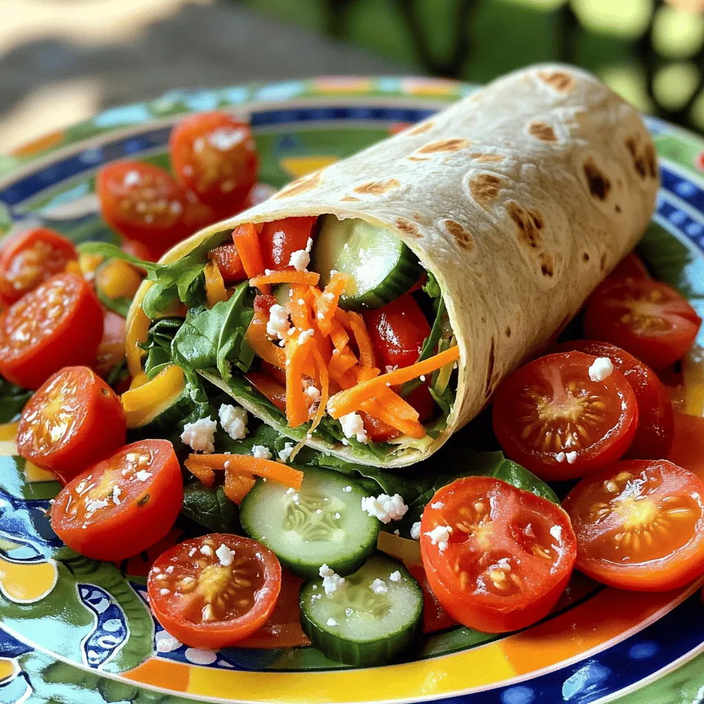 For the Rainbow Veggie Wraps, you'll need these basic ingredients: - 4 whole wheat tortillas - 1 cup hummus (store-bought or homemade) - 1 cup shredded carrots - 1 cup cucumber, thinly sliced - 1 cup bell peppers (red, yellow, and green), thinly sliced - 1 cup fresh baby spinach leaves - 1/2 cup cherry tomatoes, halved - 1/4 cup feta cheese, crumbled (optional) - Salt and pepper to taste These ingredients make a colorful, tasty wrap. The whole wheat tortillas provide fiber, while the veggies add crunch and vitamins. Hummus keeps the wrap moist and adds flavor. You can swap or add other ingredients for variety. Here are some ideas: - Avocado slices for creaminess - Grilled chicken or turkey for protein - Fresh herbs like cilantro or basil for extra flavor - Different cheeses like mozzarella or goat cheese Feel free to mix and match based on what your kids enjoy. This way, they won't get bored at lunch. If your child has dietary needs, you can still enjoy these wraps. Here are some alternatives: - Use gluten-free tortillas for gluten sensitivity. - Substitute hummus with guacamole for nut allergies. - Skip cheese for a dairy-free version or use a dairy-free cheese. These options ensure everyone can have a fun and tasty lunch. The Rainbow Veggie Wraps can fit into many diets while still being healthy and delightful. For the complete method of crafting these wraps, check out the Full Recipe. Start by washing all your veggies. This keeps them clean and fresh. Peel the carrots and shred them using a grater. Thinly slice the cucumber and bell peppers. The mix of colors makes the wrap fun. Rinse the baby spinach leaves and pat them dry. If you want to make your own hummus, blend chickpeas, tahini, lemon juice, and garlic. Otherwise, store-bought hummus works well too. Take a whole wheat tortilla and lay it flat. Spread about 1/4 cup of hummus on it, leaving a small edge. Begin adding your shredded carrots first. Next, layer on the cucumber slices and colorful bell peppers. Add a handful of baby spinach for crunch. Toss in halved cherry tomatoes for a sweet burst. If you like, sprinkle some feta cheese on top for creaminess. Now, add a pinch of salt and pepper to enhance the flavors. Carefully roll the tortilla from one edge, tucking in the sides as you go. When it's tight, use a sharp knife to slice the wraps into pinwheels or halves. This makes them easy to eat. For a nice touch, arrange the wraps on a colorful plate. Garnish with extra cherry tomatoes for fun. You can also pack a side of seasonal fruit to make the meal complete. Check out the Full Recipe for more tips! When you plan lunches, keep it simple. Start with a list of favorite foods. Make a shopping list based on that list. This helps you buy what you need. Prepping meals ahead saves time. You can slice veggies and store them in containers. This keeps them fresh and ready to use. You can also make a batch of hummus. Store it in the fridge for quick access. To keep wraps fresh, wrap them tightly in plastic wrap. This prevents air from getting in. You can also use a lunchbox with a divider. This keeps wraps from getting squished or soggy. Adding a small ice pack can help keep everything cool. If you pack a side of fruit, try to keep it separate. This way, your wrap stays crisp. To make wraps fun, let kids help with the prep. They can choose their favorite fillings. Use colorful veggies for a rainbow effect. This makes eating more exciting. You can also cut wraps into fun shapes. Use cookie cutters to create stars or hearts. Serve with a tasty dip on the side. This will make lunchtime enjoyable and encourage kids to eat healthy. For a delicious option, try the Rainbow Veggie Wraps. They are easy to make and perfect for school lunches. Check out the Full Recipe for all the details! {{image_4}} You can switch up the fillings in your rainbow veggie wraps. Try adding cooked chicken or turkey for protein. You can also use cheese sticks or avocado slices for creaminess. If your kids like fruit, try adding apple slices or grapes. Other veggies like shredded cabbage or radishes work well too. This way, you keep lunch exciting and tasty! While whole wheat tortillas are great, you can also use lettuce leaves. They are low in carbs and gluten-free. You might also try spinach or collard greens for a fun twist. These options add crunch and freshness. Your kids will love the new look and taste. Plus, it’s a smart way to sneak in more greens! Dipping sauces can make lunch more fun. Try yogurt mixed with herbs for a creamy dip. You can also create a simple salsa from chopped tomatoes and onions. Kids love to dip their wraps, which makes eating more interactive. Another option is a sweet honey mustard sauce. This will add a tasty zing that kids will enjoy. For more ideas, check the Full Recipe for rainbow veggie wraps! To keep your rainbow veggie wraps fresh, store them in an airtight container. Wrap each one in plastic wrap or parchment paper first. This adds a layer of protection and keeps them from drying out. If you pack them for lunch, place a damp paper towel in the container. This helps maintain moisture. Keep the wraps in the fridge until it’s time to eat. You can freeze rainbow veggie wraps for later use. First, wrap each one tightly in plastic wrap. Then, place them in a freezer-safe bag. Make sure to remove as much air as possible. When you’re ready to eat, take one out and thaw it in the fridge overnight. Avoid thawing them at room temperature, as this can make them soggy. Choose containers that are sturdy and easy to open. Look for ones with compartments to keep different foods separate. Silicone containers are a great option as they are flexible and durable. Glass containers also work well, but they can be heavier. Whichever you choose, ensure they have a good seal to prevent spills. By following these storage tips, you can enjoy fresh and tasty rainbow veggie wraps all week long. For the full recipe, check out the details above! Yes, you can make rainbow wraps the night before. Just wrap them tightly in plastic or foil. This keeps them fresh. Store them in the fridge. The next day, your child will enjoy a ready-to-eat lunch. If your child does not like some veggies, swap them out. Try using veggies they love. For example, if they dislike bell peppers, use shredded zucchini or avocado instead. You can keep the hummus and tortillas. Make it fun by letting your child choose their favorite veggies. To add more protein, include ingredients like grilled chicken, turkey slices, or beans. Hummus already has protein, but you can also add cheese or nuts. These options will make the wraps more filling and nutritious. For the full recipe, check out the Rainbow Veggie Wraps. Rainbow veggie wraps are colorful, tasty, and fun to make. We explored key ingredients and ways to adjust them for dietary needs. I shared easy step-by-step instructions, tips for meal prep, and how to keep wraps fresh. Variations included new fillings and exciting dips to enhance flavor. Finally, we discussed storing and freezing wraps effectively. Making veggie wraps is simple and rewarding. They’re a great way to eat healthy!