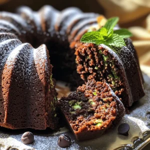 To make this rich and decadent treat, you need the following essential ingredients: - 2 cups freshly grated zucchini (about 2 medium zucchinis) - 1 ¾ cups all-purpose flour - ½ cup unsweetened cocoa powder - 1 teaspoon baking soda - ½ teaspoon baking powder - ½ teaspoon salt - 1 teaspoon ground cinnamon - 1 cup granulated sugar - ½ cup brown sugar, packed tightly - ½ cup vegetable oil - 2 large eggs - 1 teaspoon vanilla extract - ½ cup semi-sweet chocolate chips These ingredients create a cake that is moist, rich, and full of chocolatey goodness. The zucchini adds moisture and a subtle flavor, making it a secret star. You can enhance your cake with some optional garnishes and add-ins: - Powdered sugar for dusting - Chopped nuts like walnuts or pecans - Shredded coconut - Extra chocolate chips for a more chocolatey cake - A drizzle of chocolate or caramel sauce These additions can elevate your presentation and add extra layers of flavor. If you need to make substitutions, here are some options: - Use whole wheat flour instead of all-purpose flour for a healthier option. - Swap vegetable oil with melted coconut oil for a different taste. - Replace granulated sugar with coconut sugar for a lower-glycemic option. - Use flax eggs (1 tablespoon ground flaxseed mixed with 2.5 tablespoons water) instead of large eggs for a vegan version. These substitutes can adapt the recipe to fit your dietary needs while still keeping it delicious. For the full recipe, refer to the earlier section. Start by preheating your oven to 350°F (175°C). Grab your 10-cup bundt pan and grease it well with butter or non-stick spray. This step is key to ensuring your cake comes out easily. Next, dust the pan lightly with flour. This creates a non-stick surface and helps the cake release perfectly after baking. In a medium bowl, whisk the dry ingredients together. Combine 1 ¾ cups of all-purpose flour, ½ cup of cocoa powder, 1 teaspoon of baking soda, ½ teaspoon of baking powder, ½ teaspoon of salt, and 1 teaspoon of ground cinnamon. Mix them well and set this bowl aside. In a large bowl, blend 1 cup of granulated sugar, ½ cup of brown sugar, and ½ cup of vegetable oil. Use a whisk or mixer to ensure a smooth mix. Next, add 2 large eggs one at a time, mixing well after each addition. Stir in 1 teaspoon of vanilla extract for a rich flavor. Now, slowly add the dry mix to the wet mix. Stir gently with a spatula until just combined. Avoid over-mixing to keep the cake light and fluffy. Gently fold in 2 cups of freshly grated zucchini and ½ cup of semi-sweet chocolate chips. This adds moisture and chocolatey goodness. Pour the batter into your prepared bundt pan, smoothing the top with a spatula. Bake the cake in the preheated oven for 50 to 60 minutes. To check if it's done, insert a toothpick in the center. It should come out clean or with a few moist crumbs. Once baked, let the cake cool in the pan for about 15 minutes. Then, carefully invert it onto a wire rack to cool completely. When it's cool, you can dust the top with powdered sugar if you want a nice finish. Cut it into wedges and serve with pride! If you want the full recipe, check it out in the previous section. To keep your Chocolate Zucchini Bundt Cake moist, start with fresh zucchini. Grate it finely and pack it lightly. This method adds moisture without making the batter too wet. Always use oil in your recipe, as it helps maintain softness. Adding yogurt or applesauce can also boost moisture. Don't overbake! Check for doneness a few minutes early. The cake should spring back when lightly pressed. One common mistake is not measuring ingredients correctly. Always use the right tools, like dry measuring cups for flour. Sifting dry ingredients can help avoid lumps and ensure even mixing. Avoid mixing too much once you add the dry and wet ingredients. Over-mixing can lead to a tough cake. Lastly, remember to preheat your oven. A cold oven can affect baking times and texture. When mixing, combine the sugars and oil first. This creates a smooth base for your batter. Add eggs one at a time to ensure they blend well. When you combine wet and dry ingredients, fold gently. Use a spatula for this part. You want to keep air in the batter. Finally, fold in the zucchini and chocolate chips carefully. This keeps them evenly distributed without overworking the batter. For the full recipe, check out the Chocolate Zucchini Bundt Cake section above! {{image_4}} You can make this cake gluten-free with simple swaps. Just replace all-purpose flour with a gluten-free blend. Look for one that measures cup for cup like regular flour. This ensures the cake keeps its nice texture. Always check that your cocoa powder is gluten-free too, as some brands may contain traces of gluten. To make this cake dairy-free, swap regular milk or butter for plant-based options. Use almond milk or coconut milk in place of milk. For butter, coconut oil or vegan margarine works great. Ensure your chocolate chips are dairy-free as well. This way, everyone can enjoy a slice! Feel free to get creative with this cake. Add a dash of espresso powder for a rich flavor. You can also mix in nuts, like walnuts or pecans, for extra crunch. Want a fruity twist? Toss in some dried cherries or cranberries. Each option adds a unique taste and texture to the cake. For the full recipe, check the section above. To keep your Chocolate Zucchini Bundt Cake fresh, wrap it tightly in plastic wrap. This helps lock in moisture. You can also place it in an airtight container. Store it at room temperature for the best taste. If your kitchen is warm, keep it in the fridge to prevent spoilage. When stored properly, the cake lasts about 3 to 4 days at room temperature. If you keep it in the fridge, it can last up to a week. But trust me, it won't last that long! The rich chocolate flavor and moist texture make it hard to resist. You can freeze this cake if you want to save some for later. First, let it cool completely. Wrap it tightly in plastic wrap, then in aluminum foil. This prevents freezer burn. The cake can stay frozen for up to 3 months. When you're ready to enjoy it, just thaw it in the fridge overnight. For best results, warm it slightly before serving. Enjoy every bite! For the full recipe, check out the [Full Recipe] section. Yes, you can use frozen zucchini. Just make sure to thaw it first. After thawing, squeeze out the extra water. This helps keep your cake from becoming too wet. Frozen zucchini works well since it has the same taste and texture when baked. If you lack a Bundt pan, use a 9x5-inch loaf pan. This size fits the batter well and helps create a nice shape. You can also use two 8-inch round pans. Just keep an eye on the baking time, as it may change with different pans. To check for doneness, insert a toothpick into the center of the cake. If it comes out clean or with a few moist crumbs, your cake is ready. You can also gently press the top of the cake; it should spring back. This ensures a perfect bake every time. This chocolate zucchini bundt cake is simple and delicious. We explored key ingredients, from the basics to fun add-ins. You learned how to prep your pan, mix, and bake perfectly. I shared tips to keep your cake moist and avoid common errors. You can even try gluten-free or dairy-free options. Remember to store leftovers properly for the best taste. Now, it’s time to get baking! Your delicious cake awaits.