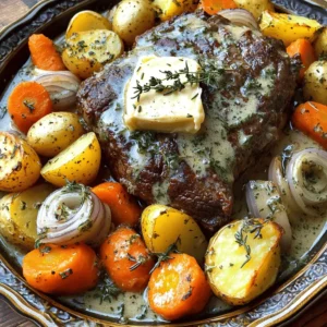 - 3 lbs beef chuck roast - 4 tablespoons unsalted butter, softened - 4 cloves garlic, finely minced - 1 tablespoon fresh rosemary, finely chopped - 1 tablespoon fresh thyme, finely chopped - 2 cups beef broth - 1 large onion, cut into quarters - 4 medium carrots, cut into 1-inch chunks - 4 medium potatoes, peeled and cut into cubes - 1 tablespoon olive oil - Sea salt and freshly cracked black pepper, to taste - 1 cup heavy cream - 1 tablespoon all-purpose flour (optional, for thickening) How do you properly measure liquids and solids? To measure liquids, use a clear measuring cup. Fill it to the desired line. For solids, use dry measuring cups. Scoop the ingredient, then level it off with a knife for accuracy. Why are fresh herbs important for flavor? Fresh herbs add bright and vivid flavors. They make each bite more aromatic and enjoyable. Dried herbs can work, but they lack the same punch. Always choose fresh when you can. You can find the full recipe for Creamy Garlic-Herb Butter Pot Roast in the detailed instructions above. - Preheat your oven to 325°F (165°C). - Season the beef chuck roast with sea salt and black pepper on all sides. This step adds great flavor. - Sear the roast in a large, heavy pot. Heat olive oil over medium-high heat. Once hot, add the roast. Sear it for about 3-4 minutes on each side until brown. - Next, sauté the onion, carrots, and potatoes in the same pot. Cook them for about 5 minutes. This softens the veggies and brings out their flavors. - Now, let's craft the garlic-herb butter. In a bowl, mix the softened butter, minced garlic, chopped rosemary, and thyme. This fragrant blend adds a rich taste. - Coat the seared roast with the garlic-herb butter. Ensure every side is covered. Place the roast back in the pot with the veggies. - Pour the beef broth around the roast and vegetables. Make sure the veggies are submerged. - Cover the pot tightly and roast in the oven for 3 hours. The roast is done when it's fork-tender. - For a thick sauce, mix flour with cold water until smooth. Stir this blend into the pot juices after roasting. - Lastly, stir in the heavy cream to the sauce. Simmer for another 15-20 minutes, stirring often. Adjust the seasoning as needed. Follow these steps for a delicious Creamy Garlic-Herb Butter Pot Roast. You can find the complete recipe in the Full Recipe section. To boost flavor, fresh herbs are a must. I use rosemary and thyme in this pot roast. Both herbs add depth and a lovely aroma. You can also try parsley or sage for a twist. Seasoning is key. Start with salt and pepper on the beef. Don't skip this step! Add seasoning to the vegetables too. This helps every part of the dish taste great. Searing is crucial. It locks in juices and adds a rich flavor. I always sear the roast until it has a nice brown crust. This step makes a big difference in taste. Always use high heat, and don’t rush it. A Dutch oven is my favorite tool for this recipe. It holds heat well and keeps moisture in. If you use a regular pot, ensure it has a tight lid. This helps the roast cook evenly. Prep time is quick, just about 20 minutes. While the roast cooks for three hours, you can relax or clean up. If you want to make this dish ahead, you can. Prepare the roast and veggies, then refrigerate them. When you're ready, just add broth and bake. It saves time and still tastes amazing. For the full recipe, check the recipe section. Enjoy cooking! {{image_4}} You can easily swap out the beef for other cuts. A brisket or a round roast works well. These cuts also give great flavor. If you want a leaner option, try turkey or chicken. You can replace the vegetables too. Use what’s in season or what you love. Sweet potatoes add a nice touch. Cauliflower can be a great alternative to potatoes. To make this dish gluten-free, skip the flour or use a gluten-free mix. The sauce will still taste great without it. Just let it simmer longer to thicken. If you want a vegan option, use jackfruit or mushrooms as the main ingredient. Replace beef broth with vegetable broth. Use plant-based butter for the garlic-herb mix. This way, you keep the creamy flavor without meat or dairy. Adding a cup of red wine to the pot gives a rich depth. It pairs well with the beef and enhances the sauce. Feel free to play with herbs and spices. Try adding sage or oregano for a new twist. A pinch of smoked paprika can add a hint of warmth. Experiment and find what flavors you enjoy most. For the full recipe, check out the recipe section above. To store leftover pot roast, let it cool to room temperature. Place it in an airtight container. The pot roast stays good in the fridge for up to four days. Always check for any strange smells or colors before eating leftovers. To freeze the pot roast, cut it into smaller pieces and wrap them tightly in plastic wrap. Then, place the wrapped portions in a freezer bag or airtight container. This way, it will keep well for up to three months. To thaw, move the pot roast to the fridge a day before you want to eat it. Reheat it gently on the stove or in the oven to keep it juicy. You can get creative with leftover pot roast. Try making pot roast tacos or sandwiches. You can also chop it up and add it to soups or stews. Another fun idea is to use it in a hearty pot roast hash with potatoes and eggs. Explore these options to enjoy your pot roast in new ways! For the [Full Recipe], check back at the beginning of the article. How do I know when the pot roast is done? You know the pot roast is done when it is fork-tender. This means a fork should easily slide into the meat. Check the internal temperature, too. It should reach 195°F (90°C) for the best results. Resting the meat for 15 minutes before slicing helps keep it juicy. Can I cook this pot roast in a slow cooker? Yes, you can use a slow cooker. Sear the roast first for extra flavor. Then, add all the ingredients to the slow cooker. Cook on low for 6-8 hours or high for 4-5 hours. This method makes a tender and tasty pot roast. What side dishes pair well with Creamy Garlic-Herb Butter Pot Roast? Great side dishes include mashed potatoes, steamed green beans, or a fresh salad. You can also serve it with crusty bread to soak up the creamy sauce. These sides enhance the overall meal. What is the best way to ensure a tender pot roast? To ensure a tender pot roast, use a cut like beef chuck. This cut has fat, making it juicy. Searing the meat before cooking adds flavor. Low and slow cooking allows the meat to break down, resulting in tenderness. How can I adjust the recipe for a larger or smaller roast? To adjust the recipe, change the amount of beef and seasonings. For a larger roast, increase the broth and vegetables. For a smaller roast, reduce the ingredients proportionally. Keep the cooking time consistent for best results. What type of butter is best for this recipe? Unsalted butter works best for this recipe. It allows you to control the saltiness. This butter blends well with the herbs and garlic. It creates a rich and creamy flavor that enhances the roast. Can I use dried herbs instead of fresh for the garlic-herb butter? Yes, you can use dried herbs instead of fresh. Use about one-third of the amount needed for fresh herbs. Dried herbs are more concentrated. They can still add great flavor to your garlic-herb butter. This blog post covered everything you need for a delicious pot roast. We discussed the key ingredients, cooking steps, and how to enhance flavor. You learned tips for managing time and storage, plus ways to adjust the recipe. I hope these insights inspire you to create your perfect pot roast. Remember, cooking is all about experimenting and enjoying the process. With these tools in hand, you’ll make a meal your family loves. Enjoy every bite!