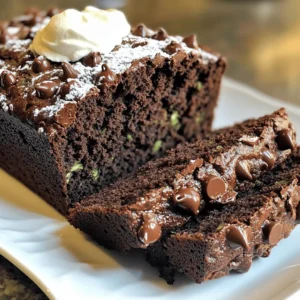 Making classic chocolate zucchini bread is easy and fun. Here’s what you need: - 1 ½ cups grated zucchini (about 1 medium zucchini) - 1 cup granulated sugar - ½ cup packed brown sugar - ½ cup vegetable oil - 2 large eggs - 1 teaspoon vanilla extract - 1 ½ cups all-purpose flour - ½ cup unsweetened cocoa powder - 1 teaspoon baking soda - ½ teaspoon baking powder - ½ teaspoon salt - 1 cup semi-sweet or dark chocolate chips - ½ cup chopped walnuts or pecans (optional) Grating zucchini is key. It adds moisture and nutrients. Sugar makes the bread sweet and fluffy. Vegetable oil keeps it moist, while eggs help it rise. The vanilla extract gives a lovely flavor. Mixing the dry ingredients helps create a smooth batter. Cocoa powder brings that rich chocolate taste. Baking soda and baking powder help the bread rise. Salt balances the sweetness. Chocolate chips are a must for that gooey texture. If you like, add nuts for crunch. You can find the full recipe at the end. Enjoy gathering these ingredients, and get ready to bake! 1. Preheat your oven to 350°F (175°C). Prepare a 9x5 inch loaf pan. You can grease it or line it with parchment paper. This helps the bread come out easily. 2. In a large bowl, combine 1 ½ cups of grated zucchini, 1 cup of granulated sugar, ½ cup of brown sugar, ½ cup of vegetable oil, 2 large eggs, and 1 teaspoon of vanilla extract. Mix these wet ingredients well. You want everything to blend smoothly. 3. In another bowl, sift together 1 ½ cups of all-purpose flour, ½ cup of cocoa powder, 1 teaspoon of baking soda, ½ teaspoon of baking powder, and ½ teaspoon of salt. This step helps make the bread light and fluffy. 4. Gradually add the dry mixture to the wet mixture. Stir gently until just combined. Be careful not to overmix. You should see no dry flour but little lumps are okay. 1. Now, fold in 1 cup of chocolate chips. If you like, you can also add ½ cup of chopped walnuts or pecans for a nice crunch. 2. Pour the batter into the prepared loaf pan. Use a spatula to smooth the top. This helps the bread bake evenly. 3. Bake in the preheated oven for 50-60 minutes. Check for doneness by inserting a toothpick into the center. If it comes out clean, your bread is ready. 4. Once baked, take the loaf out of the oven. Let it cool in the pan for about 10 minutes. Then, move it to a wire rack to cool completely. You can find the Full Recipe to make this delicious treat! - How to avoid overmixing the batter: Mixing the batter too much can make it tough. Once you add the dry ingredients, mix gently. Stop when you no longer see dry flour. A few lumps are okay. - Ensuring even baking: To get a nice, even bake, make sure your oven is at the right temperature. Use an oven thermometer if needed. Place the loaf pan in the center of the oven. This helps the heat circulate. - Best practices for mixing zucchini into the batter: Grate the zucchini finely. This helps it blend well into the batter. Make sure to squeeze out excess moisture using a clean cloth. Too much liquid can make the bread soggy. - Presentation tips for serving: When the bread cools, slice it into thick pieces. Place the slices on a pretty plate. You can dust them with powdered sugar for a nice look. - Pairing ideas: Serve your chocolate zucchini bread warm. A dollop of whipped cream or a scoop of vanilla ice cream makes it special. These toppings add creaminess that balances the rich chocolate. For more delicious ideas, check out the Full Recipe for classic chocolate zucchini bread! {{image_4}} You can change the sugars in this recipe. Using brown sugar gives a richer flavor. You can also try coconut sugar for a lighter touch. Each type will alter the taste a bit. For oils, vegetable oil works well, but you can use melted coconut oil. It adds a slight coconut taste. You can even use apple sauce as a substitute for oil. This swap makes the bread even moister and cuts fat. Spicing up your zucchini bread is easy. Adding a teaspoon of cinnamon can warm up the flavors. Nutmeg is another great choice for a cozy touch. You might also think about adding fruits. Chopped apples add sweetness and moisture. Mashed bananas can give extra flavor and make it even softer. Both options will take your bread to a new level of delight. For the full recipe, check out the Moist Chocolate Zucchini Delight ! To keep your chocolate zucchini bread fresh, store it at room temperature. Use a clean, airtight container. This helps keep the moisture in. If you don't have a container, wrap the bread in plastic wrap. Make sure it is tightly sealed. Your bread will stay moist for about three days this way. You can also place it in a paper bag. This allows some air to circulate while keeping it soft. For long-lasting enjoyment, you can freeze the bread. First, let it cool completely. Then, wrap it tightly in plastic wrap. After that, place it in a freezer-safe bag. Remove as much air as possible to prevent freezer burn. Your bread can last for up to three months in the freezer. When you're ready to enjoy the bread, take it out of the freezer. Leave it wrapped and place it in the fridge overnight. This helps it thaw slowly. If you're in a hurry, you can thaw it at room temperature for a few hours. To reheat, slice the bread and warm it in the microwave for about 15-20 seconds. You can also use an oven set to 350°F. Heat for about 10 minutes or until warm. Enjoy your moist, chocolatey treat! You can find the full recipe for this delicious bread earlier in the article. Yes, you can make swaps based on your needs. Use gluten-free flour for a gluten-free option. Replace sugar with a sugar substitute if you're cutting back. For dairy-free, choose a plant-based oil and skip the eggs. Applesauce can replace eggs in some recipes too. Adjusting these ingredients won't change the taste much. To check if your bread is done, use a toothpick. Insert it into the center of the loaf. If it comes out clean, your bread is ready. If there is batter on the toothpick, bake it for a few more minutes. Keep an eye on it to avoid overbaking. If your bread turns out dry, there are a few tricks. Next time, add a bit more grated zucchini. This helps keep the bread moist. You can also add a splash of milk or water to the batter. If it's already baked, serve it with butter or cream. This makes it softer and more enjoyable. For the full recipe, check out the delicious steps earlier in this article. You learned how to make delicious zucchini bread with simple steps and flexible options. Using ingredients like zucchini, sugar, and chocolate chips, you can create a tasty treat. Remember to mix dry and wet ingredients gently to avoid tough bread. Don’t forget to explore variations and storage tips for fresh enjoyment. Enjoy your baking journey and share this recipe with friends! You’ll impress everyone with your skills.