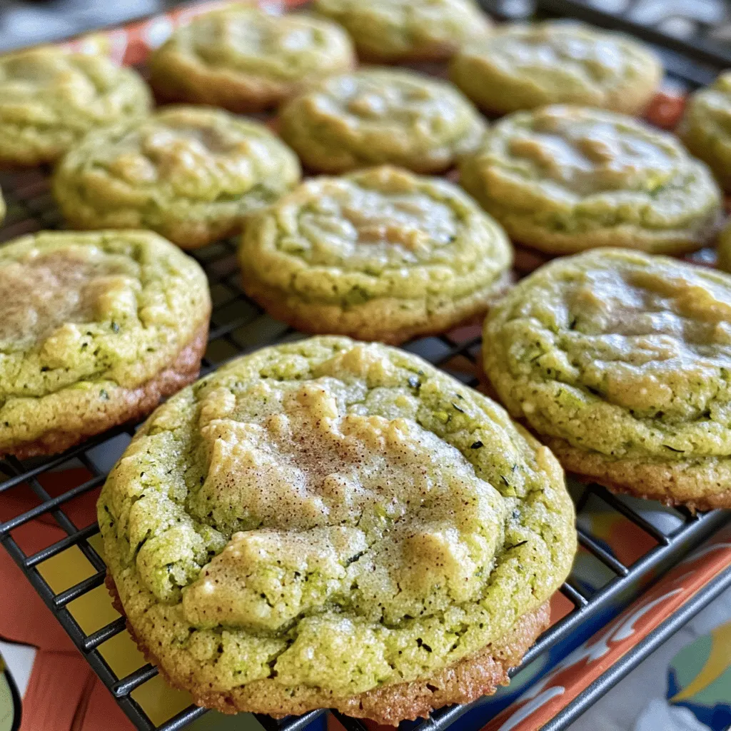 - 1 cup grated zucchini - 1 cup rolled oats - 1/4 cup honey or maple syrup - 1/2 teaspoon baking soda Choosing fresh zucchini is key for great cookies. Look for firm, smooth skins. Avoid zucchini with blemishes or soft spots. Fresh zucchini has more flavor and moisture. When it comes to ingredients, think about organic versus conventional. Organic options can be safer and tastier. They often have no harmful pesticides. If you can, choose organic honey or maple syrup. This choice gives your cookies a better flavor. You can switch up sweeteners if needed. Try coconut sugar or agave syrup instead. Both options will add a nice twist to your cookies. For gluten-free cookies, use gluten-free oats. This swap keeps your treat safe for those with gluten issues. You can also use almond flour for a different texture. - Preheat your oven to 350°F (175°C). - Line a baking sheet with parchment paper. This will help the cookies not stick. - In a large bowl, mix 1 cup of grated zucchini with 1 cup of rolled oats. - Stir until both ingredients blend well together. - Add 1/4 cup of honey or maple syrup and mix again. - Sprinkle in 1/2 teaspoon of baking soda and combine until you form a thick dough. - Scoop out tablespoon portions of dough. Place them on the baking sheet about 2 inches apart. - Flatten each scoop slightly with the back of a spoon for even baking. - Bake for 12-15 minutes until the edges turn golden brown. This simple method leads to delicious 4-ingredient zucchini cookies. Check the [Full Recipe] for more details! To keep your cookies fresh, store them in an airtight container. Place a piece of bread inside to help keep them soft. If you want to freeze cookies, let them cool completely first. Wrap each cookie in plastic wrap, then place them in a freezer bag. They will stay fresh for about three months. When ready to eat, just thaw them at room temperature. You can easily boost the flavor of your cookies. Try adding a pinch of cinnamon or nutmeg for warmth. Chopped nuts or chocolate chips also work great. If you like sweetness, drizzle a little extra honey or maple syrup on top after baking. This step adds a nice touch and makes them even tastier. Squeezing out excess water from the zucchini is key. This helps your cookies stay firm instead of soggy. If you want chewier cookies, bake them for a shorter time. For a crispier texture, leave them in the oven a bit longer. Keep an eye on the edges. They should turn golden brown for the best results. {{image_4}} You can make your zucchini cookies even more fun! Add chocolate chips for a sweet touch. Mixing in half a cup of mini chocolate chips will give you a rich flavor. You can also try nuts, like walnuts or pecans. Just chop them up and stir them in. This adds a nice crunch to each bite. If you want to make vegan zucchini cookies, use maple syrup instead of honey. This keeps the cookies sweet while staying plant-based. You can also lower the sugar. Try cutting down the sweetener to 2 tablespoons. The cookies will still taste great and be healthier. For a unique twist, add seasonal spices. A sprinkle of pumpkin spice can make these cookies special in fall. You can also swap in other fruits or veggies. Try grated carrots or mashed bananas for a fun mix. Each option gives a new flavor to your cookies and keeps them exciting. For the full recipe, check out the details above! You can store your zucchini cookies at room temperature. Just place them in an air-tight container. If you want them to last a bit longer, keep them in the fridge. These cookies stay fresh for about 3 to 5 days. For long-term storage, freezing is your best option. Let the cookies cool completely first. Then, place them in a single layer on a baking sheet to freeze for 1 to 2 hours. After that, transfer them to an air-tight container or a freezer bag. They can last up to 3 months in the freezer. When it’s time to enjoy them again, reheat the cookies in the oven. Set it to 350°F (175°C) and warm them for about 5 minutes. This will help bring back their soft texture and flavors. Choose air-tight containers for the best storage. They help keep the cookies fresh. If you want to stack the cookies, use parchment paper between layers. This prevents sticking and makes serving easy. Enjoy your cookies at their best! For the complete baking experience, check out the Full Recipe. You can skip eggs by using other binding agents. A great option is applesauce. Use 1/4 cup of unsweetened applesauce to replace one egg. You can also use mashed banana or a flaxseed mixture. To make a flaxseed mix, combine one tablespoon of ground flaxseed with three tablespoons of water. Let it sit for five minutes before adding it to your dough. Yes, you can use quick oats. However, they change the texture. Quick oats are smaller and more processed. They create a softer cookie since they absorb moisture faster. Rolled oats give a chewier texture, while quick oats yield a less hearty cookie. If you want crunch, go for rolled oats. These cookies go well with many drinks and snacks. Try serving them with a warm cup of tea or coffee. Milk is also a great choice. For a fun twist, pair them with yogurt or a scoop of ice cream. You can even add some fresh fruit on the side for a colorful plate. Look for golden brown edges as a sign of doneness. The center may still look soft but will firm up as they cool. A toothpick inserted into a cookie should come out clean or with a few moist crumbs. Keep an eye on the cookies during baking to avoid overcooking. For the perfect texture, I recommend baking them for 12-15 minutes. For a detailed guide on making these cookies, check out the Full Recipe. You learned how to make tasty zucchini cookies. We discussed the key ingredients and quality tips to ensure you choose the best options. I shared step-by-step instructions for mixing and baking. You now know storage tips and ways to enhance flavor and texture. Remember, try different variations to suit your taste. These cookies are flexible and fun. Enjoy your baking adventure!