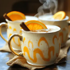To make Warm & Spicy Orange Cinnamon Milk Tea, gather these simple ingredients: - 2 cups milk (dairy or plant-based) - 1 cup water - 1 medium-sized orange (zest and juice) - 2 teaspoons loose black tea or 2 tea bags - 1 whole cinnamon stick - 1-2 teaspoons honey or maple syrup - 1/4 teaspoon ground ginger - 1/4 teaspoon ground cloves or allspice - A pinch of nutmeg - Fresh orange slices and extra cinnamon sticks for garnish These ingredients come together to create a warm hug in a mug. The milk adds creaminess, while the orange brings a bright, zesty flavor. The spices, like cinnamon and ginger, give the tea a cozy warmth. You can adjust sweetness to your taste. Using fresh orange juice and zest really enhances the flavor. This tea is not just a drink; it’s an experience you’ll love. For the full recipe, check out the recipe section. Enjoy! - Start by taking a medium saucepan. - Combine 1 cup of water, the zest from your orange, and the whole cinnamon stick. - Heat the mixture over medium heat. - Watch for it to reach a gentle boil. - Once boiling, add 2 teaspoons of loose black tea or 2 tea bags. - Let the tea steep for 4 to 5 minutes. - This time lets the flavors grow strong. - Remove the tea bags or strain out the tea leaves. - Now, add 2 cups of milk and the fresh orange juice. - Stir in sweeteners like honey or maple syrup to taste. - Mix in a 1/4 teaspoon of ground ginger, ground cloves, and a pinch of nutmeg. - Warm your tea gently, but don’t let it boil. - Stir often to keep it from sticking. - When it's warm enough, pour it into mugs. - Garnish with a fresh orange slice and a cinnamon stick. For the full recipe, check out the complete details. Enjoy this warm and cozy drink! Choosing milk for your tea matters. You can use dairy or plant-based milk. If you want creaminess, whole milk is great. For a lighter choice, try almond or oat milk. Always pick the freshest spices. Fresh spices give more flavor than dry ones. If you can, get whole spices and grind them at home. Sweetness can change your drink. Start with one teaspoon of honey or maple syrup. Taste, then add more if you like it sweeter. Spice levels also matter. If you love heat, add more ginger or a dash of cayenne. Steeping tea properly is key. Steep for 4-5 minutes for a strong flavor. Longer steeping can make it bitter, so keep an eye on time. Garnishing makes your tea look fancy. Use fresh orange slices and a cinnamon stick for each mug. You can also sprinkle a bit of nutmeg on top. Serve in clear glasses to show off the warm color. This drink is perfect for guests, especially on cold nights. Pair it with cookies or pastries for a lovely treat. {{image_4}} You can switch up the milk in this recipe. Almond milk gives a nutty flavor. Oat milk adds creaminess without dairy. Coconut milk offers a tropical twist. Each choice changes the taste slightly, so try them all and find your favorite! If you're looking for healthier options, consider stevia. It has no calories and is sweet. Agave syrup is another great choice. It’s sweeter than sugar, so use less. Date syrup is rich in nutrients and adds a deep flavor. Each sweetener gives a unique touch to your drink. To make this drink even better, add spices like cardamom or star anise. They add warmth and depth. You can also use seasonal flavors. For fall, try a splash of pumpkin spice. In spring, fresh mint could brighten it up. Experiment with flavors to find what you love! This Warm & Spicy Orange Cinnamon Milk Tea is all about personal taste. Feel free to mix and match options from above! For the full recipe, check out the Warm & Spicy Orange Cinnamon Milk Tea section. How long can leftover tea be stored? You can store leftover Warm & Spicy Orange Cinnamon Milk Tea in the fridge for up to 3 days. After that, the flavors may fade, and the milk could spoil. Best containers for storage Use an airtight container to keep your tea fresh. Glass jars or BPA-free plastic containers work well. Make sure to cool the tea before sealing it up. Safest methods to reheat tea Reheat your tea gently on the stove over low heat. Stir it often to prevent burning. You can also use a microwave. Heat it in short bursts, stirring in between. Maintaining flavor after storage To keep the flavor strong, avoid boiling the tea after storage. Instead, warm it slowly, and consider adding a pinch of fresh spices to boost the taste. Can you freeze Warm & Spicy Orange Cinnamon Milk Tea? Yes, you can freeze this tea! Freezing is a great way to keep it longer if you have extra. Instructions for freezing and thawing Pour the cooled tea into ice cube trays or freezer-safe containers. When ready to enjoy, thaw it in the fridge overnight. Reheat as mentioned earlier to bring back the warmth and flavors. Cinnamon and orange both have health perks. Cinnamon helps with blood sugar control. It is also good for digestion and may lower cholesterol. Orange is rich in vitamin C. It boosts your immune system and keeps skin healthy. Together, they create a tasty drink that supports wellness. Yes, you can make this tea without sugar. You can skip the honey or maple syrup. The orange juice adds natural sweetness. If you like, you can also use a sugar substitute. This way, you can enjoy the flavor without added sugar. To make this recipe vegan, simply choose plant-based milk. Almond, soy, or oat milk works well. Use maple syrup instead of honey for sweetness. This keeps the drink tasty and vegan-friendly. You still get all the warm flavors without any animal products. You can enjoy this tea any time of day. It is great for breakfast or a cozy afternoon treat. Drinking it at night can help you relax. The spices and warmth make it perfect for chilly evenings. It’s a nice drink to unwind with. Yes, you can use different types of tea. Green tea or chai can add unique flavors. Herbal teas like rooibos also work well. Just adjust the steeping time to suit the tea you choose. This gives you many ways to enjoy this warm drink. In this blog post, we explored how to make warm and spicy orange cinnamon milk tea. We covered all the key ingredients and provided a clear step-by-step guide. You learned tips for the best flavor and how to display your drink for guests. We also discussed variations to fit your taste and ways to store leftovers. Enjoy making your tea and experiment with your unique touches. Now, share your delightful creations with friends and family!