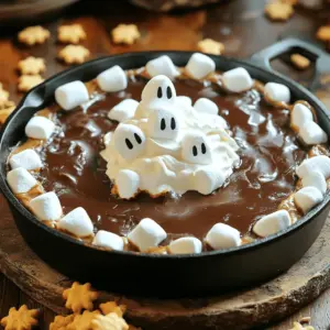 To make the perfect Ghost S'mores Dip, you need these key ingredients: - 1 cup semi-sweet chocolate chips - 1 cup miniature marshmallows - 1/2 cup heavy cream - 1/2 teaspoon vanilla extract - 1/4 teaspoon salt - 6 graham crackers, broken into pieces - Whipped cream or marshmallow fluff for topping - Ghost-shaped marshmallows or white chocolate ghosts for decoration Each ingredient plays a role in creating that rich and creamy texture. The semi-sweet chocolate chips melt beautifully, giving the dip its base flavor. Miniature marshmallows add a fluffy layer on top, making every bite delightful. Heavy cream binds everything together while adding richness. Don't forget the vanilla extract and salt, which enhance the taste. For serving, graham crackers provide the perfect crispy contrast to the dip's creaminess. Adding whipped cream or marshmallow fluff on top makes it festive and fun. The ghost-shaped marshmallows or white chocolate ghosts give that spooky touch, perfect for Halloween or any fun gathering. For the complete recipe, check the Full Recipe section. You’ll love how easy it is to create this dessert! 1. Preheat your oven: Start by preheating your oven to 350°F (175°C). This step is key for a well-baked dip. 2. Layer the base: Grab an oven-safe skillet. I like to use cast iron. Spread one cup of semi-sweet chocolate chips evenly across the bottom. 3. Add the cream: Next, gently pour in half a cup of heavy cream. Make sure the chocolate chips are fully covered. This will help them melt nicely. 1. Top with marshmallows: Now, sprinkle one cup of miniature marshmallows on top of the chocolate and cream mixture. Each marshmallow should be close together. 2. Bake to perfection: Place the skillet in the oven. Bake for 10-12 minutes. Watch it carefully until the marshmallows turn golden brown and the chocolate is melted. 3. Stir to creaminess: Once done, take the skillet out carefully; it’s hot! Use a spatula to stir the mix until you get a smooth and creamy texture. 1. Flavor boost: Drizzle half a teaspoon of vanilla extract over your warm dip. Add a sprinkle of 1/4 teaspoon of salt. Stir it in to enhance the taste. 2. Cooling time: Let the dip sit for a few minutes. This makes it easier to serve and helps it cool slightly. 3. Dress it up: Right before serving, top your dip with whipped cream or marshmallow fluff. For fun, add ghost-shaped marshmallows or white chocolate ghosts on top for a spooky look. Now you have a creamy and fun dessert ready to enjoy! For the complete recipe, check the Full Recipe section. To melt chocolate well, preheat your oven to 350°F. This temperature works great for our Ghost S'mores Dip. Place your chocolate chips in an oven-safe skillet. It helps to spread them evenly across the bottom. Cover the chips with heavy cream to aid melting. When baking, check the dip after 10 minutes. The marshmallows should turn golden and the chocolate should be gooey. If you see any unmelted chocolate, stir it gently. This helps ensure even melting and a smooth texture. Serve your Ghost S'mores Dip warm for the best taste. Pair it with graham crackers broken into pieces for dipping. You can also try pretzel sticks for extra crunch. For a fun touch, add ghost-shaped marshmallows on top. This makes it festive and fun for kids and adults alike. For presentation, use a cast iron skillet. The skillet looks great and keeps the dip warm. You can also place the skillet on a wooden board. This adds a rustic feel to your table. Want to make this dip fit your diet? You can use gluten-free graham crackers if needed. For a vegan option, swap the heavy cream for coconut cream. Use dairy-free chocolate chips as well. Feel free to change the flavors too! Add mint extract for a refreshing twist. You can also mix in peanut butter for a nutty flavor. Get creative and make it your own! Don't forget to check out the Full Recipe for more ideas. {{image_4}} You can change flavors to make Ghost S'mores Dip even better! Try using dark chocolate chips instead of semi-sweet. This makes the dip richer. You can also go for white chocolate chips for a sweeter taste. Use flavored extracts to add a twist. Almond or coconut extracts can give your dip a fun kick. Just add a few drops to the cream before mixing it in. Make your Ghost S'mores Dip fit for Halloween! Use ghost-shaped marshmallows as a fun decoration. You can also add orange sprinkles or candy eyes for a spooky look. For a fall twist, try topping it with crushed candy corn. This adds color and a bit of crunch, making it festive and more fun for your guests. For a more personal touch, serve the dip in small cups. This way, everyone gets their own! You can also make mini versions in small ramekins. If you want a cold treat, let the dip chill in the fridge for a bit. Cold Ghost S'mores Dip tastes great, too! Just scoop it with graham crackers or fruit slices for a different experience. For the full recipe, check out the instructions above. Enjoy making your own twist on this tasty dessert! To keep your Ghost S'mores Dip fresh, you should store it in the fridge. Place the dip in an airtight container. This helps it stay creamy and tasty for up to three days. You can also cover it tightly with plastic wrap. When you want to enjoy the dip again, use the microwave or oven. For the microwave, heat it in short bursts. Start with 30 seconds, then stir. Repeat until warm. For the oven, preheat it to 350°F (175°C). Place the dip in an oven-safe dish and heat for about 10 minutes. This way, you keep the texture and flavor. Yes, you can freeze Ghost S'mores Dip! However, the texture may change when thawed. To freeze, put the dip in a freezer-safe container. It can last up to two months in the freezer. When you want to use it, place it in the fridge overnight to thaw. Once thawed, gently reheat it using the methods above. Enjoy your delicious treat anytime! You can use butterscotch chips for a sweet twist. White chocolate chips add a creamy touch. You can also try peanut butter chips for a nutty flavor. If you want a healthier option, use dark chocolate. For other flavors, think about adding flavored extracts. Almond extract can give a nice hint. Mint extract can add a fresh kick. Ghost S'mores Dip can sit out for about two hours. After that, it may not be safe to eat. Keep it in a cool place to make it last longer. If the room is warm, serve it faster. Yes, you can make this dip ahead! Prepare it and store it in the fridge. Cover it tightly to keep it fresh. You can also mix the ingredients and bake it later. Before serving, just heat it in the oven. This way, the dip is warm and gooey. Make sure to check the Full Recipe for detailed steps! Creating Ghost S'mores Dip is fun and easy. You need simple ingredients like chocolate chips and marshmallows. Follow the steps to bake and mix everything perfectly. Don’t forget the tasty tips for serving and customizing your dip. Remember, you can store leftovers and even freeze them for later. Enjoy making your own variations to impress friends. With these ideas, you can turn any gathering into a sweet success. Let your creativity shine with each dip!