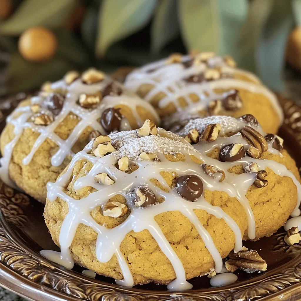 To bake these tasty cookies, you need some key ingredients. Here’s what you will need: - 1 cup canned pumpkin puree - 1/2 cup unsalted butter, softened to room temperature - 1 cup packed brown sugar - 1/2 cup granulated sugar - 1 large egg - 1 teaspoon pure vanilla extract - 2 cups all-purpose flour - 1 teaspoon baking powder - 1/2 teaspoon baking soda - 1/2 teaspoon salt - 2 teaspoons ground cinnamon - 1/2 teaspoon ground nutmeg - 1/2 teaspoon ground ginger - 1/2 cup chopped walnuts (optional) - 1/2 cup chocolate chips or butterscotch chips (optional) - 1/3 cup powdered sugar (for glaze) - 1 tablespoon milk (for glaze) These ingredients come together to create soft, flavorful cookies that remind you of fall. You can make your cookies even better by adding some fun extras. Here are some ideas: - Chopped walnuts for a crunchy texture - Chocolate chips or butterscotch chips for a sweet bite Feel free to mix and match these add-ins. They can change the taste and feel of your cookies! If you don’t have an ingredient, don’t worry! Here are some easy swaps: - Use margarine instead of butter if needed. - For a dairy-free option, choose a plant-based milk for the glaze. - If you want a gluten-free version, use a gluten-free flour blend. These substitutions help you make the cookies work for your needs. Just remember, they may change the taste a little. For the full recipe, check the detailed steps to create these delightful cookies. Start by preheating your oven to 350°F (175°C). This step is key for even baking. Next, line a baking sheet with parchment paper. This helps prevent sticking and makes cleanup easy. In a large bowl, mix together 1/2 cup of softened butter, 1 cup of brown sugar, and 1/2 cup of granulated sugar. Use an electric mixer or whisk. Beat until the mixture is light and fluffy. This should take about 3 to 5 minutes. Add in 1 cup of canned pumpkin puree, 1 large egg, and 1 teaspoon of pure vanilla extract. Mix well until the mixture is creamy. In another bowl, sift together 2 cups of all-purpose flour, 1 teaspoon of baking powder, 1/2 teaspoon of baking soda, and 1/2 teaspoon of salt. Also, add 2 teaspoons of ground cinnamon, 1/2 teaspoon of ground nutmeg, and 1/2 teaspoon of ground ginger. Sifting helps mix the dry ingredients well and removes lumps. Gradually mix the dry ingredients into the wet mixture. Stir until no dry flour is visible. If you want to add some flair, fold in 1/2 cup of chopped walnuts and 1/2 cup of chocolate or butterscotch chips. Using a spoon or cookie scoop, drop rounded tablespoons of dough onto your prepared baking sheet. Make sure to leave about 2 inches between each cookie. This space allows the cookies to spread while baking. Place the baking sheet in the oven and bake for 12 to 15 minutes. The cookies should look set and have slightly golden edges when they’re ready. Once baked, take the cookies out of the oven. Let them cool on the baking sheet for 5 minutes. After that, carefully transfer them to a wire rack. Allow them to cool completely so they firm up nicely. To make a simple glaze, whisk together 1/3 cup of powdered sugar and 1 tablespoon of milk in a small bowl. It should be smooth. Once the cookies are cool, drizzle this glaze over each one. This adds a sweet touch that makes them even better. For the full recipe, refer to the detailed instructions above. Enjoy your tasty pumpkin coffee cake cookies! To make your cookies soft and chewy, focus on a few key steps. First, use room temperature butter. This helps mix well with sugars. Second, do not overmix the dough. Mix just until you see no dry flour. Overmixing can lead to tough cookies. Finally, avoid baking too long. Cookies should look set but soft in the center. Gathering the right tools makes baking easier. Here’s what you need for these cookies: - Mixing bowls - Electric mixer or whisk - Measuring cups and spoons - Sifter (for dry ingredients) - Baking sheet - Parchment paper - Cookie scoop or spoon - Wire rack (for cooling) Even seasoned bakers can slip up. Here are some mistakes to watch for: - Using cold butter. It won't cream well with sugars. - Skipping the sifting step. This helps blend dry ingredients. - Overbaking cookies. They should cool on the sheet for a few minutes. - Forgetting to leave space on the baking sheet. Cookies need room to spread. These tips will help you create perfect Pumpkin Coffee Cake Cookies every time. For the full recipe, check out the details above! {{image_4}} You can easily add texture to your cookies by including nuts. Chopped walnuts or pecans work well. They add a nice crunch. Just mix the nuts in with the dough before baking. This will give each bite a delightful surprise. If you like, toast the nuts slightly for extra flavor. It makes a big difference! If you need a gluten-free version, swap out the all-purpose flour. Use a gluten-free flour blend instead. This blend usually has a mix of different flours. It helps keep the cookies soft. Make sure the blend contains some xanthan gum. This will help with texture. Follow the same steps in the recipe for a great result. You can boost the flavor with more spices or extracts. Add a little cardamom or allspice for warmth. A dash of orange or almond extract can brighten the taste. These small changes can turn a good cookie into an amazing one. Don't be afraid to experiment! Each twist can bring new joy to your baking. For more ideas, try looking at the Full Recipe for inspiration. To keep your cookies fresh, place them in an airtight container. Use parchment paper between layers to prevent sticking. Store them at room temperature for easy access. If you like, you can also refrigerate them, but this may change their texture. Freezing your cookies is a great way to save some for later. First, let the cookies cool completely. Then place them in a single layer on a baking sheet. Freeze until solid, about one hour. Afterward, transfer them to a freezer bag. Remove as much air as possible to prevent freezer burn. They can last up to three months in the freezer. When stored correctly, these cookies stay fresh for about a week at room temperature. If refrigerated, they can last up to ten days. Remember, the fresher they are, the better they taste! For the best flavor and texture, enjoy them within a few days of baking. For the full recipe, check out the earlier section. Yes, you can use fresh pumpkin. Just cook and puree it first. Fresh pumpkin adds great flavor. Make sure to drain any extra moisture. This keeps your cookies from getting too wet. You can use coconut oil or applesauce. Both options work well in cookies. Coconut oil adds a nice flavor. Applesauce makes the cookies moist and sweet. Look for golden edges and a set center. Cookies should not be shiny or wet. You can also do the toothpick test. Insert a toothpick in the center; it should come out clean. This means your cookies are done. For the best results, follow the baking time in the Full Recipe. Creating pumpkin coffee cake cookies is fun and easy. We covered essential and optional ingredients that make your cookies tasty. You learned step-by-step how to prepare, bake, cool, and glaze them. I shared tips for soft and chewy cookies, tools to use, and mistakes to avoid. You can try fun variations like adding nuts or spices. Storing and freezing cookies is simple, too. Remember, fresh cookies can brighten your day. Enjoy baking and sharing these treats with others!