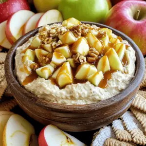 - 8 oz cream cheese, softened - 1/2 cup powdered sugar - 1 tsp pure vanilla extract - 1/2 cup sour cream - 1/2 tsp ground cinnamon - 1 cup diced apples (Granny Smith recommended) - 1/2 cup caramel sauce (store-bought or homemade) - 1/4 cup chopped walnuts - Serving suggestions: sliced apples, graham crackers, or vanilla wafers To make the cream cheese base, start with softened cream cheese. This helps it blend smoothly. Next, mix in the powdered sugar until fully combined. The sugar adds sweetness and a nice texture. Then, add vanilla extract and sour cream. This gives the dip its rich and creamy taste. For flavor enhancers, sprinkle in ground cinnamon. This spice adds warmth and depth. Diced apples give a fresh crunch. I love using Granny Smith apples for their tartness. Finally, drizzle in caramel sauce. It brings sweetness and sticky goodness. If you want extra texture, add chopped walnuts. They give a nice crunch and flavor. For serving, I suggest sliced apples, graham crackers, or vanilla wafers. Each option pairs well with the dip. Enjoy the mix of flavors and textures! - First, take 8 oz of softened cream cheese. Place it in a large bowl. - Use an electric mixer on medium speed. Whip the cream cheese until it's very smooth. - Next, add 1/2 cup of powdered sugar. Mix it gradually into the cream cheese. - Keep mixing until everything is creamy and there are no lumps. - Now, it's time to boost the taste. Add 1 tsp of pure vanilla extract. - Mix in 1/2 cup of sour cream. Blend it until smooth and creamy. - Then, sprinkle in 1/2 tsp of ground cinnamon. - Add 1 cup of diced apples. I love using Granny Smith for their tartness. - Gently fold the apples into the mix using a spatula. Make sure they are evenly spread. - Spoon the creamy mixture into a serving bowl. Smooth the top with a spatula. - Drizzle 1/2 cup of caramel sauce over the top. Let it run down the sides for a nice look. - If you like, sprinkle 1/4 cup of chopped walnuts on top. This adds a nice crunch. - Serve right away with sliced apples, graham crackers, or vanilla wafers for dipping. To make your dip smooth, start with cream cheese at room temperature. Cold cream cheese will not mix well. Use an electric mixer to whip it until creamy. Then, add powdered sugar slowly. This step helps avoid lumps and keeps the dip light. You can change the flavor of your dip by using different apple types. Try Fuji or Honeycrisp apples for a sweeter taste. For a deeper flavor, adjust the caramel sauce. Use less sauce if you prefer a less sweet dip. You can also add spices like nutmeg for a twist. Make your dip look great for serving. Arrange sliced apples, graham crackers, or vanilla wafers around the bowl. Garnish the dip with whole apple slices or a sprinkle of cinnamon. This adds beauty and invites people to dig in. {{image_4}} You can change the flavor of this dip to fit the season. For fall, add pumpkin spice. Just a teaspoon can create a warm, cozy taste. This twist makes the dip perfect for autumn gatherings. Another fun idea is a chocolate caramel version. Swap half of the caramel sauce for chocolate sauce. This makes the dip rich and sweet, perfect for chocolate lovers. You can make this dip healthier too. Swap the cream cheese for Greek yogurt. This change cuts calories and adds protein without losing creaminess. Another option is to use low-sugar caramel sauce. This keeps the sweet flavor but cuts down on sugar. It’s a great choice for those watching their sugar intake. If you need a nut-free version, just leave out the walnuts. The dip will still taste great without them. For a dairy-free option, use plant-based cream cheese. This way, everyone can enjoy the dip, even those who can’t have dairy. To store leftovers in the fridge, place the dip in an airtight container. This keeps it fresh and prevents any strong odors from other foods affecting it. It will stay good for up to three days. Always check for any changes in smell or texture before serving. Yes, you can freeze this dip, but it may change in texture. To freeze, transfer the dip to a freezer-safe container. Leave some space at the top for expansion. It can last for up to two months in the freezer. When ready to eat, thaw it overnight in the fridge. Mix well before serving to restore the creamy texture. Before serving, you may want to refresh the dip. If it seems thick, stir in a little sour cream. This helps with texture and flavor. For added appeal, drizzle more caramel sauce on top. This makes it look fresh and inviting, even after storage. Caramel Apple Cheesecake Dip stays fresh in the fridge for about 3 to 5 days. Store it in an airtight container to keep it from drying out. Make sure to cover it well to avoid any fridge odors. If you notice any off smells or changes in texture, it’s best to toss it. Yes, you can make this dip ahead of time. Prepare it a day or two before your event. After mixing it, store it in the fridge. Keep the caramel sauce separate until you're ready to serve. This way, the dip stays fresh and creamy. You can serve this dip with various dippers. Here are some fun ideas: - Sliced apples (Granny Smith are great) - Graham crackers - Vanilla wafers - Pretzels for a salty twist - Cinnamon sugar pita chips for extra flavor Feel free to mix and match! This blog post showed how to make a tasty caramel apple cheesecake dip. We covered the creamy base, flavor enhancers, and optional add-ons. I shared tips for perfect texture and customization options. You can even explore seasonal flavors and healthier alternatives. With the right storage tips, leftovers can stay fresh. This dip is easy to make and fun to serve. Enjoy making it for your next gathering or snack!