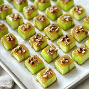 - 2 medium-sized apples (Granny Smith or Honeycrisp recommended) - 1 cup caramel sauce (store-bought or homemade) - 1/2 cup crushed nuts (such as walnuts, pecans, or peanuts) - 1/4 cup mini chocolate chips (optional) - 1/4 teaspoon sea salt - 1 tablespoon coconut oil (optional) To make the best mini caramel apple bites, start with fresh apples. Granny Smith apples give a nice tartness, while Honeycrisp adds a sweet crunch. Both work well. You will also need caramel sauce. You can buy it or make your own if you prefer. Crushed nuts add a lovely crunch. Walnuts, pecans, or peanuts are great choices. For a sweet touch, mini chocolate chips can be added. A sprinkle of sea salt on top brings out all the flavors. Coconut oil is optional but helps the caramel drizzle smoothly. It makes the bites look pretty, too! - Small saucepan or microwave-safe bowl - Parchment paper - Baking sheet - Sharp knife or apple corer Gather your tools before you start. A small saucepan or a microwave-safe bowl works for melting caramel. Parchment paper keeps things neat. You’ll need a baking sheet to set your apple bites on. A sharp knife or an apple corer makes cutting easy and safe. With these ingredients and tools in hand, you are ready to create these sweet treats! For the full recipe, check out the details above. Start by washing the apples in cool water. Make sure to dry them with a clean towel. Next, cut each apple into quarters. Remove the core carefully. Then slice each quarter into 1-inch cubes. This size makes it easy for everyone to enjoy. You can melt the caramel in a small saucepan or the microwave. If you use a saucepan, mix the caramel sauce with coconut oil, if desired. Heat it over low heat. Stir constantly until it is smooth. Be careful not to burn it! If you choose the microwave, heat in 30-second bursts. Stir in between bursts until melted. Now, take each apple cube and dip it into the warm caramel. Make sure to cover each piece well. Allow any extra caramel to drip off back into the saucepan. This keeps the bites neat. Next, roll or sprinkle the caramel-coated apple bites with crushed nuts and mini chocolate chips, if you like. Place the coated bites on a parchment-lined baking sheet. This step prevents sticking. Chill the baking sheet in the refrigerator for about 15-20 minutes. This helps the caramel set properly. Once they are set, take them out and sprinkle a little sea salt on top. This adds a great flavor contrast. Serve the mini caramel apple bites on a platter or in cute cups. They look fun and are easy to grab! For the full recipe, you can check the details provided earlier. For the best mini caramel apple bites, choose crisp apples. I recommend Granny Smith or Honeycrisp apples. Granny Smith adds a nice tartness, while Honeycrisp offers sweet, juicy bites. Both types hold up well when dipped in caramel, making them perfect for this treat. Making homemade caramel sauce can be fun and easy. Start with granulated sugar in a heavy pot. Heat it slowly on low. Stir gently until it melts into a smooth golden liquid. Add butter and cream off the heat for a rich taste. Watch out for these common mistakes: - Burning the sugar: Always stir and heat slowly. - Too thick or too thin: Adjust with more cream for a thinner sauce. Using store-bought caramel is a quick option too. Just warm it up before dipping the apples. To wow your guests, think about how you serve these bites. Use colorful cupcake liners for individual portions. Arrange the bites on a festive platter. For a final touch, add a sprig of mint or edible flowers. These small details make your treats pop and look inviting! {{image_4}} You can make mini caramel apple bites even more fun with different toppings. Here are some ideas: - Sprinkles: Add a burst of color with rainbow or seasonal sprinkles. - Crushed cookies: Use crushed Oreos or graham crackers for a tasty crunch. - Flavored caramel sauces: Try chocolate, cinnamon, or even peanut butter caramel for a twist. If you want a dairy-free treat, you can easily adapt this recipe. - Dairy-free caramel: Use coconut cream or agave nectar to make a vegan caramel. - Healthier sweeteners: Substitute regular sugar with maple syrup or honey for a healthier touch. Make your mini caramel apple bites festive with seasonal flavors. - Spices: Add a sprinkle of cinnamon or nutmeg for warmth and depth. - Dried fruits: Incorporate chopped dried cranberries or raisins for extra sweetness and texture. These variations make your mini caramel apple bites fun for any occasion. Check the Full Recipe for detailed steps! To keep your mini caramel apple bites fresh, store them in an airtight container. Use a container that is large enough so the bites do not touch each other. This helps the caramel stay smooth and the apples crisp. Line the bottom of the container with parchment paper to avoid sticking. These tasty bites stay fresh in the fridge for about 3 to 5 days. The caramel may start to lose its shine after a couple of days, but they will still taste great. You can freeze them, but the texture might change. If you freeze them, enjoy them within a month for the best taste. If you stored your bites for a while, you might want to revive their texture. To do this, let them sit at room temperature for about 10 minutes before serving. If they feel too firm, you can microwave them for 5 to 10 seconds. This helps the caramel soften a bit. Enjoy them fresh for the best experience. For the full recipe, check out the earlier section! Yes, you can use different apple types. However, I recommend Granny Smith or Honeycrisp apples. These apples are crisp and tart. They balance well with the sweet caramel. Their firm texture holds up nicely when dipped in caramel. Try to avoid soft apples like Red Delicious. They may not give the same crunch or flavor. Yes, you can make mini caramel apple bites ahead. Store them in an airtight container in the fridge. They will stay fresh for about three days. If you prepare them a day early, they will still taste great. Just make sure the caramel is set before storage. This keeps them from getting sticky. Absolutely! Making caramel sauce from scratch is simple. Here's a basic recipe: - Ingredients: - 1 cup sugar - 1/4 cup water - 1/2 cup heavy cream - 2 tbsp butter - Instructions: 1. Combine sugar and water in a saucepan. 2. Heat over medium until the sugar dissolves. 3. Stop stirring and let it boil until golden. 4. Remove from heat and slowly stir in cream and butter. 5. Let it cool before using. This homemade caramel adds a personal touch. Mini caramel apple bites fit many events. They are great for birthday parties, Halloween, and Thanksgiving. You can serve them at picnics or family gatherings too. Their bite-sized shape makes them fun and easy to share. Add a festive touch by using colorful plates or sprinkles. You can find pre-made mini caramel apple bites at many grocery stores. Look for them in the bakery or snack aisle. Some brands offer them in convenient packs. Check stores like Target or Walmart for a variety. You may also find them at local farmers' markets, especially in fall. Mini caramel apple bites are fun and easy to make. You need just a few simple ingredients and tools. Start with fresh apples and creamy caramel. Follow the steps to prepare, coat, and chill them. Add your favorite toppings for a twist. Store them properly to enjoy later. Remember, these bites are great for parties or a sweet snack. Experiment with flavors and toppings to make them your own. Enjoy the crunchy, salty, and sweet blend that these treats offer.