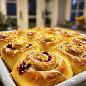 To make delicious huckleberry lemon sweet rolls, gather these ingredients: - 3 cups all-purpose flour, plus extra for dusting - 1/4 cup granulated sugar - 1 packet (2 1/4 teaspoons) instant yeast - 1/2 teaspoon salt - 1 cup whole milk, warmed to about 110°F (43°C) - 1/4 cup unsalted butter, melted and slightly cooled - 1 large egg, at room temperature - 1 cup huckleberries (fresh or frozen) - Zest of 1 lemon (approximately 1 tablespoon) - 2 tablespoons fresh lemon juice - 1/4 teaspoon ground cinnamon For the Lemon Glaze: - 1 cup powdered sugar - 2 tablespoons fresh lemon juice - 1 tablespoon milk You can swap some ingredients if needed. Here are a few ideas: - Use almond milk instead of whole milk for a dairy-free option. - Replace unsalted butter with coconut oil for a vegan twist. - If you can't find huckleberries, blueberries or raspberries work well too. - You can use lemon extract if you don't have fresh lemons. Fresh huckleberries are a treat. Here are tips to pick the best ones: - Look for firm berries that are plump and shiny. - Avoid any that are mushy or have dark spots. - Check for a sweet smell; this means they are ripe. - If you buy frozen huckleberries, ensure they are flash-frozen for the best taste. These tips will help you enjoy the best flavors in your huckleberry lemon sweet rolls. For a full recipe, follow this link to the [Full Recipe]. To make the dough, start with a large bowl. Add 2 cups of flour, sugar, yeast, and salt. Whisk them until they mix well. In another bowl, combine the warm milk, melted butter, and egg. Whisk until it looks smooth and a bit frothy. Gradually pour this mixture into the flour bowl. Stir with a wooden spoon until it starts to form a dough. Add the last cup of flour slowly until your dough feels slightly sticky. Now, turn the dough onto a floured surface. Knead it for about 5-7 minutes until it's smooth and elastic. If it sticks, add a little more flour. Shape the dough into a ball and place it in a greased bowl. Cover it with a kitchen towel. Let it rise in a warm spot for about an hour. It should double in size. Once the dough has risen, gently punch it down. Roll it out on a floured surface to make a rectangle about 12x18 inches. Spread the huckleberries evenly over the dough. Next, sprinkle lemon zest, lemon juice, and ground cinnamon on top. Make sure the toppings cover the surface. Now, roll the dough tightly from the long edge to form a log. Pinch the seam to seal it. Use a sharp knife or dental floss to cut the log into 12 equal pieces. Place the rolls in a greased baking dish, leaving some space between them. Cover loosely with a towel and let them rise for another 30 minutes. Preheat your oven to 375°F (190°C). Bake the rolls for 20-25 minutes. They should turn golden brown on top and feel cooked inside. While they bake, prepare the glaze. In a small bowl, whisk together powdered sugar, lemon juice, and milk until smooth. Once the rolls are done, let them cool in the dish for about 10 minutes. Drizzle the warm rolls with the lemon glaze. Enjoy your delicious huckleberry lemon sweet rolls! For the full recipe, check the ingredients list above. To get the perfect rise, you need warm dough and a warm place. Yeast loves warmth. I suggest warming your milk to about 110°F (43°C) before adding it to your mix. This helps activate the yeast. After mixing your dough, let it rise in a cozy spot. Cover it with a clean kitchen towel. Check it after an hour. It should double in size! Fluffy rolls come from kneading the dough well. Knead for about 5-7 minutes until smooth. This builds gluten, which traps air. It helps the rolls stay light and airy. If the dough feels sticky, add a bit more flour. But don’t add too much; you want the dough soft and slightly tacky. One common mistake is using cold ingredients. Always use room temperature eggs and warm milk. Another mistake is under-kneading the dough. This can lead to dense rolls. Make sure to roll it tightly when shaping. If it’s loose, the rolls won’t rise as well. Lastly, don’t skip the second rise. It’s key for fluffy sweet rolls. For the detailed recipe, check out the Full Recipe. {{image_4}} You can mix things up with different fillings. Try using blueberries or blackberries instead of huckleberries. Both fruits provide a sweet burst that pairs well with lemon. If you want a creamy twist, consider adding cream cheese to your filling. Simply spread a thin layer over the dough before adding the fruit. For a nutty flavor, mix in some chopped walnuts or pecans for added crunch. While the lemon glaze adds a bright touch, you can switch it up. Consider a vanilla glaze for a sweeter option. Simply add vanilla extract to your powdered sugar and milk mix. For a berry twist, mash some fresh berries into the glaze. This will create a lovely hue and enhance the fruity flavor of your rolls. A touch of almond extract can also give the glaze an interesting depth. You can easily change the flavor profile of these sweet rolls. For a hint of spice, add a pinch of nutmeg to the dough. If you want a richer taste, substitute whole milk with buttermilk or cream. You can also infuse the dough with herbs like rosemary or thyme for a savory kick. These small changes can make your rolls unique and special. Feel free to experiment and find your favorite combination. For the complete recipe, check out the Full Recipe. To keep your sweet rolls fresh, store them in an airtight container. Place a piece of parchment paper between layers to prevent sticking. They stay good for about 2-3 days at room temperature. You can also keep them in the fridge for up to a week. Just make sure to wrap them well. If you want to save some for later, freezing works great. Allow the sweet rolls to cool completely. Then, wrap each roll in plastic wrap tightly. Place them in a freezer bag or airtight container. They can last up to 3 months in the freezer. When you’re ready to enjoy them, just thaw in the fridge overnight. To reheat your sweet rolls, preheat your oven to 350°F (175°C). Place the rolls on a baking sheet and cover them with foil. Heat for about 10-15 minutes, or until warm. You can also microwave them for about 15-20 seconds each, but they won’t be as fluffy. Drizzle some fresh glaze on top for added flavor. Enjoy every bite! To store your sweet rolls, place them in an airtight container. They stay fresh for up to three days at room temperature. If you want them to last longer, refrigerate them. However, this may dry them out a bit. To maintain their fluffiness, wrap them tightly in plastic wrap before placing them in the fridge. Yes, you can use frozen huckleberries! They work great in this recipe. Just make sure to thaw and drain them first. This prevents too much moisture from making the dough soggy. Using frozen huckleberries also adds a nice burst of flavor. You can prepare the dough a day in advance. After kneading, let it rise as usual. Then, cover it and place it in the fridge overnight. When you're ready to bake, let the dough warm for about 30 minutes. Roll and fill them as instructed. Let them rise again before baking. This makes your morning much easier! Absolutely! Once baked and cooled, you can freeze them. Place them in a freezer-safe container with parchment paper between layers. They can last up to three months in the freezer. When you want to enjoy them, let them thaw in the fridge overnight. Then, reheat in the oven for a few minutes to regain their fluffiness. These sweet rolls pair perfectly with coffee or tea. You can also enjoy them with a dollop of whipped cream or a scoop of vanilla ice cream. Adding a side of fresh fruit makes for a lovely breakfast or dessert option. Yes! If you love lemon, add more zest or juice to the dough. You can also increase the lemon glaze for a tangy kick. Just remember to balance the flavors so it remains sweet and enjoyable. Huckleberries are low in calories and high in antioxidants. They provide vitamins C and K, making them a healthy choice. Adding them to your sweet rolls makes a delicious treat that includes nutrients. Enjoy a guilt-free indulgence! For the full recipe and more tips, check out the [Full Recipe]. In this blog post, we covered how to make delicious huckleberry lemon sweet rolls. We discussed the key ingredients, their substitutes, and how to pick fresh huckleberries. I shared step-by-step instructions for making the dough and filling the rolls. You learned tips for a perfect rise and avoiding common mistakes. We also explored variations, storage tips, and answered frequently asked questions. Now, you can confidently bake these sweet rolls and enjoy them. Happy baking!