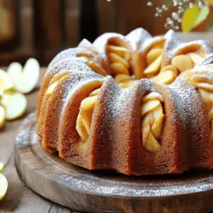 - 2 cups all-purpose flour - ¾ cup unsalted butter - 1 cup granulated sugar - 2 large eggs - 2 cups apples To make a great apple bundt cake, start with these main ingredients. The all-purpose flour gives the cake its body. Unsalted butter adds richness, while granulated sugar brings sweetness. Eggs help bind everything together, and fresh apples add moisture and flavor. - ½ cup packed brown sugar - 1 teaspoon pure vanilla extract - 1 cup plain Greek yogurt You can enhance the cake with optional ingredients. Brown sugar gives a deeper flavor, while vanilla adds warmth. Greek yogurt keeps the cake moist and tender. - 1 teaspoon baking powder - 1 teaspoon baking soda - 1 teaspoon ground cinnamon - ½ teaspoon salt For the right texture and taste, use these spices. Baking powder and baking soda help the cake rise. Ground cinnamon adds that warm, comforting taste we love. Salt balances the sweetness and enhances all the flavors in the cake. These ingredients come together in the full recipe to create a delicious and moist apple bundt cake. Enjoy baking! Preheat your oven to 350°F (175°C). This makes sure your cake bakes evenly. While the oven heats, grease your Bundt pan well. Use butter or a non-stick spray. This step helps the cake slide out easily once it is baked. In a medium bowl, mix your dry ingredients. Combine the flour, baking powder, baking soda, ground cinnamon, and salt. Whisk them together to avoid lumps. Set this bowl aside for now. Next, in a large bowl, cream the softened butter and granulated sugar. Use an electric mixer for about 3-4 minutes. You want the mixture to be light and fluffy. This adds air, making your cake soft. Now it’s time to add the eggs. Add them one at a time. Mix well after each addition. This ensures they blend well into the batter. Then, add the vanilla extract for a nice flavor boost. Gradually fold in the dry ingredients. Alternate this with the Greek yogurt. Start and end with the flour mixture. Mix gently until just combined. It’s okay if a few lumps remain; overmixing can make the cake tough. In another bowl, toss your diced apples with brown sugar and cinnamon. This mix makes the apples sweet and spicy. Stir well to coat each piece. Now, let’s layer the batter. Pour half of the batter into the greased Bundt pan. Spread it evenly. Then, layer half of the apple mixture on top. Pour the rest of the batter over this. Finish with the remaining apple mix. Use a spatula to swirl them together. This creates a beautiful marbled look. Place the Bundt pan in the preheated oven. Bake for 50-60 minutes. To check for doneness, insert a toothpick into the center. It should come out clean or with a few crumbs. Once baked, cool the cake in the pan for about 15 minutes. After that, carefully invert it onto a wire rack. Let it cool completely before slicing. You can find the Full Recipe for more detailed steps if needed. Using room temperature ingredients makes a big difference. Cold butter and eggs can lead to a dense cake. Bring them to room temperature before you start. This helps the batter mix smoothly and rise well. Choosing the right apples is key for flavor. I love using Granny Smith or Honeycrisp apples. They balance sweetness and tartness. Peel and core them, then dice them into small pieces. This ensures even distribution throughout the cake. If your cake sinks or falls, it might be due to underbaking. Make sure to check the doneness by using a toothpick. Insert it in the center; it should come out clean or with a few crumbs. Overmixing the batter can also cause problems. Mix just until combined. A few lumps are okay. This keeps the cake light and fluffy. Dusting your cooled cake with powdered sugar gives it a lovely finish. You can also drizzle a simple glaze on top. Mix powdered sugar with a little milk until it’s pourable. Serve slices on a decorative platter. Garnish with thin apple slices or a sprinkle of cinnamon for extra flair. For more details, check the Full Recipe. {{image_4}} You can make your Apple Bundt Cake even more special. Adding nuts, like walnuts or pecans, gives it a nice crunch. You can also add raisins for sweetness and texture. For a twist, try different spices. Nutmeg adds warmth, while ginger brings a zing. Both can elevate the cake's flavor and make it unique. If you need a gluten-free option, use a gluten-free flour blend. This keeps the cake tasty without the gluten. You can also lower the sugar content. Replace granulated sugar with stevia or monk fruit sweetener. This way, you can enjoy the cake without too much sugar. You can tailor your cake to match the season. In fall, add pumpkin spice for a cozy touch. For holidays, consider using festive colors with toppings or sprinkles. Mini Bundt cakes are also a great idea. They work well for parties or gifts. You can decorate them to fit any theme or event. To keep your Apple Bundt Cake fresh at room temperature, wrap it well. Use plastic wrap or aluminum foil. This keeps moisture in and air out. Store it in a cool, dry spot. Your cake will stay tasty for up to three days this way. If you have leftovers, put the cake in the fridge. Wrap it tightly in plastic wrap. This helps prevent it from drying out. When stored correctly, the cake can last up to a week in the fridge. Just let it sit at room temperature for a few minutes before serving. This helps bring back its moist texture. To freeze your Bundt cake, first let it cool completely. After that, wrap it tightly in plastic wrap, then in aluminum foil. This double wrap prevents freezer burn. You can freeze it for up to three months. When you’re ready to enjoy it, take the cake out of the freezer. Place it in the fridge for several hours or overnight to thaw. If you want to speed things up, leave it on the counter for about two hours. After thawing, you can reheat slices in the microwave for about 10-15 seconds for a warm treat. For more details, you can check the Full Recipe. I love using a mix of tart and sweet apples. Good choices are Granny Smith and Honeycrisp. Granny Smith adds a nice tang, while Honeycrisp gives sweetness. You can also try Fuji or Gala for a sweeter touch. Using a mix brings layers of flavor to your cake. Yes, you can make this cake a day in advance. Store it wrapped in plastic wrap at room temperature. If you want to keep it fresh for longer, place it in the fridge. Reheat slices in the microwave for a warm treat later. To avoid sticking, grease your Bundt pan well. Use a mix of butter and flour. Start by applying a layer of soft butter all over the pan. Then, sprinkle flour inside, tapping out the excess. This method creates a non-stick surface, ensuring your cake releases easily. Apple bundt cake pairs well with whipped cream or vanilla ice cream. You can also serve it with a drizzle of caramel sauce. It makes a lovely dessert for gatherings. Fresh apple slices or a sprinkle of cinnamon can add a fun touch. Your apple bundt cake stays fresh for about 3-4 days at room temperature. If you refrigerate it, it can last up to a week. For long-term storage, freeze slices in an airtight container. Thaw and reheat as needed for the best taste. Absolutely! A simple glaze can enhance the flavor. Mix powdered sugar with a bit of milk until smooth. Drizzle this over the cooled cake. For a twist, add a dash of vanilla or cinnamon to the glaze for extra flavor. This blog post covered how to make a delicious apple bundt cake. We examined essential and optional ingredients, as well as spices. I detailed each step, from prepping the pan to baking and cooling. Tips and variations help you adjust the recipe to your liking. Remember, choosing the right apples matters for taste. With this guide, you can create a delightful cake that impresses everyone. Enjoy baking and sharing this treat with friends and family!